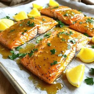- Salmon fillets - Honey - Dijon mustard - Whole grain mustard - Olive oil - Lemon juice - Salt and pepper - Garnish options Using the right ingredients makes a big difference in your dish. Each one plays a role in the flavor and texture of the salmon. Salmon fillets are the star of the show. They should be fresh and about 6 ounces each. I love using wild-caught salmon for its rich taste. Next, we have honey. It adds a sweet touch and balances the mustard's bite. Dijon mustard brings sharpness, while whole grain mustard adds texture. Olive oil keeps the salmon moist and helps the glaze stick. Fresh lemon juice brightens the flavor and gives a zesty kick. Don’t forget salt and pepper to enhance the taste. For garnishing, I suggest fresh parsley. It adds color and a hint of freshness. Lemon wedges are also great for serving on the side. - Baking sheet - Parchment paper or aluminum foil - Mixing bowl - Whisk - Basting brush Having the right tools makes cooking easy and fun. A baking sheet is essential for roasting your salmon evenly. Lining it with parchment paper or foil helps with cleanup. A mixing bowl is where you’ll create the glaze. Use a whisk to combine the ingredients smoothly. A basting brush is key for applying the glaze on the salmon. These tools make the process simple and enjoyable. You’ll find that having the right items helps in the kitchen. For the full recipe, check out the Honey Mustard Glazed Salmon section! First, preheat your oven to 400°F (200°C). This step is key to cooking the salmon evenly. Next, gather a small mixing bowl. In this bowl, combine: - 3 tablespoons honey - 2 tablespoons Dijon mustard - 1 tablespoon whole grain mustard - 2 tablespoons extra virgin olive oil - 1 tablespoon freshly squeezed lemon juice - Salt and freshly ground black pepper to taste Whisk these ingredients together until you have a smooth, shiny glaze. The mix of sweet and tangy will elevate the salmon's flavor. Now, take a baking sheet and line it with parchment paper or aluminum foil. Arrange your salmon fillets skin-side down, leaving space between them. Using a basting brush, generously coat the top of each fillet with the honey mustard glaze. Make sure every part is covered. This will ensure maximum flavor in every bite. Place the baking sheet in your preheated oven. Bake the salmon for 12 to 15 minutes. It's done when it flakes easily with a fork and turns a warm, pink color. For an extra touch, broil the salmon for 1 to 2 minutes after baking. This gives the glaze a nice caramelization. Keep a close eye on it to avoid burning. Now your honey mustard glazed salmon is ready for serving! For full details, refer to the Full Recipe. To check if salmon is done, use the flake test. Gently press the salmon with a fork. If it flakes easily, it’s ready. This means the fish is cooked through but still moist. Letting the salmon rest for a few minutes is key too. This helps the juices settle and keeps it juicy. To boost flavor, add herbs like dill, thyme, or rosemary. Fresh herbs give a bright taste. You can also try spices like paprika or garlic powder. Using fresh ingredients is best. Fresh salmon and herbs taste great together. If you need substitutes, use dried herbs or other mustards. They can work well but may not give the same fresh burst. If you want to try something new, check out the Full Recipe for more options! {{image_4}} If you want to change the flavor of your honey mustard glazed salmon, try using teriyaki sauce or maple syrup. Both options add a sweet twist. - Teriyaki Glaze: Combine equal parts teriyaki sauce and honey for a savory and sweet mix. This glaze will give your salmon a rich umami flavor. - Maple Syrup Glaze: Swap honey for maple syrup. This change adds a warm and unique sweetness. You can mix maple syrup with Dijon mustard for a quick glaze. Pair this salmon with delicious side dishes. Here are some of my favorites: - Rice or Quinoa: These grains soak up the glaze well. - Steamed Vegetables: Broccoli or green beans add color and nutrients. - Crisp Salad: A salad with mixed greens and a light vinaigrette balances the richness of the salmon. For drinks, consider these pairings: - White Wine: A crisp Sauvignon Blanc enhances the dish's flavors. - Sparkling Water: A refreshing choice if you prefer a non-alcoholic drink. Feel free to mix and match these ideas to create a meal you love! For the full recipe, check out the Honey Mustard Glazed Salmon instructions above. To store leftover honey mustard glazed salmon, let it cool first. Place the fillets in an airtight container. The salmon stays fresh for up to three days in the fridge. When reheating, use the oven for the best taste. Preheat the oven to 350°F (175°C). Cover the salmon with foil to keep it moist. Heat for about 10 minutes, or until warm. This method helps maintain the glaze's flavor and texture. If you have extra salmon, freezing is a great option. To freeze, wrap each fillet tightly in plastic wrap. Then, place them in a freezer-safe bag or container. This keeps them safe for up to three months. When you're ready to eat, thaw the salmon in the fridge overnight. Reheat in the oven just like before. This way, you can enjoy your honey mustard glazed salmon even later! For the full recipe, check the earlier section. Yes, you can use frozen salmon. Just make sure to thaw it first. Place the salmon in the fridge overnight or run it under cold water. This way, you get even cooking. Frozen salmon can still taste great when glazed. To check if salmon is cooked, use a fork. Gently flake the salmon at the thickest part. If it flakes easily and appears opaque, it is done. Perfect salmon should feel moist and tender, not dry. I love serving honey mustard glazed salmon with a fresh salad. Roasted vegetables or quinoa also pair well. You can even add rice or potatoes for a hearty meal. Squeeze some lemon over the top for extra zing. Yes, you can make the glaze ahead of time. Just mix the ingredients and store them in the fridge. This saves time when you’re ready to cook. The flavors may even blend better after a day. Check the Full Recipe for the exact steps. You learned how to make honey mustard glazed salmon, a tasty and simple dish. We covered each step, from gathering ingredients to baking and serving. Using fresh ingredients and knowing storage tips are key. Try different glazes or side dishes for variety. With these tips, you can impress anyone. Enjoy your cooking and have fun with flavors!