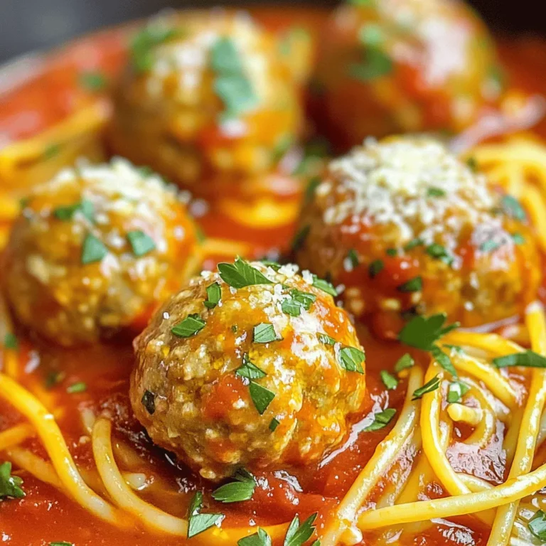 To make classic Italian meatballs, you need these key ingredients: - 1 lb ground beef - 1/2 lb ground pork - 1 cup breadcrumbs, preferably Italian seasoned - 1/4 cup grated Parmesan cheese, plus extra for garnish - 1/4 cup fresh parsley, finely chopped - 2 cloves garlic, finely minced - 1 large egg, beaten - 1 teaspoon salt - 1/2 teaspoon black pepper - 1/2 teaspoon dried oregano - 1/2 teaspoon dried basil - 1/4 teaspoon red pepper flakes (optional for heat) - Olive oil for frying These ingredients blend perfectly to create rich flavors. The beef and pork add depth. The breadcrumbs help bind the meat together. Parmesan cheese gives a nutty taste. Fresh parsley and garlic add brightness. You can adjust the flavor of your meatballs. Here are a few ideas: - 1/4 cup chopped onion for sweetness - 1/4 cup grated mozzarella for extra creaminess - 1 teaspoon Worcestershire sauce for a savory kick - Fresh herbs like thyme or rosemary for added aroma These ingredients can elevate your meatballs. Feel free to mix and match based on your taste. A good sauce makes the meatballs shine. Here are some great options for marinara sauce: - Homemade marinara sauce, made with fresh tomatoes - Store-bought marinara for convenience - Spicy arrabbiata sauce if you like heat - A creamy tomato basil sauce for a twist These sauces will complement your meatballs. Choose one that fits your mood. For the full recipe, check the complete guide. Enjoy your cooking adventure! Start by gathering your ingredients. You need ground beef and pork. These meats give the meatballs great flavor. In a large bowl, mix both types of meat. Add in the breadcrumbs and Parmesan cheese next. Make sure the breadcrumbs are Italian seasoned for extra taste. Then, toss in the chopped parsley and minced garlic. These add freshness and depth. Beat the egg and add it to the bowl. Now, sprinkle in salt, black pepper, oregano, basil, and red pepper flakes if you want some heat. Mix everything gently but thoroughly. Be careful not to overmix, or your meatballs will be tough. Once the mixture is ready, it’s time to shape the meatballs. Wet your hands a bit to help with sticking. Grab about a handful of the mixture and roll it into a ball. Aim for about 1.5 inches in diameter. You should get around 16-18 meatballs. Place them on a platter or baking sheet. This will make it easier to transport them to the skillet later. Heat olive oil in a large skillet over medium heat. You want the oil to shimmer before adding the meatballs. Fry the meatballs in batches. Don’t overcrowd the pan, as this can lead to steaming instead of frying. Cook them for 8-10 minutes, turning them occasionally. You want them nicely browned on all sides. Once browned, transfer the meatballs to a paper towel-lined plate to absorb extra oil. After frying, pour marinara sauce into the skillet and bring it to a gentle simmer. Carefully add the meatballs back into the sauce. Cover with a lid and let them simmer for 15-20 minutes. This step allows the meatballs to soak up the delicious sauce flavors. Enjoy your flavorful Italian meatballs, ready to serve! To get the best meatball texture, mix gently. Too much mixing makes them tough. Use your hands to combine the meat and other ingredients. This keeps the meatballs soft. Make them about 1.5 inches wide. This size cooks well and stays juicy. For more flavor, adjust your spices. You can add more garlic or herbs. Try fresh parsley instead of dried for a bright taste. Red pepper flakes add heat but are optional. Always taste your mixture before cooking. This lets you adjust seasoning to your liking. Serve your meatballs over spaghetti for a classic meal. They pair well with garlic bread and a fresh salad. You can also serve them as an appetizer with toothpicks. Drizzle with marinara sauce and sprinkle with Parmesan cheese for a nice touch. For the full recipe, refer to the savory Italian meatballs section. {{image_4}} You can mix different meats for your Italian meatballs. Ground beef and pork work well together. This mix offers rich flavor and juicy texture. You can also try ground turkey or chicken for a leaner option. Combining these meats can add new tastes and make your meatballs special. Feel free to experiment until you find your favorite mix! If you want a meat-free option, there are great choices. You can use lentils or black beans as the base. These ingredients are high in protein and add nice texture. For a heartier bite, mix in cooked quinoa or rice. You can also add grated veggies like zucchini or carrots for more flavor. Use the same spices and herbs from the original recipe to keep that Italian flair! While marinara is classic, many other sauces work well with meatballs. You can try a rich Alfredo sauce for a creamy twist. Or, opt for a sweet and tangy barbecue sauce. A spicy arrabbiata sauce adds heat and zest. Each of these sauces brings its own charm to the dish. Don't be afraid to play with flavors and find what you love! For the full recipe, check out the detailed instructions above. To store leftover meatballs, first allow them to cool. Place the meatballs in an airtight container. If you have sauce, keep it separate. This helps maintain their texture. Store in the fridge for up to three days. If you want to keep them longer, freezing is a great option. To freeze meatballs, first let them cool completely. Arrange them in a single layer on a baking sheet. Freeze until solid. Then transfer them to a freezer-safe bag. Remove as much air as possible to prevent freezer burn. They can last for about three months in the freezer. When ready to use, just pull out the number you need. To reheat meatballs, the oven works well. Preheat it to 350°F (175°C). Place meatballs in a baking dish. Cover with foil to keep them moist. Heat for about 20 minutes or until hot. You can also reheat them in the microwave. Use a microwave-safe dish and cover with a damp paper towel. Heat in short bursts, checking often. Enjoy your flavorful meatballs! Italian meatballs have roots in Italy, but they grew in America too. In Italy, meatballs often pair with pasta. They use local meats, herbs, and spices. When Italian immigrants came to America, they adapted their recipes. They made larger meatballs to satisfy American tastes. Now, meatballs are a staple in Italian-American cuisine. Yes, you can make meatballs ahead of time. Preparing them a day before helps the flavors blend. Shape the meatballs and store them in the fridge. You can also freeze them for later use. Just cook them straight from the freezer when you need them. This saves time on busy nights. To check if meatballs are fully cooked, use a meat thermometer. The internal temperature should reach 160°F (70°C). If you don’t have a thermometer, cut one in half. The meat should be gray or brown inside, with no pink. Cooking them in marinara sauce also helps keep them moist and flavorful. For the full recipe, check out the savory Italian meatballs section above! In this post, we explored how to make classic Italian meatballs. We covered the key ingredients, from essential spices to your favorite marinara sauce. You learned step-by-step instructions for preparation, forming, and cooking the meatballs. Plus, we shared tips for perfect texture and tasty variations. As you try these recipes, remember to have fun and be creative. Cooking should be enjoyable, so don't hesitate to experiment with flavors. Perfecting your meatballs will impress friends and family at any meal. Happy cooking!