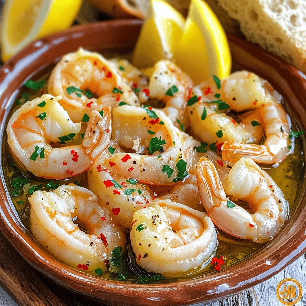- 1 lb large shrimp, peeled and deveined - 4 cloves garlic, minced - 3 tablespoons olive oil - 1 teaspoon red pepper flakes (adjust to taste) - 1 tablespoon fresh lemon juice - 1 tablespoon fresh parsley, finely chopped - Salt and freshly ground black pepper to taste - Lemon wedges for serving For this easy garlic shrimp dish, you need just a few fresh ingredients. The shrimp should be large, peeled, and deveined. This helps them cook evenly and taste great. Fresh garlic is key. It gives the dish a strong flavor. Olive oil adds richness. Red pepper flakes bring heat, but you can adjust this to fit your taste. Adding lemon juice brightens the dish. Fresh parsley adds color and a hint of earthiness. Salt and black pepper finish the flavor. Serve with lemon wedges for that extra zing. You can find the complete recipe [Full Recipe]. This meal is quick to make and perfect for any night! - Rinse and dry shrimp - Mince garlic - Prepare lemon and parsley Start by rinsing the shrimp under cold water. Make sure to remove any dirt. Once rinsed, use paper towels to dry the shrimp. This helps achieve a nice sear later. Next, mince the garlic into small pieces. This adds flavor to the dish. Finally, cut the lemon in half and chop the parsley finely. Set these aside for later. - Heat olive oil - Sauté garlic - Cook shrimp In a large skillet, pour in the olive oil. Heat it over medium-high heat. Wait until the oil shimmers but does not smoke. Then, add the minced garlic. Sauté it for about 30 seconds. Stir it often to avoid burning. You will smell a great aroma when it’s ready. Now, add the shrimp in a single layer. Sprinkle red pepper flakes, salt, and black pepper on top. Cook the shrimp for 2-3 minutes on each side. They should turn pink and opaque. - Add lemon juice - Garnish with parsley - Serve with lemon wedges When the shrimp are done, take the skillet off the heat. Squeeze lemon juice over the shrimp and toss them gently. This adds a bright flavor. Next, sprinkle the chopped parsley on top for color. Lastly, transfer the shrimp to a serving plate and arrange lemon wedges around them. This makes the dish look nice and inviting. For the full recipe, check the detailed instructions above. Drying shrimp is key. It ensures a nice sear and prevents steaming. After rinsing, pat them dry with paper towels. This simple step makes a big difference in texture. Adjusting spice levels is easy. If you like heat, add more red pepper flakes. For a milder dish, reduce the amount. You control the flavor profile, making it your own. For presentation, use a large shallow dish. Arrange the shrimp and garnish with lemon wedges and parsley. This makes your meal look inviting and fresh. Pair this dish with crusty bread. It’s perfect for soaking up the flavorful garlic oil. A crisp salad or rice also works well. For drinks, try a chilled white wine. It complements the shrimp beautifully. You can find the full recipe in the earlier sections of this article. {{image_4}} You can change the flavor of your easy garlic shrimp by adding fresh herbs. Basil and cilantro bring a bright taste. Just chop them finely and sprinkle them in at the end. You can also mix in vegetables. Bell peppers add crunch and color. Spinach wilts down and adds nutrients. You can sauté these with the garlic to infuse their flavors into the shrimp. Grilling shrimp is fun and gives a smoky flavor. To grill, thread the shrimp on skewers and brush them with olive oil and seasoning. Grill them for about 2-3 minutes on each side until they are pink. If you prefer oven-baking, preheat your oven to 400°F. Place the shrimp in a single layer on a baking sheet. Drizzle with olive oil and season them. Bake for about 8-10 minutes. They will turn pink and cook through. Both methods keep the dish simple and delicious. For the full recipe, check out the Sizzling Garlic Shrimp Delight 🦐. To keep your garlic shrimp fresh, use airtight containers. Glass or plastic containers work well. Make sure they seal tightly to lock in flavor. Store the shrimp in the fridge. They will last for up to two days. After that, the quality may drop. When reheating, use low heat to keep the shrimp tender. A skillet is great for this. Add a splash of olive oil to help restore moisture. Stir gently to avoid overcooking. If you prefer the microwave, use a microwave-safe dish. Heat for short bursts, checking often. This way, you keep that tasty garlic flavor intact. Yes, you can use frozen shrimp. Just remember to thaw them first. To thaw shrimp properly, place them in the fridge overnight or run them under cold water for about 10-15 minutes. Make sure to dry them well with paper towels. This step ensures they cook evenly. To adjust the spice level, you can add or reduce red pepper flakes. For a milder dish, use less than a teaspoon. You can also add more garlic for flavor without heat. If you want more spice, add extra red pepper flakes or some sliced jalapeños while cooking. Garlic shrimp pairs well with many sides. Here are a few options: - Steamed rice or quinoa for a filling meal - Crusty bread to soak up the garlic oil - A fresh green salad for crunch and color - Roasted vegetables for extra flavor and nutrition These sides will enhance your garlic shrimp and make it a complete meal. For the full recipe, check out the section above. This blog post shared a simple and tasty garlic shrimp recipe. We covered key ingredients, easy steps, and useful tips. You learned how to cook shrimp perfectly and adjust flavors to your liking. We also explored variations and storage tips. Now you can enjoy this dish and impress friends at dinner. With your new skills, shrimp night will be a hit! Get creative and have fun with the recipe. Enjoy cooking and delighting your taste buds!
