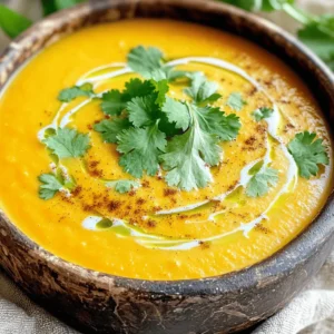 - 1 lb carrots, peeled and chopped - 1 medium onion, finely diced - 2 cloves garlic, minced - Ground cumin, coriander, cinnamon, turmeric, cayenne pepper - Fresh ginger, grated - Coconut milk, vegetable broth, olive oil - Salt and pepper to taste The main ingredients in this Moroccan spiced carrot soup create a vibrant, flavorful base. Carrots provide natural sweetness, while onion and garlic add depth. The spices bring warmth and a hint of exotic flavor. The spices are vital. Ground cumin and coriander give a rich taste. Cinnamon and turmeric add warmth, while cayenne pepper brings a kick. Fresh ginger brightens the soup and adds zest. For the liquids, coconut milk adds creaminess and a hint of sweetness. Vegetable broth ensures the soup stays light and flavorful. Olive oil adds richness and helps sauté the onion and garlic. Each ingredient plays a crucial role in making this soup a delight. For a detailed guide, check out the Full Recipe. 1. Start by heating the olive oil in a large pot over medium heat. 2. Once hot, add the diced onion. Sauté it for about 5 minutes. The onion should soften and turn translucent. 3. Next, stir in the minced garlic and grated ginger. Cook for another 2 minutes. This will make the mixture fragrant. 4. Sprinkle in the ground cumin, coriander, cinnamon, turmeric, and cayenne pepper. This blend adds warmth and depth. 1. Now, add the chopped carrots to the pot. Stir well to coat them with the spices. 2. Pour in the vegetable broth. Increase the heat to bring the soup to a boil. 3. Once it boils, reduce the heat to a gentle simmer. Cover the pot and let it cook for about 20 minutes. The carrots should be fork-tender by now. 1. Remove the pot from the heat. Use an immersion blender to blend the soup until it's smooth and creamy. 2. If using a countertop blender, let the soup cool slightly first. This prevents splatters when blending in batches. 3. After blending, return the soup to low heat. Stir in the coconut milk and warm it gently. 4. Taste the soup and season with salt and freshly ground black pepper as needed. Serve it warm, garnished with fresh cilantro or parsley for a touch of color and flavor. Enjoy every spoonful of this Moroccan spiced carrot soup! For the full recipe, refer to the provided details. To get the best texture for your Moroccan spiced carrot soup, you have two options for blending: an immersion blender or a countertop blender. - An immersion blender lets you blend right in the pot. This method is quick and easy. - A countertop blender gives you a super smooth finish. But, you must let the soup cool a bit first to avoid spills. To achieve creaminess, make sure to blend the soup well. If you want it even richer, add more coconut milk. This adds depth and a silky feel. Spices make this soup pop. You can adjust the spice levels to your taste. If you like it hot, add more cayenne pepper. For a milder flavor, cut back a bit. Adding fresh herbs like cilantro or parsley can boost the soup's aroma. Toss in a handful just before serving for a fresh touch. This step adds color and a burst of flavor. How you present your soup can make it look even more appetizing. Use garnishing techniques with fresh cilantro or parsley. This adds a bright green color on top. For an elegant finish, drizzle some coconut milk on each bowl. This not only looks nice but adds a creamy layer. You can also sprinkle additional spices for color contrast. Enjoy every spoonful of your beautiful creation! For the full recipe, check out the detailed instructions above. {{image_4}} You can easily change the main ingredients to fit your taste. For instance, sweet potatoes work great in this soup. They add natural sweetness and a creamy texture. You can also try using butternut squash for a different flavor. If you want to swap out the coconut milk, consider using almond or cashew milk. These options will still provide creaminess while keeping the soup plant-based. Just ensure you choose unsweetened varieties to avoid unwanted flavors. Making this soup vegan is simple. All the ingredients are plant-based, so you don't need to change much. Just ensure your vegetable broth is vegan-friendly. If you need it gluten-free, use a gluten-free broth to avoid any issues. Adjusting spice levels is another easy tweak. If you prefer mild flavors, skip the cayenne pepper. You can also reduce the amount of cumin and coriander. For those who love heat, add more cayenne or include fresh chili peppers. This soup pairs well with crusty bread or a fresh salad. A simple green salad with lemon vinaigrette complements the flavors nicely. You can also serve it with a side of flatbread for a Moroccan twist. For a full meal, consider adding a protein, like grilled chicken or chickpeas. This makes the soup heartier and more filling. Enjoy it as a light lunch or a starter for dinner. For the complete recipe, check the Full Recipe section above. To store leftover Moroccan spiced carrot soup, let it cool first. Pour the soup into an airtight container. Make sure to seal it tightly. Place the container in the fridge. Your soup will stay fresh for about 4 to 5 days. When reheating, pour the soup into a pot. Heat it over medium-low heat. Stir often to ensure even heating. You can also use a microwave. Heat it in short bursts, stirring in between. Ensure it's hot all the way through. If you want to save the soup for later, freezing is a great option. Allow the soup to cool completely. Then, pour it into freezer-safe containers. Leave some space at the top for expansion. You can also use freezer bags for easy storage. When you want to eat it, take the soup out of the freezer. Place it in the fridge overnight to thaw. If you need it faster, you can thaw it in cold water. Once thawed, reheat it in a pot or microwave. The soup has a good shelf life. In the fridge, it lasts about 4 to 5 days. In the freezer, it can last for up to 3 months. To check for spoilage, look for changes in color or smell. If the soup smells sour or looks off, it's best to throw it away. Enjoy your Moroccan spiced carrot soup fresh for the best taste. For the full recipe, check out the recipe section. Making Moroccan spiced carrot soup is quick. It takes about 10 minutes to prep and 30 minutes to cook. In total, you can enjoy this soup in about 40 minutes. This makes it great for busy days or last-minute meals. Yes, you can make this soup ahead of time. It tastes even better the next day. Store it in the fridge for up to 4 days. Just reheat it gently on the stove. If you want to keep it longer, freeze it in airtight containers for up to 3 months. If you need a substitute for coconut milk, try these options: - Almond milk for a nutty flavor - Cashew milk for creaminess - Soy milk if you want a dairy-free choice - Dairy milk for a richer taste Using these alternatives can change the soup's flavor, so choose what fits your diet best. This blog post covered everything you need for Moroccan spiced carrot soup. We discussed key ingredients, spices, and preparation steps. We also shared tips for texture and flavor enhancement, plus ideas for variations. Storing your soup properly keeps it fresh and tasty. Finally, experiment with swaps and take advantage of serving options. Enjoy creating your perfect soup bowl!
