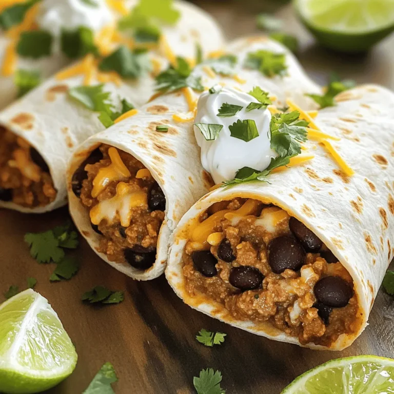 Here’s the list of ingredients you need for smoky chipotle bean burritos. Each item adds great flavor and texture. - 1 cup black beans, cooked and slightly mashed - 1 cup pinto beans, cooked and slightly mashed - 1 tablespoon chipotle pepper in adobo sauce, finely minced - 1 teaspoon smoked paprika - 1 teaspoon ground cumin - ½ teaspoon garlic powder - ½ teaspoon onion powder - Salt and pepper, to taste - 4 large flour tortillas - 1 cup cooked brown rice - 1 cup corn kernels (fresh, frozen, or canned) - 1 cup shredded cheese (preferably cheddar or a flavorful cheese blend) - ½ cup sour cream or Greek yogurt - Fresh cilantro, chopped, for garnish - Lime wedges, for serving These ingredients work together to create a rich and smoky taste. The chipotle pepper gives a spicy kick while the beans provide protein. The cheese melts beautifully, adding creaminess. You can mix and match the beans based on what you have. For the best results, use fresh ingredients. It makes a difference in taste and texture. This burrito is not just filling; it’s also satisfying and fun to eat. Want to see the complete recipe? Check out the Full Recipe link for all the steps! - Start by combining 1 cup of black beans and 1 cup of pinto beans in a bowl. Use a fork to mash them slightly. This will create a chunky texture that adds bite. - Next, add 1 tablespoon of minced chipotle pepper, 1 teaspoon of smoked paprika, and 1 teaspoon of ground cumin. Also, include ½ teaspoon of garlic powder and ½ teaspoon of onion powder. - Season with salt and pepper to taste. Mix well until all spices blend evenly into the beans. This step is key to packing flavor into your burritos. - Lay one large flour tortilla flat on a clean surface. Spoon the bean mixture down the center. Ensure you don’t overfill; about ⅓ cup works well. - Now, layer in 1 cup of cooked brown rice, followed by 1 cup of corn kernels, and sprinkle 1 cup of shredded cheese on top. - For folding, start by folding the sides of the tortilla inward. Then, roll the burrito tightly from the bottom. Tuck in the sides as you roll to keep the filling secure. - Heat a non-stick skillet over medium heat. Once hot, place the burritos seam-side down. Cook for about 2-3 minutes on each side. - You want them to turn a perfect golden-brown color and feel crispy to touch. This step adds texture and flavor. - After cooking, take the burritos out of the skillet and let them cool for a minute. Serve them warm, topped with sour cream or Greek yogurt, and garnish with fresh cilantro. Lime wedges add an extra zing. For the full recipe, check the details above! To make a perfect burrito, think about flavor. The smoky chipotle pairs well with creamy cheese and sweet corn. This combo adds depth. Avoid overfilling your tortilla. A good rule is to use about ½ to ¾ cup of filling. This keeps your burrito neat and easy to eat. To achieve crispiness, use a non-stick skillet over medium heat. Cook each side for about 2-3 minutes. This will give you a golden-brown crust. If you're unsure about the heat, you can test it by adding a drop of water. If it sizzles, it's ready! Pair your burritos with tasty sides. A fresh salad or guacamole goes well. For dips, try salsa or sour cream. Garnish your burritos with chopped cilantro and lime wedges. This adds color and enhances the flavor. Enjoy your meal with friends and family for a fun gathering! {{image_4}} You can easily change some ingredients in smoky chipotle bean burritos. If you want a vegetarian or vegan option, skip the cheese and sour cream. Use a plant-based yogurt instead. For a gluten-free choice, look for gluten-free tortillas. Corn tortillas are a great option. They add a nice flavor and texture. Add more spices to boost flavor. Try chili powder or cayenne for heat. You can also add a dash of lime juice for brightness. If you want some protein, add cooked chicken or ground beef. These options make the burritos heartier and more filling. Try serving your burritos as a burrito bowl. Just layer the fillings in a bowl instead of wrapping them. This style is fresh and fun. Another option is to use lettuce wraps. They keep things light and crunchy. Plus, they are low in carbs! Store your extra burritos in the fridge. Use airtight containers for best results. Wrap each burrito in plastic wrap before placing them in the container. This helps keep them fresh. They can last in the fridge for about 3-4 days. If you see any signs of spoilage, discard them. To freeze, wrap each burrito tightly in foil. Then, place them in a freezer-safe bag. Removing as much air as possible helps prevent freezer burn. These burritos can last up to 3 months in the freezer. When you're ready to eat, remove the foil and heat them in the microwave or oven. In the fridge, your burritos last 3-4 days. In the freezer, they can stay good for 3 months. Always check for freshness before eating. For the best taste, enjoy them sooner rather than later. Don't forget to check out the Full Recipe for more tips on making these delicious burritos! Yes, you can use canned beans. They save time and are easy to use. Canned beans are already cooked, so you don’t need to soak them. However, they may have added salt. This can change the flavor of your burrito. If you use canned beans, rinse them well. This helps reduce sodium levels and makes them healthier. To add heat, you can use more chipotle pepper. Try adding two tablespoons instead of one. You can also include jalapeños for a fresh kick. Another option is to sprinkle some cayenne pepper in the bean mix. Adjust the heat to fit your taste. Remember to start small. You can always add more. These burritos pair well with many sides. A fresh salad adds a nice crunch. You might enjoy guacamole for creamy texture. Chips and salsa also make a great side. You can serve these burritos with lime wedges for extra zest. Another option is Mexican rice. It complements the burritos well. Check out the Full Recipe for more ideas! These smoky chipotle bean burritos are tasty and fun to make. We covered key ingredients, preparation, and how to cook them perfectly. You can also learn tips for serving and storing them. Whether you want to spice them up or make them vegan, options abound. Remember, leftovers can freeze well and make quick meals later. Enjoy your cooking journey and share your unique creations!