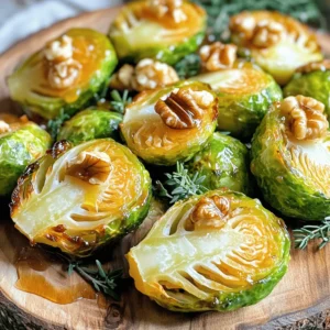 To make this dish, you will need: - 1 lb Brussels sprouts, trimmed and halved - 3 tablespoons extra virgin olive oil - 1/4 cup pure maple syrup - 1 tablespoon balsamic vinegar - 1 teaspoon garlic powder - Salt and freshly ground black pepper to taste These ingredients come together to create a sweet and savory glaze. The maple syrup adds sweetness, while the balsamic vinegar gives tanginess. The olive oil helps with roasting, making the sprouts tender and tasty. You can add these optional ingredients for extra flavor and texture: - 1/4 cup chopped walnuts - Fresh thyme leaves for garnish Walnuts add a nice crunch, while thyme gives a fresh aroma. Both options enhance the dish without overpowering it. This dish is not just tasty; it’s also good for you. Here’s a quick look at the nutrition per serving: - Calories: About 180 - Protein: 3g - Carbohydrates: 25g - Fat: 8g - Fiber: 4g Brussels sprouts are rich in vitamins C and K. The maple syrup provides natural sugars, making this dish a healthy choice. You get great flavors and health benefits in one meal. For the complete recipe, check the Full Recipe section above! First, we need to preheat the oven to 400°F (200°C). This heat is perfect for roasting. A hot oven ensures crispy edges and tender centers for your Brussels sprouts. Next, gather your ingredients. You will need: - 1 lb Brussels sprouts, trimmed and halved - 3 tablespoons extra virgin olive oil - 1/4 cup pure maple syrup - 1 tablespoon balsamic vinegar - 1 teaspoon garlic powder - Salt and freshly ground black pepper to taste - 1/4 cup chopped walnuts (optional for crunch) - Fresh thyme leaves for garnish (optional for aroma and color) In a large bowl, mix the halved Brussels sprouts with olive oil, maple syrup, balsamic vinegar, garlic powder, salt, and pepper. Toss everything well. Make sure every sprout gets coated in the sweet and savory sauce. This step is key for flavor. Prepare your baking sheet by lining it with parchment paper. This makes cleaning easy and helps prevent sticking. Spread the Brussels sprouts in a single layer on the sheet. Give them space to roast well. Now, place the baking sheet in the hot oven. Roast the sprouts for 25 minutes. Halfway through, stir them to promote even cooking. You want them to get tender and brown. If you add walnuts, toss them on the sheet during the last 5 minutes. This will give them a nice toast and extra crunch. Once done, take the Brussels sprouts out and let them cool for a minute. Transfer them to a serving dish. For a finishing touch, sprinkle fresh thyme leaves on top. This adds a nice pop of color and aroma to your dish. Enjoy this full recipe for a delicious treat! To get that perfect glaze, start with good maple syrup. Use pure maple syrup for the best flavor. Mix it well with olive oil and balsamic vinegar; this combo really shines. Make sure to coat the Brussels sprouts evenly. This helps each piece get that sweet, sticky glaze. Toss them well in the bowl before roasting. Roasting Brussels sprouts needs some care. First, preheat your oven to 400°F (200°C). This hot oven helps them caramelize. Spread the sprouts on a baking sheet in a single layer. If they are crowded, they won't brown well. Stir them halfway through cooking to ensure even roasting. You want them golden brown and tender, about 25 minutes in the oven. When ready to serve, think about how to make them look nice. Place the roasted sprouts on a large platter. You can arrange them in a circle for a pretty look. If you added walnuts, sprinkle them on top for crunch. Fresh thyme leaves also add color and smell great. This makes the dish not just tasty but beautiful too. For the full recipe, check out the details above. {{image_4}} You can switch up the sweetener for a twist. Try honey or agave syrup. These will add their own unique flavors. You can also use coconut sugar for a richer taste. If you like a kick, add some chili flakes for heat. A dash of orange juice can also brighten up the sweetness. This recipe is already vegetarian. To make it vegan, ensure the maple syrup is pure. You can also use almond oil instead of olive oil for a different flavor. For creaminess, add a dollop of vegan sour cream on top before serving. This adds a lovely tang that pairs well with the sweetness. Seasonal swaps can make this dish even better. In spring, add fresh peas for color and sweetness. During fall, toss in some diced apples for a sweet crunch. In winter, try adding roasted chestnuts for a nutty flavor. These changes keep the dish fresh and exciting every time you make it. For the full recipe, you can refer back to the detailed instructions provided. After enjoying your maple glazed Brussels sprouts, store any leftovers in an airtight container. This keeps them fresh and prevents odors. Let them cool first before sealing. Place the container in the fridge. They stay good for about 3 to 5 days. If you want to keep them longer, consider freezing. Reheating your Brussels sprouts can be quick and easy. You can use the oven or stovetop. If you use the oven, preheat it to 350°F (175°C). Spread the sprouts on a baking sheet and heat for about 10-15 minutes. Stir halfway through to ensure even warming. If you prefer the stovetop, heat a pan over medium heat. Add a bit of olive oil and toss the sprouts until warmed through. Freezing Brussels sprouts is a smart way to save them for later. First, blanch them in boiling water for 3 minutes. Then, cool them in ice water. This keeps their bright color and flavor. Drain and dry the sprouts, then place them in a freezer bag. Remove as much air as you can before sealing. They can last up to 6 months in the freezer. When you're ready to use them, just thaw and reheat! Enjoy your deliciously roasted maple glazed Brussels sprouts from [Full Recipe] and savor every bite! Yes, you can prep Brussels sprouts in advance. Trim and halve them a day before. Store them in an airtight container in the fridge. When you're ready, mix them with the other ingredients from the Full Recipe. This helps save time and makes cooking easier. Maple glazed Brussels sprouts pair well with many dishes. Here are some great options: - Roast chicken for a savory touch. - Grilled salmon for a healthy protein. - Quinoa salad for a hearty side. - Mashed potatoes for comfort food lovers. These options balance the sweet and savory flavors of the sprouts. To make this dish vegan, swap out the maple syrup for agave nectar. This keeps the sweetness intact. You can also use vegetable oil instead of olive oil if you prefer. Follow the Full Recipe as is, making those simple swaps. Enjoy the same great taste with a vegan twist! In this blog post, we covered how to make maple glazed Brussels sprouts. We discussed the key ingredients and provided step-by-step instructions. Tips helped you achieve the perfect glaze and roasting method. You also learned about variations, storage, and common questions. Now, you have all the tools to enjoy this dish. Experiment with flavors and enjoy your cooking!