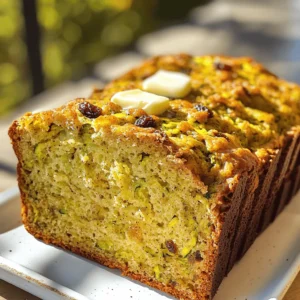 To make delicious zucchini raisin bread, gather these key items: - 2 cups finely grated zucchini (about 2 medium zucchinis) - 1 cup granulated sugar - 1/2 cup packed light brown sugar - 1/2 cup vegetable oil (or melted coconut oil for added flavor) - 3 large eggs, at room temperature - 2 teaspoons pure vanilla extract Next, let's look at the dry ingredients: - 2 cups all-purpose flour - 1 teaspoon baking soda - 1/2 teaspoon baking powder - 1 teaspoon ground cinnamon - 1/2 teaspoon ground nutmeg - 1/4 teaspoon fine sea salt For some extra texture and flavor, you can add: - 1 cup raisins (or substitute with dried cranberries for a twist) - 1/2 cup chopped walnuts or pecans (optional, for added crunch) These ingredients come together to create a moist and flavorful bread. The zucchini adds moisture, while the sugars provide sweetness. The spices give warmth and depth. You can choose nuts or dried fruits based on your taste. This recipe is versatile and fun to make. Don't forget to check the Full Recipe for step-by-step instructions! 1. Preheat your oven to 350°F (175°C). This step is key for even baking. 2. Prepare the loaf pan by greasing and flouring it. You can also line it with parchment paper for easy removal. 3. Combine wet ingredients. In a large mixing bowl, add the grated zucchini, granulated sugar, brown sugar, vegetable oil, eggs, and vanilla extract. Whisk until smooth. 4. Mix dry ingredients in a separate bowl. Combine the flour, baking soda, baking powder, ground cinnamon, ground nutmeg, and sea salt. Whisk these together to blend evenly. 1. Gradually add dry to wet ingredients. Slowly stir the dry mix into the wet mixture. Use a spatula and fold gently until just combined. 2. Tips on mixing: Avoid overworking the batter. A few lumps are fine. This keeps the bread light and fluffy. 1. Pour and smooth the batter into the prepared loaf pan. Use a spatula to ensure the top is even. 2. Baking time is important. Bake for 50 to 60 minutes. Check for doneness by inserting a toothpick in the center. It should come out clean or with a few moist crumbs. To make the best zucchini raisin bread, use fresh ingredients. Fresh zucchinis give your bread a great taste and moisture. Always check for firmness and bright color when choosing zucchinis. Egg temperature matters too. Using eggs at room temperature helps them mix better. This creates a smoother batter. For best results, take your eggs out of the fridge 30 minutes before you bake. Zucchini has a lot of water, so you need to drain it well. Grate the zucchini, then squeeze it in a clean towel to remove excess moisture. This ensures your bread isn’t soggy. The right moisture level keeps the bread soft and fluffy. Zucchini raisin bread is great on its own, but you can add toppings for more flavor. Spread a thin layer of butter or cream cheese on warm slices. A sprinkle of cinnamon on top adds a nice touch. Pair your bread with fresh sides like fruit or yogurt. This makes a lovely breakfast or snack. For gatherings, slice the bread into thick pieces and arrange them on a beautiful platter. To elevate the presentation, garnish with fresh zucchini slices or a dusting of powdered sugar. This adds color and makes your dish pop at any event. For a fun twist, serve with a side of honey for dipping. {{image_4}} You can change the flavors in your zucchini raisin bread easily. If you do not like raisins, try dried cranberries. They add a nice tartness. You can also use chopped dates or even chocolate chips for a sweet twist. For nuts, walnuts are popular, but pecans work well too. You can skip nuts if you prefer a nut-free option. To spice things up, think about adding different spices. Try ginger or allspice for a warm flavor. A little lemon zest can brighten up the taste. Even a dash of cocoa powder can give it a rich flavor. If you need a gluten-free option, use almond flour or a gluten-free blend. Make sure to check that all your other ingredients are also gluten-free. For a vegan version, swap the eggs for flaxseed meal. Mix one tablespoon of flaxseed with three tablespoons of water. Let it sit for a few minutes to thicken. For dairy, you can use almond milk or coconut yogurt instead of regular yogurt. These simple tweaks will help you make zucchini raisin bread fit your taste and dietary needs. For a full recipe, check out the original instructions above. To keep your zucchini raisin bread fresh, let it cool completely. This step is key. If you wrap it too soon, steam builds up, making the bread soggy. Once cool, wrap the bread tightly in plastic wrap or foil. You can also place it in an airtight container. You can store it at room temperature for about three days. If you live in a hot, humid area, the fridge is better. In the fridge, it stays good for up to a week. Just remember, the cold can make it a bit dry. So, eat it quickly! Freezing works well if you want to save some for later. Slice the bread before freezing. Wrap each slice tightly in plastic wrap, then place them in a freezer bag. This method keeps out air and moisture. When you want to enjoy it again, remove a slice from the freezer. Let it thaw at room temperature or pop it in the microwave for a few seconds. If you reheat in the oven, wrap it in foil to avoid drying out. Zucchini raisin bread lasts three months in the freezer. For the best taste, eat it within two months. Enjoy every bite of this delicious bread! How to tell if my zucchini is fresh for baking? Look for zucchini that is firm and has shiny skin. A fresh zucchini should feel heavy for its size. It should not have any soft spots or wrinkles. These signs show that the zucchini is ripe and ready for baking. Can I make zucchini raisin bread without eggs? Yes, you can make zucchini raisin bread without eggs. For each egg, you can use 1/4 cup of unsweetened applesauce. You can also use flaxseed meal mixed with water. Mix one tablespoon of flaxseed meal with three tablespoons of water and let it sit for a few minutes. What other recipes can I use zucchini in besides bread? You can use zucchini in many recipes. Try making zucchini muffins, stir-fries, or zucchini fritters. You can also add zucchini to soups, salads, or even pasta dishes. The options are endless! What to do if my bread is too dense? If your bread is too dense, it may be due to overmixing the batter. Next time, mix just until the ingredients blend. Also, check your baking powder and baking soda for freshness. If they are old, they may not work as well. How long can I store baked zucchini raisin bread? You can store baked zucchini raisin bread for about 3 to 5 days at room temperature. Keep it in an airtight container. If you want to keep it longer, freeze it for up to three months. Just wrap it well to avoid freezer burn. This blog post covered all the essential steps to make delicious zucchini raisin bread. We discussed ingredients, from zucchinis to spices, and how to mix them correctly. I shared tips for baking, serving, and even variations to try. Lastly, I included the best ways to store your bread. Remember, with fresh ingredients and care, you can create a treat that everyone loves. Happy baking, and enjoy your tasty creation!