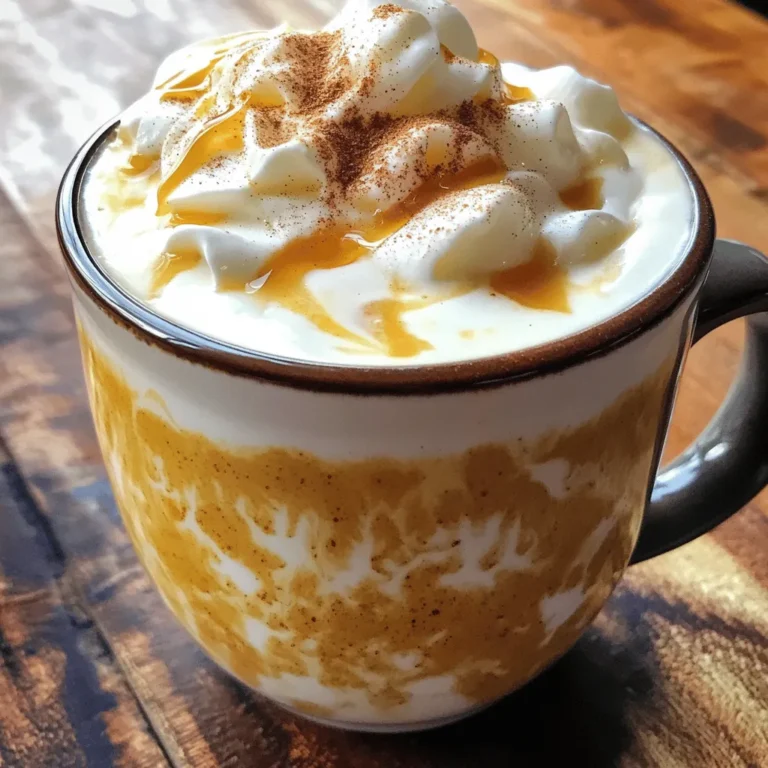 - 1 cup milk: You can choose dairy or plant-based milk like almond or oat. Each type gives a unique taste. - 1 shot of espresso: If you don’t have espresso, use 1/2 cup of strong brewed coffee. This choice adds depth to your drink. - 1 tablespoon pure maple syrup: This sweetener brings a warm, rich flavor that pairs well with cinnamon. - 1/2 teaspoon ground cinnamon: This spice gives a cozy warmth. You can add more for garnish. - 1/4 teaspoon vanilla extract: This adds a hint of sweetness that rounds out the flavors. - Whipped cream (optional): If you want extra creaminess, add whipped cream as a topping. - A sprinkle of cinnamon or nutmeg: Use this for a finishing touch that enhances the aroma and taste. These ingredients blend together to create a comforting drink. Each choice contributes to the overall flavor. Preparing a Cinnamon Maple Latte at home is simple, and you can find the full recipe above. To start, you need to heat your milk. You can do this on the stovetop or in the microwave. If you use the stovetop, pour the milk into a small saucepan. Heat it over medium heat, stirring often. Watch closely. You want the milk to steam but not boil. If it boils, it changes the texture and taste. If you prefer the microwave, pour the milk into a microwave-safe mug. Heat it in short bursts, about 30 seconds at a time. Stir between each burst. This way, you avoid overheating the milk. Frothing the milk is key. It adds a nice texture and creates a lovely foam on top. Use a milk frother if you have one. If not, a whisk works too. Just whisk vigorously until you see bubbles and it gets creamy. Next, let’s brew your coffee. If you have an espresso machine, pull a shot of espresso. This will give your latte a rich flavor. If you don’t have an espresso machine, brew a strong cup of coffee instead. Use a dark roast for the best taste. The quality of your coffee beans matters. Fresh, whole beans give you the best flavor. Grind them right before brewing for maximum freshness. If you use pre-ground coffee, make sure it’s still fresh. Now it’s time to combine everything. Start by adding one shot of espresso or your strong coffee to a coffee mug. Next, pour in one tablespoon of pure maple syrup, half a teaspoon of ground cinnamon, and a quarter teaspoon of vanilla extract. Stir well to mix all the flavors together. Once that’s done, carefully pour your frothed milk into the mug. Hold back the foam with a spoon. This lets the liquid milk settle first. After that, spoon the foam on top. This gives your drink a beautiful finish. You can add whipped cream if you like. A sprinkle of cinnamon or nutmeg on top makes it even better. Enjoy your cozy drink! Check out the Full Recipe for all the details. To make a great froth, you can choose between a frother or a whisk. A frother works faster and gives a creamy texture. If you don't have one, a whisk can do the job too, but it takes more effort. For the right consistency, heat your milk first. Aim for a temperature just below boiling. When you froth, look for soft peaks. You want it airy but not too stiff. To deepen the taste of your Cinnamon Maple Latte, add a tiny pinch of salt. It helps balance the sweetness and brings out the flavors. You can also play with spices. Nutmeg adds warmth, while a hint of chocolate can make it richer. Don't be shy to try new things! Choose clear glass mugs for serving. They show off the beautiful layers of your latte. It makes the drink even more appealing. Pair your latte with a sweet snack. A cookie or a slice of cake complements the drink well. It’s a cozy treat that makes the experience even better! For the full recipe, check out the details provided above! {{image_4}} If you want a dairy-free Cinnamon Maple Latte, you have great choices! You can use plant-based milk substitutes like: - Almond milk - Oat milk - Soy milk These options add unique flavors while keeping the drink creamy. You might want to adjust the sweetness too. Try using maple syrup, agave, or even monk fruit sweetener to find the perfect level for your taste. Looking for some flavor fun? You can add extra spices or syrups to your latte. Here are a couple of ideas: - Pumpkin spice gives a warm, fall flavor. - Mocha adds that rich chocolate taste. Also, flavored syrups can make your drink extra special. Try vanilla, hazelnut, or caramel syrups for a new twist. Want to enjoy a cool treat? Making an iced Cinnamon Maple Latte is simple! Here’s how: 1. Brew your espresso or strong coffee and let it cool. 2. Fill a glass with ice. 3. Pour the cooled coffee over the ice. 4. Add your milk of choice, then stir in maple syrup and cinnamon. For the best layers, pour the milk slowly over the back of a spoon. This method keeps the milk separate from the coffee, giving you a beautiful drink. Enjoy your refreshing twist on the classic! To keep your maple syrup fresh, store it in the fridge after opening. The cold slows down spoilage. Unopened syrup can stay in your pantry for years. Ground cinnamon and other spices should go in a cool, dark place. Use airtight containers to keep them fresh. This will help maintain their strong flavors. Coffee products like ground coffee last about one to two weeks after opening. For whole beans, they can stay fresh for up to a month. Keep them in a sealed bag or jar to keep out air and light. This is key for a rich taste in your Cinnamon Maple Latte. You can prepare drinks ahead of time. Brew your coffee or espresso in advance and store it in the fridge. It will taste just as good when you heat it up. Froth your milk and store it separately. When you are ready to enjoy your latte, just heat the milk back up. Use low heat to avoid burning. For the best flavor, reheat your coffee on the stove. This will keep the taste rich. Just warm it gently until it’s hot, but not boiling. If you have leftover Cinnamon Maple Latte, store it in the fridge. Use a sealed container to keep it fresh. Don’t forget to drink it within two days for the best taste. To reheat your latte, pour it into a saucepan. Warm it slowly over low heat. Stir it to mix the flavors again. If you want, you can froth some fresh milk to top it before serving. This will make it feel special again! A Cinnamon Maple Latte is a warm drink made with espresso and milk. It has a sweet and spicy flavor from maple syrup and cinnamon. This drink is creamy and rich, making it perfect for cozy days. The warm milk softens the strong coffee, while the maple adds a touch of sweetness. The cinnamon gives it a warm spice, making each sip comforting. Yes, you can use instant coffee in a Cinnamon Maple Latte. Instant coffee is quick and easy. Just mix it with hot water, and you're ready to go. However, brewed espresso provides a richer flavor. The taste may not be as bold with instant coffee. So, if you want a stronger drink, stick with brewed espresso. Milk: It has calcium and vitamin D, which are good for bones. Milk also has protein, which helps build muscles. Maple syrup: It contains antioxidants that can help fight free radicals. It has fewer calories than sugar and adds a unique flavor. Cinnamon: This spice can help lower blood sugar levels. It has anti-inflammatory properties and can boost metabolism. Combining these ingredients makes your Cinnamon Maple Latte not just tasty, but also a bit healthier. Enjoy this cozy drink while reaping some of its benefits! Making a Cinnamon Maple Latte at home is simple and fun. We explored essential ingredients, preparation steps, and expert tips. From frothing milk to choosing coffee types, these details matter. Remember to experiment with flavors for your ideal taste. Enjoy customizing your drink with different milk options and toppings. Don’t forget about storage tips to keep your ingredients fresh. A warm, flavorful latte awaits you. Enjoy your coffee journey!