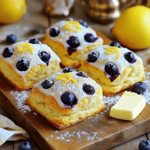 To make lemon blueberry scones, gather these simple items: - 2 cups all-purpose flour - 1/3 cup granulated sugar - 1 tablespoon baking powder - 1/2 teaspoon salt - 1/2 cup unsalted butter, chilled and cut into small cubes - 1 cup fresh blueberries (or frozen, if preferred) - Zest of 1 lemon - 1/4 cup heavy cream - 1 large egg - 1 teaspoon vanilla extract - 1 tablespoon fresh lemon juice You can swap some ingredients to suit your tastes. Here are a few ideas: - Use whole wheat flour instead of all-purpose for a nuttier flavor. - Coconut sugar works well in place of granulated sugar for a lower glycemic index. - If you want a dairy-free option, try coconut cream instead of heavy cream. - Replace the egg with a flaxseed meal mix for a vegan alternative. Using fresh blueberries gives the best flavor and texture. They burst with juice when baked. However, frozen blueberries are a great choice too. They are convenient and can still taste good. Just remember to fold them in gently. This prevents the dough from turning blue. Whether fresh or frozen, both options work well in your scone recipe. If you use frozen, do not thaw them before adding to the mix. This keeps them from getting mushy. You can find the full recipe for these delightful scones [here](#). First, preheat your oven to 400°F (200°C). This sets the perfect baking temp for our scones. While the oven heats up, line a baking sheet with parchment paper. This keeps the scones from sticking and makes cleanup easy. In a large bowl, mix the dry ingredients. Add 2 cups of flour, 1/3 cup of sugar, 1 tablespoon of baking powder, and 1/2 teaspoon of salt. Whisk these together until they are well blended. Next, add in 1/2 cup of cold, diced butter. Use your fingers or a pastry cutter to mix the butter in until it looks like coarse crumbs. Now, add 1 cup of blueberries and the zest of 1 lemon. Gently fold these into the mix without squishing the berries. In another bowl, prepare the wet ingredients. Whisk together 1/4 cup of heavy cream, 1 large egg, 1 teaspoon of vanilla extract, and 1 tablespoon of fresh lemon juice. Once mixed, pour this into the dry mix. Stir gently until the dough just comes together. It should feel a bit sticky. Turn the dough out onto a floured surface. Knead it gently a few times, just until it holds together. Pat the dough into a round shape about 1 inch thick. Use a sharp knife to cut the dough into 8 wedges. Place these on your lined baking sheet, leaving space between them. Now, they are ready for the oven. For the full recipe, check the details provided above. Enjoy making your lemon blueberry scones! To make your scones fluffy and flaky, keep your butter cold. When you mix the butter with the dry ingredients, it should stay in small chunks. This creates pockets of steam while baking, giving you that perfect texture. Also, avoid overmixing the dough. Mix just until everything comes together. A little stickiness is okay. One common mistake is using warm butter. Always use chilled butter for best results. Another mistake is overworking the dough. If you knead too much, your scones may become tough. Lastly, don’t skip chilling the dough before baking. This helps the scones hold their shape. You can boost the flavor of your scones easily. Try adding a pinch of cinnamon for warmth. Diced strawberries or raspberries can replace some blueberries for a twist. For more zing, add a teaspoon of lemon zest to the wet mix. You can also mix in some chopped nuts for crunch. These small changes can elevate your Lemon Blueberry scones and make them even more delightful. For the complete recipe, check out the Full Recipe section. {{image_4}} You can change the flavor by using other fruits. Raspberries, strawberries, or blackberries work well. Just swap them for the blueberries in the recipe. Each fruit adds a unique twist. For a mixed berry scone, combine different berries together. This gives you a colorful and tasty treat. If you need a gluten-free option, use a 1:1 gluten-free flour blend. Make sure it has xanthan gum for the right texture. The process stays the same, and you can enjoy scones that fit your diet. The taste will still be delightful and fresh. You can also spice things up with flavors. A pinch of cinnamon or nutmeg adds warmth to your scones. If you like nuts, try adding chopped walnuts or pecans. These add a nice crunch and depth of flavor. Mix these ingredients in when you add the blueberries and lemon zest. For more ideas, check the Full Recipe to explore how you can make these scones your own! To keep your leftover scones fresh, place them in an airtight container. This helps them stay soft and moist. You can add a slice of bread to the container. The bread helps keep the scones from drying out. If you want to freeze your scones, wrap each one tightly in plastic wrap. Then, place them in a freezer bag. Press out any extra air before sealing the bag. You can freeze them for up to three months. When you're ready to eat them, just thaw them in the fridge overnight. To reheat your scones, preheat your oven to 350°F (175°C). Place the scones on a baking sheet and warm them for about 5 to 10 minutes. This makes them soft and fresh again. You can also use a microwave. Heat them for about 15 to 20 seconds. Enjoy your warm lemon blueberry scones with a cup of tea! For the full recipe, check out the earlier section. Fluffy scones come from the right balance of dry and wet ingredients. You need to use cold butter and avoid overmixing. The butter creates air pockets as it melts, which helps the scones rise. Baking powder also plays a key role. It gives the scones lift during baking, making them light and airy. Yes, you can make these scones ahead. Prepare the dough and cut it into wedges. Then, wrap them well and place them in the fridge for up to 24 hours. When you're ready to bake, just pop them in the oven. If you want to freeze them, wrap the unbaked scones tightly and store them for up to three months. Bake straight from the freezer; they may need a few extra minutes. Serve these scones warm for the best taste. You can add a drizzle of glaze made with powdered sugar and lemon juice. Pair them with butter or clotted cream for a rich flavor. For a fun twist, enjoy them with fresh fruit or a dollop of jam. These scones shine as a breakfast treat or afternoon snack. Scones come from the UK, with roots in Scotland. People often served them with tea. The lemon blueberry version is a modern twist that adds bright flavor. This combination reflects a love for fresh fruit and citrus in baked goods. Now, you can find these scones in cafes and bakeries worldwide, making them a beloved treat for many. This blog post covers all you need for perfect lemon blueberry scones. We discussed ingredients, offering substitutes when needed. I shared steps for mixing and shaping your dough, plus tips for a flaky texture. You learned how to store and reheat your scones. Enjoy the flexibility of variations and try different fruits or gluten-free options. Baking should be fun, so don’t stress about mistakes. With practice, you’ll create sunny, delicious scones every time. Now, gather your ingredients and get baking!