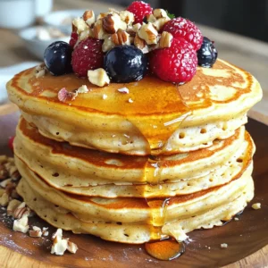 - 2 ripe bananas, mashed until smooth - 2 large eggs - 1 cup rolled oats, blended into a fine flour - 1 teaspoon baking powder - 1/2 teaspoon ground cinnamon - 1/4 cup milk of your choice (almond, oat, or whole milk) - 1 teaspoon pure vanilla extract - A pinch of salt - Coconut oil or non-stick spray for greasing the pan Bananas: They are packed with potassium, which helps your heart and muscles. Bananas also have fiber. Fiber aids in digestion and keeps you full longer. Oats: Whole grain oats provide a good source of energy. They can lower cholesterol and help with heart health. Oats are rich in vitamins and minerals. Eggs: Eggs are a great source of protein. They contain important nutrients, like vitamin D and B12. Protein helps build and repair muscles, making eggs a smart choice for breakfast. Using these ingredients makes your Healthy Banana Pancakes tasty and nutritious. You can find the full recipe above. - Step 1: Combine mashed bananas with eggs In a large bowl, take the ripe bananas and mash them well. Add the eggs to the bananas. Mix them together using a whisk until it is smooth. You want no lumps left in the mix. - Step 2: Blend rolled oats into flour Take the rolled oats and place them in a blender. Blend the oats until they turn into a fine flour. This is your homemade oat flour. - Step 3: Mix dry and wet ingredients Now, combine the oat flour, baking powder, ground cinnamon, milk, vanilla extract, and a pinch of salt with the banana-egg mix. Stir gently until everything is just mixed. Avoid overmixing to keep your pancakes fluffy. - Step 4: Preheat and grease the skillet Heat a non-stick skillet over medium heat. Lightly grease it with coconut oil or non-stick spray. This will stop the pancakes from sticking. - Step 5: Pour and cook the pancakes For each pancake, pour about 1/4 cup of batter onto the skillet. Watch for small bubbles to form on the surface. This should take about 2-3 minutes. - Step 6: Flip and finish cooking Once you see bubbles, carefully flip the pancakes. Cook them for another 2-3 minutes until they are golden brown. Remove the pancakes and cook the rest of the batter, greasing the pan as needed. Enjoy your deliciously healthy banana pancakes! For the full recipe, check the earlier sections. For smooth batter, mash the bananas well. Use a fork or potato masher. Mix the eggs until they blend completely. When you add the oat flour, stir gently. The batter should feel thick but pour easily. If it seems too runny, add a little more oat flour. If it feels too thick, a splash of milk can help. Heat your skillet to medium. Too hot, and your pancakes will burn. Too low, and they will cook slowly. A good test is to sprinkle a few drops of water. If they sizzle, it’s ready! Grease the pan lightly before each batch to keep pancakes from sticking. Stack the pancakes high on a plate for a great look. Add fresh berries on top for color. Drizzle honey or maple syrup for sweetness. A sprinkle of nuts adds crunch and flavor. You can also add yogurt for creaminess. Let your creativity shine while serving! For a fun twist, try adding a scoop of peanut butter or almond butter on the side. {{image_4}} If you're looking for gluten-free options, use almond or coconut flour. These flours work well and still taste great. They add a nutty flavor that pairs nicely with bananas. You can also mix them for added texture. For a fully vegan recipe, swap the eggs with flaxseed meal. Mix one tablespoon of flaxseed meal with three tablespoons of water. Let it sit for five minutes until it thickens. This mixture binds your pancakes just like eggs. You can also use plant-based milk, like almond or oat milk, to keep it dairy-free. Want to make your pancakes even more fun? Add chocolate chips or nuts to the batter. Dark chocolate chips melt beautifully and add richness. Walnuts or pecans give a nice crunch and flavor. You can also play with spices for flavor infusions. A pinch of nutmeg adds warmth and depth. Vanilla extract enhances the sweetness and aroma. Try different combinations to find your favorite twist. For the full recipe, check the earlier section. To keep leftover pancakes fresh, store them in the fridge. Place them in an airtight container. They can last up to three days. If you want to save them longer, try freezing them. Stack them with parchment paper between each pancake. This way, they won’t stick together. Place the stack in a freezer bag and remove as much air as you can. They can freeze well for up to three months. When you’re ready to eat, reheating is simple. The best way is to use a toaster or an oven. For the toaster, pop in one pancake at a time. Heat until warm and slightly crisp. If using the oven, preheat it to 350°F (175°C). Spread the pancakes on a baking sheet and heat for about 10 minutes. You can also microwave them, but they may lose some texture. Heat for about 20-30 seconds per pancake, checking to avoid overcooking. Enjoy your tasty pancakes warm! Can I make these pancakes without eggs? Yes, you can. Use 1/4 cup of unsweetened applesauce instead of eggs. This acts as a binder. The pancakes will still be tasty and fluffy. How ripe should the bananas be? You want your bananas to be very ripe. Look for bananas with brown spots. They are sweeter and mix better into the batter. What can I use instead of oats? You can use almond flour or coconut flour. These options work well if you need a gluten-free recipe. Just adjust the liquid since these flours absorb more moisture. Why are my pancakes too dense or too runny? If your pancakes are dense, you might have overmixed the batter. Mix just until combined. If they are runny, add a bit more oat flour to thicken it. Tips for adjusting cooking time or temperature Cook on medium heat to get a nice golden color. If your pancakes cook too fast, lower the heat. If they take too long, raise it slightly. Always keep an eye on them! In this post, we explored how to make healthy banana pancakes. We looked at the simple ingredients and their benefits. I shared step-by-step instructions for cooking and tips for perfect results. You also learned about variations and how to store leftovers. Enjoy making these tasty pancakes. They are easy, healthy, and fun to modify. With a bit of creativity, you can make breakfast exciting every time. So grab the ingredients and start cooking today!