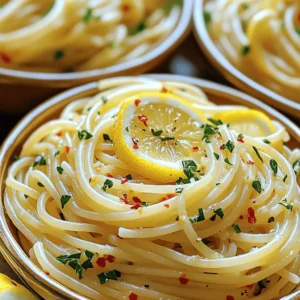 To make Spaghetti Aglio e Olio, you need simple ingredients. Each one adds unique flavor. Let’s look at what you need: - 400g spaghetti - 6 cloves garlic, thinly sliced - 1/2 teaspoon red pepper flakes - 1/2 cup extra virgin olive oil - Zest of 1 lemon - Juice of 1 lemon - Salt, to taste - Fresh parsley, finely chopped (for garnish) - Grated Parmesan cheese, optional, for serving These ingredients create a dish that is both simple and satisfying. Fresh garlic and olive oil give it a rich taste. The red pepper flakes add a nice kick. Lemon zest and juice brighten the flavors. Fresh parsley adds a pop of color and freshness when you serve. When you gather these ingredients, choose high-quality items. Good olive oil makes a big difference. Fresh garlic will enhance the dish’s taste. You can find these ingredients at any grocery store. For the full recipe, check out the link above. Happy cooking! - Boil the Pasta: In a large pot, bring salted water to a boil. Add 400g of spaghetti. Cook it for about 9-11 minutes until it is al dente. - Reserve Pasta Water: Before draining, save 1 cup of the pasta water. This water will help adjust the sauce later. - Heating the Olive Oil: While the pasta cooks, take a large skillet. Pour in 1/2 cup of extra virgin olive oil. Heat it on medium until it shimmers but does not smoke. - Sautéing the Garlic: Add 6 cloves of thinly sliced garlic to the skillet. Stir it often for 2-3 minutes until the garlic turns golden brown. Watch closely to avoid burning. - Adding Red Pepper Flakes and Lemon Zest: Stir in 1/2 teaspoon of red pepper flakes and the zest of 1 lemon. Cook for another minute to let the flavors mix well. - Tossing the Pasta with Garlic Oil: Add the drained spaghetti to the skillet. Toss it well to coat with the garlic oil. If it looks dry, add some reserved pasta water slowly until you like the sauce's thickness. For the full recipe, see the earlier section. - Avoiding Burnt Garlic Cooking garlic is key to this dish. Keep it on medium heat. Stir often. Look for a light golden color. If it turns dark, you must start over. Burnt garlic tastes bitter and ruins the dish. - Adjusting Sauce Consistency If your sauce is too dry, add reserved pasta water slowly. This adds flavor and moisture. Toss the spaghetti well after adding water. Aim for a light, silky sauce that coats each strand. - Presentation Tips To serve, use shallow bowls. This helps the dish look elegant. Drizzle a bit of extra olive oil on top. Garnish with lemon slices and parsley. It adds color and freshness to your plate. - Adding Extra Flavor with Cheese For more taste, sprinkle grated Parmesan cheese on top. The cheese melts slightly and adds richness. It pairs well with the garlic and lemon. Adjust the amount based on your taste preference. For the full recipe, check the Full Recipe section. Enjoy your cooking! {{image_4}} You can make Spaghetti Aglio e Olio spicy by adding more red pepper flakes. Start with a pinch and taste. If you want more heat, add a bit more. You can also use fresh chili peppers. Slice them and sauté them with the garlic for a fresh kick. This adds a nice bite without being overwhelming. You can easily add protein to your spaghetti dish. Shrimp works great with garlic and lemon. Just sauté the shrimp in the garlic oil before adding the pasta. Cook them until they turn pink. You can also add cooked chicken for a heartier meal. For vegetarian options, try adding chickpeas or white beans. They give a nice texture and protein boost. Herbs can bring new flavors to Spaghetti Aglio e Olio. Fresh basil adds a sweet touch. Tear it up and mix it in before serving. Oregano also works well, giving an earthy flavor. Another idea is to add greens like spinach. Toss it in when you combine the pasta and garlic oil. The heat will wilt the spinach nicely, adding color and nutrients. For more ideas, check out the Full Recipe for Spaghetti Aglio e Olio with a Lemon Twist. To store leftover Spaghetti Aglio e Olio, first let it cool to room temp. Then, place it in an airtight container. It will stay fresh in the fridge for about 3 days. If you want to keep it longer, consider freezing it instead. Just make sure to use a freezer-safe container. For the best taste, eat your leftovers within 3 days. After that, the flavors may fade. If frozen, consume within 3 months for best quality. To reheat your spaghetti, use a skillet or a microwave. If using a skillet, add a splash of water or olive oil. Heat it gently over low heat. This helps keep the pasta from drying out. Stir often to ensure even heating. When you reheat, taste and adjust seasoning as needed. You can also add a bit more lemon juice or fresh parsley for extra flavor. Enjoy your dish just as you did the first time! For the complete recipe, check out the Full Recipe section. Spaghetti Aglio e Olio is a classic dish from Italy. It comes from Naples, a city known for its rich food culture. The dish dates back to the early 20th century, when it became popular among the working class. It uses simple, cheap ingredients, making it easy to prepare. Garlic, olive oil, and pasta are the main stars. This dish shows how Italian cooking values quality over quantity. Yes, you can enjoy Spaghetti Aglio e Olio without gluten. Many brands offer gluten-free pasta made from rice or corn. These options cook similarly to regular pasta. Look for labels that say “gluten-free” for safety. Cook the gluten-free pasta just like you would regular spaghetti. The flavor and texture will still shine through. You can try many easy tricks to boost flavor. Here are some tips: - Add herbs: Fresh parsley or basil brings freshness. - Use lemon: A squeeze of lemon juice brightens the dish. - Top with cheese: Grated Parmesan adds a rich layer. - Include veggies: Toss in spinach or cherry tomatoes for color and nutrition. - Mix in protein: Shrimp or chicken can make it heartier. These small changes can make your Spaghetti Aglio e Olio unique and delicious. For the full recipe, check out the earlier section. Spaghetti Aglio e Olio is simple yet delicious. We covered key ingredients, easy steps, and helpful tips. You can add protein or spice to suit your taste. Storing and reheating the dish properly keeps it fresh. Now you can enjoy this classic meal any time. Experiment with flavors to make it your own. Happy cooking!