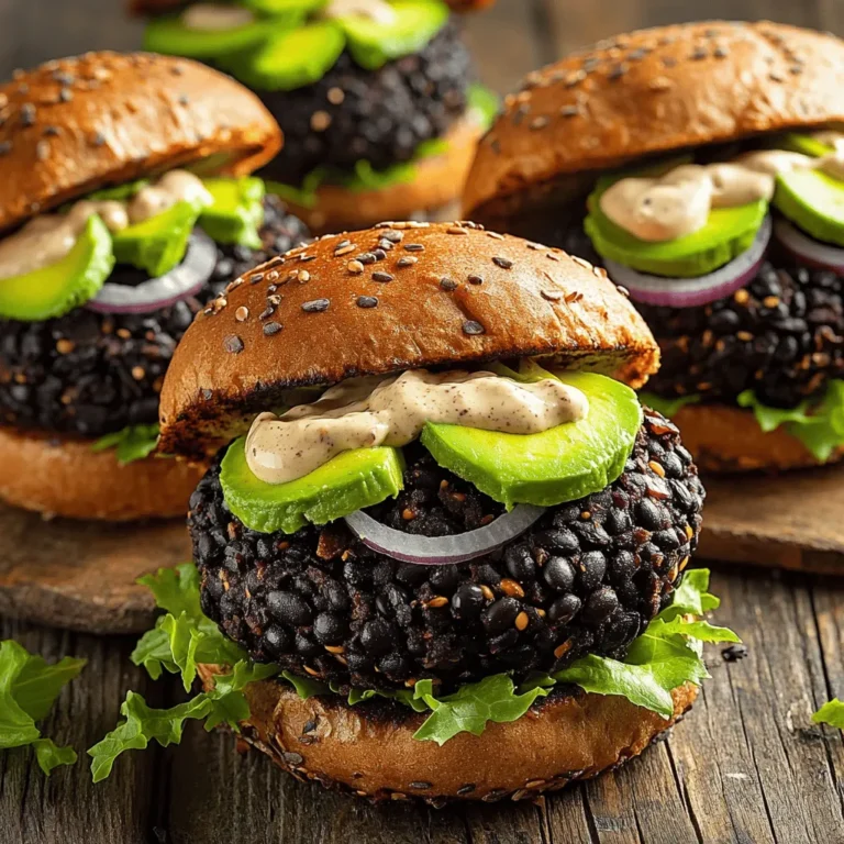 To make spicy black bean burgers, you'll need the following ingredients: - 1 can (15 oz) black beans, thoroughly drained and rinsed - 1/2 cup cooked quinoa, cooled - 1/2 cup breadcrumbs (opt for gluten-free if preferred) - 1/4 cup red onion, finely minced - 1 small jalapeño, deseeded and finely chopped - 2 cloves garlic, minced - 1 teaspoon ground cumin - 1 teaspoon smoked paprika - 1 tablespoon soy sauce (or tamari for a gluten-free alternative) - 1 tablespoon fresh lime juice - 1/4 teaspoon salt - 1/4 teaspoon freshly ground black pepper - Olive oil for sautéing These simple ingredients work together to create a flavorful and satisfying burger. You can customize your burgers with these tasty toppings: - Slices of avocado - Crisp lettuce - Fresh tomato - Zesty salsa - Spicy mayo Feel free to mix and match based on your taste. Each burger is packed with nutrients. Here’s a quick look: - Calories: Approximately 200 - Protein: 10g - Fiber: 7g - Fat: 5g - Carbohydrates: 30g These burgers are not only filling but also a healthy choice. Enjoy making them! For a detailed recipe, check out the Full Recipe. Start by taking your black beans and putting them in a big bowl. Use a fork or a potato masher to mash them. You want a mix that is mostly smooth but still has some chunks for texture. Next, add the cooked quinoa, breadcrumbs, red onion, jalapeño, garlic, cumin, smoked paprika, soy sauce, lime juice, salt, and black pepper to the bowl. Mix everything well until it looks even. If the mix feels too wet, add a bit more breadcrumbs to help it hold together. Now it's time to shape the mixture. Divide it into four equal parts, and roll each part into a patty. If you want firmer patties, put them in the fridge for about 30 minutes. This chilling step helps them keep their shape while cooking. Heat a non-stick skillet or grill over medium heat. Drizzle some olive oil to coat the surface. Once hot, carefully place the patties in the skillet. Cook them for about 4-5 minutes on each side. You want them to be crispy and heated through. When they are done, assemble your burgers with your favorite toppings and enjoy the flavors! For the full recipe, check out the earlier section. To make great spicy black bean burgers, focus on texture and flavor. Start by mashing the black beans well, but leave some chunks. This gives a nice bite. Mix in cooked quinoa for added texture and protein. If your mix feels too wet, add more breadcrumbs. This helps bind everything together. Season well with spices like cumin and smoked paprika. These add warmth and depth. If you have dietary needs, there are easy swaps. For gluten-free diets, use gluten-free breadcrumbs. Instead of soy sauce, try tamari. This is also gluten-free. You can replace quinoa with cooked rice or oats for a different taste. If you're vegan, skip the egg in other recipes. Just use the black beans and quinoa to hold it all together. Using good equipment makes cooking easier. A non-stick skillet is great for frying the burgers. It helps them cook evenly without sticking. If you have a grill, use it for a smoky flavor. A spatula is handy for flipping the burgers. For mixing, a large bowl and a fork work well. If you want, chill the patties in the fridge before cooking. This helps them hold their shape better. For more details, see the full recipe for spicy black bean burgers. {{image_4}} To spice up your black bean burgers, consider adding more heat. You can include extra jalapeños or even some crushed red pepper flakes. For a smoky flavor, try adding chipotle powder or smoked paprika. You can also fold in some diced bell peppers or corn for extra texture and sweetness. These spicy black bean burgers are perfect for vegetarians and vegans. They are naturally plant-based. Just make sure to use gluten-free breadcrumbs if needed. You can substitute soy sauce with tamari for a gluten-free option. Add in some nutritional yeast for a cheesy flavor without dairy. Serve these burgers on whole grain buns for a tasty meal. Pair them with sweet potato fries or a fresh salad for a complete dish. You can also serve them with a side of guacamole or salsa for a fun twist. Consider adding a crunchy slaw for extra texture. To keep your leftover spicy black bean burger patties fresh, place them in an airtight container. You can store them in the fridge for up to three days. Make sure they cool down before sealing the container. This helps prevent moisture buildup that can make them soggy. If you want to make these burgers ahead of time, freezing is a great option. Wrap each patty in plastic wrap or parchment paper. Then, place them in a freezer-safe bag or container. When stored this way, they can last for up to three months. Label the bag with the date so you know when you made them. For the best taste, reheat your burgers in a skillet. Heat a little olive oil over medium heat. Cook the patties for about 4-5 minutes on each side. This will keep them crispy and delicious. You can also use an oven. Preheat it to 350°F (175°C) and place the patties on a baking sheet. Heat for about 10 minutes. Enjoy your flavorful burgers again! To make your black bean burgers spicier, add more jalapeños. You can also mix in chili powder or cayenne pepper. Another option is to use hot sauce in the mixture. Start with a small amount, then taste and adjust. You can always add more heat, but it’s hard to take it away! Yes, you can make these burgers ahead of time. Prepare the patties and store them in the fridge for up to two days. You can also freeze them for longer storage. Just wrap each patty in plastic wrap, then place them in an airtight container. When ready to cook, you can grill them straight from the freezer or let them thaw overnight. Great sides for spicy black bean burgers include: - Sweet potato fries - Coleslaw - Grilled corn on the cob - Mixed green salad - Quinoa salad These sides complement the flavors of the burgers and add a nice crunch or freshness. Enjoy your meal! For the full recipe, check the earlier section. In this post, we explored how to make tasty spicy black bean burgers. We covered main ingredients, optional toppings, and important nutrition facts. I shared step-by-step cooking tips for the best results. We also looked at variations, storage methods, and answers to common questions. Spicy black bean burgers are easy, delicious, and great for everyone. Enjoy trying different flavors and serving ideas. You can impress friends and family while eating healthy!