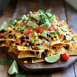 To make loaded veggie nachos, gather these tasty items: - 1 bag (12 oz) tortilla chips - 1 cup black beans, rinsed and drained - 1 cup corn kernels (fresh or frozen) - 1 medium bell pepper, diced - 1 medium red onion, finely chopped - 1 jalapeño, sliced - 1 ripe avocado, diced - 1 cup cherry tomatoes, halved - 1 cup shredded cheese (cheddar or a vegan alternative) These ingredients bring a burst of color and flavor to your nachos. The tortilla chips form a crunchy base. The black beans and corn add protein and sweetness. Fresh veggies like bell peppers and tomatoes brighten the dish. Jalapeños give it a nice kick, while avocado adds creaminess. Now, we need some great seasonings and garnishes: - 1 tablespoon olive oil - 1 teaspoon chili powder - 1 teaspoon ground cumin - Salt and pepper, to taste - Fresh cilantro, chopped, for garnish - Lime wedges, for serving The olive oil helps cook the veggies and adds richness. Chili powder and cumin bring warmth and depth of flavor. Salt and pepper enhance everything. Fresh cilantro adds a pop of freshness, while lime wedges provide a bright, zesty finish. For the full recipe, you can check out the detailed instructions. Enjoy making your loaded veggie nachos! Preheating the oven Start by preheating your oven to 400°F (200°C). This step is key for making your nachos crispy and delicious. Sautéing the vegetables In a large skillet, pour in one tablespoon of olive oil. Set the heat to medium. Add the chopped red onion and diced bell pepper. Sauté them for about 3-4 minutes. Stir often until they begin to soften. Then, mix in the corn, black beans, and sliced jalapeño. Add one teaspoon of chili powder and one teaspoon of ground cumin. Sprinkle some salt and pepper to taste. Cook this mixture for an additional 2-3 minutes. Stir occasionally until it is warm and fragrant. Layering tortilla chips and sautéed veggies Grab a large, rimmed baking sheet. Spread out the tortilla chips evenly. This creates a solid base for your toppings. Then spoon the sautéed veggie mixture over the chips. Make sure every chip gets a taste of those tasty veggies. Adding cheese for meltiness Now, generously sprinkle one cup of shredded cheese on top. I recommend cheddar or a vegan option. This cheese will melt beautifully, giving your nachos that gooey goodness. Baking time and temperature for perfect nachos Slide your loaded nachos into the preheated oven. Bake them for 10-12 minutes. Keep an eye on them as they cook. Tips for checking doneness You'll know your nachos are done when the cheese is melted and bubbly. Look for a light brown color on top. This means they are ready for you to enjoy! For the full recipe, check out the detailed instructions above. To make loaded veggie nachos shine, layer your toppings wisely. Start with a sturdy base of tortilla chips. Spread them evenly on a baking sheet. This helps every chip get the right toppings. For toppings, use a spoon to distribute the veggies. This makes sure each chip gets some black beans, corn, and peppers. Avoid piling too much on one area. This keeps the nachos balanced and tasty. To prevent soggy chips, bake the nachos right away. If you wait too long, moisture from the toppings can soak into the chips. You can also add cheese first before the veggies. This forms a protective layer, keeping chips crisp. Choosing the right cheese is key for nachos. I love using sharp cheddar for its rich taste. Other great choices include Monterey Jack or a vegan cheese. These melt well and taste great. To achieve the perfect melt, shred your cheese yourself. Pre-shredded cheese often has added starch, which can prevent melting. Spread the cheese evenly over the toppings. This ensures every bite has gooey goodness. Bake your nachos until the cheese bubbles and slightly browns. This usually takes about 10-12 minutes at 400°F. Keep an eye on them to avoid burning. When serving loaded veggie nachos, presentation matters. You can use a large platter for sharing. Individual trays also work great for guests. This makes it easy for everyone to enjoy their own portion. For dips, try serving with fresh guacamole or salsa. These add flavor and freshness. You could also include sour cream or a vegan alternative. Lime wedges on the side bring a zesty kick. They make your nachos even more enjoyable! For more tips and ideas, check out the Full Recipe for Loaded Veggie Nachos. {{image_4}} You can change up the veggies for your Loaded Veggie Nachos. Seasonal vegetables add great flavor. Here are some you might try: - Zucchini, diced - Spinach or kale, chopped - Roasted red peppers - Mushrooms, sliced Mixing different veggies keeps the dish fresh. You can also add unique toppings for extra taste. Consider these fun options: - Pickled jalapeños for a tangy kick - Black olives for added saltiness - Fresh pico de gallo for a burst of flavor - Sliced radishes for crunch You can make this dish fit various diets easily. For vegan options, use a plant-based cheese or skip it altogether. You can replace regular tortilla chips with gluten-free ones. This way, everyone can enjoy them! If you want to cut down on calories, try these tips: - Use less cheese or a lighter variety. - Add more veggies to fill up your plate. - Skip the sour cream or use a low-fat version. These tweaks keep your nachos tasty without sacrificing enjoyment. For the full recipe, check out the details above! Store leftover nachos in an airtight container. Layer them neatly to avoid sogginess. Place a paper towel between layers to absorb moisture. Keep them in the fridge for up to three days. For reheating, use an oven or toaster oven. Preheat to 350°F (175°C). Spread the nachos on a baking sheet. Heat for about 10 minutes, until warm and crisp. You can freeze nachos, but it's best to freeze the toppings separately. Freeze the cooked veggies and cheese in airtight bags. This keeps flavors fresh. When ready to enjoy, thaw the toppings in the fridge overnight. Reheat the tortilla chips in the oven until crisp again. Then add your thawed toppings and heat until warm. For the full recipe and steps, refer to the Loaded Veggie Nachos Delight. To make nachos crispy, start with fresh tortilla chips. Choose thick, sturdy chips that can hold up to toppings. Avoid the thin ones, as they get soggy quick. - Bake them: Place chips on a baking sheet. Bake at 350°F for 5-10 minutes for added crunch. - Layer wisely: Don't overload the chips with toppings. Spread them out evenly to let heat circulate. - Serve hot: Serve immediately after baking. The longer they sit, the softer they get. When it comes to cheese, choose types known for their meltiness. Here are some top options: - Cheddar: Classic choice with great flavor. - Monterey Jack: Creamy and melts beautifully. - Pepper Jack: Adds a spicy kick. - Vegan cheese: Look for brands that melt well if needed. Yes, you can prepare components ahead of time. This saves time on busy days. - Prep veggies: Chop and sauté your vegetables earlier in the day. Store them in the fridge. - Assemble later: When ready to eat, layer chips, veggies, and cheese. Bake as usual for hot nachos. Serving nachos for a crowd can be fun. Here are some tips: - Large platters: Use big platters to display nachos. This makes sharing easy. - Individual trays: For a neat option, serve in taco trays. Each person gets their portion. - Garnish well: Add toppings like avocado and cilantro just before serving for freshness. Kids may love nachos when they are made just for them. Here are some ideas: - Milder flavors: Use less jalapeño or none at all. - Fun shapes: Cut veggies into fun shapes to make them appealing. - Dips: Serve with guacamole or mild salsa for extra flavor. Absolutely! You can get creative with toppings. Consider these options: - Olives: Black or green for a briny touch. - Sour cream: Adds creaminess. - Pickled jalapeños: For a tangy kick. - Chopped green onions: Freshness and crunch. For a full recipe of Loaded Veggie Nachos, check the detailed instructions above. Loaded veggie nachos are fun, easy, and tasty. You learned about key ingredients, steps, and tips. I shared different ways to make your nachos unique, even for special diets. Plus, I covered storage and serving ideas to keep them fresh. Now, you can enjoy delicious nachos anytime. Use this guide to impress friends or family. Get creative in the kitchen and savor every bite!