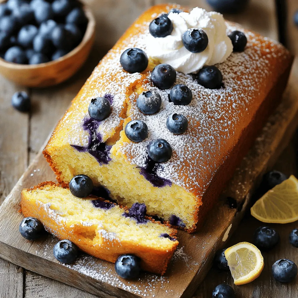 - 1 ½ cups all-purpose flour - 1 teaspoon baking powder - ½ teaspoon baking soda - ¼ teaspoon salt - ½ cup unsalted butter, softened to room temperature - 1 cup granulated sugar - 2 large eggs, at room temperature - 1 teaspoon vanilla extract - Zest of 1 large lemon - ¼ cup freshly squeezed lemon juice - ½ cup plain Greek yogurt - 1 ½ cups fresh blueberries (plus some extra for garnishing) - Fresh blueberries for topping - Powdered sugar for dusting This recipe is simple yet full of flavor. The balance of tart lemon and sweet blueberries makes this loaf a crowd-pleaser. You will want to ensure your ingredients are fresh for the best taste. Using high-quality butter and fresh blueberries really makes a difference. If you have any extra blueberries, save them for a beautiful garnish. A light dusting of powdered sugar adds a lovely touch. You can find the full recipe above for more details. Start by preheating your oven to 350°F (175°C). This step is key for even baking. Next, grab a 9x5 inch loaf pan. You can grease it with butter and dust it with flour. If you prefer, line it with parchment paper. This makes removing the loaf easy later. In a medium bowl, combine the following dry ingredients: - 1 ½ cups all-purpose flour - 1 teaspoon baking powder - ½ teaspoon baking soda - ¼ teaspoon salt Whisk these ingredients together until they are well mixed. Set the bowl aside for now. In a large mixing bowl, add ½ cup of softened unsalted butter and 1 cup of granulated sugar. Use an electric mixer to cream them together. Mix until the color turns light and the texture is fluffy. This takes about 3 to 4 minutes, so be patient! Crack in 2 large eggs, adding one at a time. Make sure to mix well after each addition. Next, add 1 teaspoon of vanilla extract, the zest of 1 large lemon, and ¼ cup of freshly squeezed lemon juice. Mix everything until it’s well blended and smooth. Now, gradually add the dry mixture to the buttery egg mixture. Also, include ½ cup of plain Greek yogurt. Start and end with the flour mix. Stir gently until just combined. Avoid over-mixing to keep the loaf tender and soft. Take 1 ½ cups of fresh blueberries and gently fold them into the batter. Be careful not to crush them. This helps keep the blueberries whole and makes your loaf look beautiful. Pour the batter into the prepared loaf pan. Use a spatula to smooth out the top for even baking. Now, place the loaf pan in the oven and bake for 55 to 60 minutes. To check for doneness, insert a toothpick into the center. It should come out clean when the loaf is fully baked. Once it's done, let it cool in the pan for about 10 minutes. Then, carefully transfer it to a wire rack to cool completely. To get a soft, moist loaf, you must mix your ingredients correctly. First, do not over-mix the batter. Stir until just combined; lumps are okay. This keeps the loaf tender. Also, room-temperature eggs and butter help create a light texture. They blend smoothly, making your loaf fluffy. Blueberries love to sink, but you can stop this. Toss them in a bit of flour before adding them to the batter. This flour coating helps them stay suspended while baking. Also, fold them in gently. This preserves their shape and prevents smashing. Baking time is key to a perfect loaf. Bake at 350°F (175°C) for 55-60 minutes. Check by inserting a toothpick in the center. If it comes out clean, your loaf is done. If it’s not ready, bake a few more minutes and check again. For the best results, keep an eye on your loaf. Each oven is different, and baking times may vary. {{image_4}} To make your loaf gluten-free, swap all-purpose flour with a gluten-free blend. Many blends work well, but look for one that includes xanthan gum. This helps the loaf rise and stay moist. Follow the same steps in the recipe. You’ll still get that bright lemon flavor and sweet blueberries. Feel free to mix things up! Try adding nuts like walnuts or pecans for a crunchy bite. You can also add chocolate chips for a rich twist. For a fun flavor change, use a teaspoon of almond extract instead of vanilla. Each of these changes gives the loaf a unique taste. Use fruits that are in season to change the loaf's flavor. In spring and summer, try strawberries or raspberries. In fall, use chopped apples or pears with a hint of cinnamon. Each fruit offers its own flavor and pairs well with lemon, keeping your loaf fresh and exciting. For the full recipe, visit the Viral Blueberry Lemon Loaf section and get ready to bake! To keep the Viral Blueberry Lemon Loaf fresh, wrap it well. Use plastic wrap or aluminum foil. Store it at room temperature for up to three days. If you want it to last longer, place it in the fridge. This can extend its life up to a week. Freezing is a great option for this loaf. First, let it cool completely. Then, slice the loaf for easy use later. Wrap each slice in plastic wrap. Place the wrapped slices in a freezer bag. They can stay in the freezer for up to three months. When ready to enjoy, just thaw the slices in the fridge overnight. To reheat your blueberry lemon loaf, use your oven. Preheat it to 350°F (175°C). Place the loaf slice on a baking sheet. Heat for about 10-15 minutes or until warm. You can also use a microwave. Heat it on medium power for about 20-30 seconds. Enjoy it warm with a bit of butter! The Viral Blueberry Lemon Loaf stays fresh for about 3 to 5 days. Store it in an airtight container at room temperature. If you want to keep it longer, freeze it. To freeze, wrap the loaf tightly in plastic wrap and then in foil. It can last up to 3 months in the freezer. Yes, you can use frozen blueberries. They work well in this recipe. Just toss them in some flour before adding them to the batter. This helps them stay suspended in the loaf. Avoid thawing them first, as this can make your batter too wet. If you don't have Greek yogurt, you can use sour cream. It gives a similar texture and flavor. You can also try unsweetened applesauce for a lighter option. If you want a dairy-free choice, use coconut yogurt. To make this loaf vegan, replace the eggs with flax eggs. Mix 1 tablespoon of ground flaxseed with 2.5 tablespoons of water for each egg. Use a plant-based butter or coconut oil instead of regular butter. For yogurt, choose a dairy-free alternative like almond or coconut yogurt. You learned about making a tasty blueberry lemon loaf. We covered ingredients, step-by-step instructions, and handy tips. Understanding variations helps you try new flavors, and storage info keeps your loaf fresh. Remember, even small changes can make a big difference. Enjoy baking, and don't be afraid to experiment with flavors. Your perfect loaf awaits!