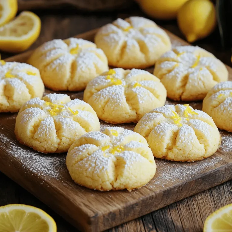To make these delightful cookies, you need a few key ingredients: - 1 cup ricotta cheese - 1/2 cup unsalted butter, softened - 1 cup granulated sugar - 1 large egg - 2 teaspoons fresh lemon zest - 2 tablespoons fresh lemon juice - 2 cups all-purpose flour - 1 teaspoon baking powder - 1/2 teaspoon baking soda - 1/4 teaspoon fine sea salt - Powdered sugar for dusting These ingredients create a soft and tasty cookie that bursts with lemon flavor. For this recipe, you will need: - A large mixing bowl - An electric mixer - A medium mixing bowl - Whisk - Baking sheet - Parchment paper - Cookie scoop or spoon - Wire rack Having the right tools makes baking easy and fun. You can easily swap some ingredients if needed: - Use low-fat ricotta for a lighter option. - Replace unsalted butter with coconut oil for a dairy-free cookie. - Substitute lemon with orange for a different flavor. - Use gluten-free flour to make these cookies gluten-free. These alternatives let you customize the recipe to fit your needs. For the full recipe, check the details provided above. First, heat your oven to 350°F (175°C). This step is key for baking. Next, line a baking sheet with parchment paper. This prevents the cookies from sticking. In a large bowl, mix the ricotta cheese and softened butter. Use an electric mixer on medium speed. Beat them for about 2-3 minutes. You want a smooth and creamy mix. This will be the base of your cookies. Now, it’s time to add the sugar. Gradually sprinkle in the granulated sugar, mixing as you go. Keep beating until it’s light and fluffy. Next, crack in the egg. Add the lemon zest and lemon juice. Mix until everything is well combined. In a separate bowl, whisk together the flour, baking powder, baking soda, and sea salt. Once mixed, add the dry ingredients to the ricotta mix. Stir gently until just combined. Be careful not to overmix. This helps keep the cookies soft. Use a spoon or cookie scoop to drop rounded tablespoons of dough onto the baking sheet. Leave about 2 inches of space between each cookie. This allows them to spread while baking. Place the sheet in the oven and bake for 12-15 minutes. Look for lightly golden edges and soft centers. After baking, let the cookies cool on the sheet for about 5 minutes. Then carefully transfer them to a wire rack. Let them cool completely. Once cooled, dust lightly with powdered sugar for a sweet touch. Enjoy these delightful lemon ricotta cookies! For the complete recipe, check out the [Full Recipe]. To make your lemon ricotta cookies soft, use fresh ricotta cheese. It adds moisture and flavor. Avoid overmixing the dough. Mix just until combined. This keeps the cookies light. Let the dough chill for about 30 minutes. Chilling helps the cookies hold their shape while baking. Accurate measurements are key to great cookies. Use dry measuring cups for flour and sugar. Spoon the flour into the cup, then level it off with a knife. Do not pack it down. For liquids, use a clear liquid measuring cup. Fill it to the desired line while checking at eye level. One common mistake is not preheating the oven. Always preheat to ensure even baking. Another mistake is baking on an ungreased or unlined pan. Use parchment paper to prevent sticking. Finally, don’t skip cooling the cookies on a wire rack. This helps them set and stay soft. For the full recipe, check out the step-by-step guide. {{image_4}} You can add chocolate chips for a sweet twist. Use semi-sweet or milk chocolate chips. Just fold in one cup of chips into the dough after mixing in the dry ingredients. This change creates a fun contrast with the lemon flavor. The rich chocolate and bright lemon make each bite exciting! To make these cookies gluten-free, swap the all-purpose flour with a gluten-free blend. Look for a blend that includes xanthan gum. This ingredient helps the cookies hold their shape. Follow the same recipe steps, and you will have delicious gluten-free cookies that everyone can enjoy. You can enhance the flavor by adding herbs or spices. Try mixing in a teaspoon of fresh thyme or rosemary for a unique taste. You could also use vanilla extract for warmth. These small changes can take your lemon ricotta cookies to a whole new level. Experiment with flavors and find what you like best! To keep your lemon ricotta cookies fresh, place them in an airtight container. This will help maintain their soft texture. I recommend layering the cookies with parchment paper. This way, they won’t stick together. Store the container at room temperature for up to five days. If you live in a humid area, consider refrigerating them. Just remember to bring them to room temperature before enjoying. If you want to save some cookies for later, freezing is a great option. First, let the cookies cool completely. Then, place them in a single layer on a baking sheet. Freeze for about an hour until firm. After that, transfer the cookies to a freezer-safe bag or container. Make sure to remove as much air as possible. You can freeze them for up to three months. When you’re ready to enjoy, thaw them in the fridge overnight. Lemon ricotta cookies are best enjoyed fresh, but they can last. If stored correctly, they stay soft for about five days at room temperature. Over time, they may become a bit dry. To refresh them, you can microwave a cookie for about 10 seconds. This will bring back some of the softness. Always check for any signs of spoilage before eating. If they smell off or look strange, it’s best to toss them. Enjoy your cookies! For the full recipe, refer to the main article. Yes, you can use pre-made ricotta cheese. Just make sure it is fresh and creamy. Store-bought ricotta saves time and still brings great taste. If it's a bit watery, drain it before use. This will keep your cookies from getting too soggy. To make these cookies dairy-free, replace ricotta cheese with tofu. Use firm tofu, blend it, and add a bit of lemon juice for flavor. For butter, try coconut oil or a dairy-free spread. These swaps keep the cookies soft and delicious without dairy. The best way to glaze these cookies is with a simple lemon glaze. Mix powdered sugar with fresh lemon juice until smooth. Drizzle the glaze over cooled cookies for a sweet finish. You can also add lemon zest on top for extra flavor. You will know the cookies are done when the edges turn golden. The centers should still look soft and puffy. A toothpick inserted in the center should come out clean or with a few crumbs. Avoid over-baking for the softest texture. Yes, you can make these cookies healthier. Use whole wheat flour instead of all-purpose flour. Replace granulated sugar with coconut sugar or a sugar substitute. You can also cut down on butter by using applesauce or Greek yogurt. These changes keep cookies tasty and lower in calories. For the full recipe, check the [Full Recipe]. In this post, we covered how to make lemon ricotta cookies step by step. We explored key ingredients, baking equipment, and helpful tips. I shared ways to customize the cookies with flavors and special diets. Finally, we discussed storage methods to keep them fresh. With these insights, you can bake delicious cookies that are soft and bright in flavor. Enjoy your baking experience and share these treats with friends!