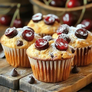 To make Cherry Oatmeal Chocolate Chip Muffins, you need the following: - 1 cup rolled oats - 1 cup milk (or almond milk for a dairy-free option) - 1 cup all-purpose flour - 1/2 cup packed brown sugar - 1/4 cup granulated sugar - 1/2 teaspoon baking powder - 1/2 teaspoon baking soda - 1/4 teaspoon salt - 1/2 teaspoon ground cinnamon - 1/3 cup vegetable oil - 2 large eggs - 1 teaspoon vanilla extract - 1 cup fresh or frozen cherries, pitted and halved - 1/2 cup semi-sweet chocolate chips If you want to change some ingredients, here are some options: - Use almond milk instead of regular milk for a dairy-free option. - Swap all-purpose flour with gluten-free flour for a gluten-free treat. - Replace brown sugar with coconut sugar for a different sweetness. - Use applesauce instead of eggs for a vegan version. These muffins are not just tasty; they also provide good nutrition. Here’s a rough breakdown per muffin: - Calories: 180 - Protein: 4g - Carbohydrates: 28g - Fat: 7g - Fiber: 2g - Sugar: 8g With these ingredients and options, you can make delicious Cherry Oatmeal Chocolate Chip Muffins. Check out the Full Recipe to get started! To make cherry oatmeal chocolate chip muffins, start with simple steps. These muffins are quick to prep and bake. Gather your ingredients first. You need rolled oats, flour, sugars, and more. The process is easy and fun. 1. Preheat the Oven: Set your oven to 375°F (190°C). Get your muffin tin ready by lining it with paper liners or greasing it well. This helps the muffins not stick. 2. Soak the Oats: In a medium bowl, mix rolled oats with milk. Stir and let it sit for about 10 minutes. This softens the oats and makes them creamy. 3. Combine Dry Ingredients: In a large bowl, whisk together flour, brown sugar, granulated sugar, baking powder, baking soda, salt, and cinnamon. Mix well to avoid lumps. 4. Prepare Wet Ingredients: Add vegetable oil, eggs, and vanilla to the soaked oats. Whisk until smooth and well-mixed. 5. Combine Wet and Dry: Carefully fold the wet mix into the dry mix with a spatula. Mix until just combined. A few lumps are okay, so don’t overmix. 6. Incorporate Fruits: Gently fold in halved cherries and chocolate chips. Make sure they are evenly mixed in the batter. 7. Fill the Muffin Cups: Use a scoop or spoon to fill each muffin cup two-thirds full. This allows space for the muffins to rise. 8. Bake the Muffins: Place the muffin tin in the oven. Bake for 18-20 minutes. To check if they are done, insert a toothpick. It should come out clean. 9. Cool and Serve: Take the muffins out and let them cool in the pan for 5 minutes. Then move them to a wire rack to cool completely. Enjoy warm! To check if your muffins are ready, use a toothpick. Insert it into the center of a muffin. If it comes out clean, your muffins are done. If there’s batter on the toothpick, bake for a few more minutes. Keep an eye on them to avoid overbaking. Trust your senses; the smell will guide you too! For more detailed steps, refer to the Full Recipe. To get the best muffins, mix your wet and dry ingredients well. First, soak the oats in milk for ten minutes. This softens the oats and helps them blend. When you mix the wet and dry ingredients, do it gently. Use a spatula to fold them together. You want to see some lumps. This keeps your muffins light and fluffy. One big mistake is overmixing the batter. If you mix too much, your muffins can turn out dense. Another mistake is not measuring ingredients properly. Use measuring cups and spoons for accuracy. Also, don’t skip soaking the oats. This step is key to soft muffins. Finally, make sure your oven is preheated. If it’s not hot enough, your muffins won't rise well. For moist muffins, keep an eye on your baking time. Check them at 18 minutes. Insert a toothpick into the center. If it comes out clean, they’re done. If you want extra moisture, you can add a bit more milk or oil. Lastly, let the muffins cool in the pan for five minutes. This helps them stay moist and tasty. For the full recipe, see above. {{image_4}} You can easily make these cherry oatmeal chocolate chip muffins gluten-free. Simply swap the all-purpose flour with a 1:1 gluten-free flour blend. Ensure the blend you choose contains xanthan gum for the best texture. Check your oats too; make sure they are certified gluten-free. This way, you can enjoy the same great taste without gluten! To make these muffins vegan, you can replace eggs with flaxseed meal. Mix 1 tablespoon of flaxseed meal with 2.5 tablespoons of water. Let it sit for a few minutes to thicken. Use almond milk instead of regular milk for a dairy-free option. The oats, cherries, and chocolate chips will still shine through in this plant-based version. Feel free to get creative with your muffins! Here are some fun ideas: - Nuts: Add 1/2 cup of chopped walnuts or pecans for a crunchy bite. - Spices: Try adding a pinch of nutmeg or allspice for warmth. - Fruit Swaps: Use blueberries, raspberries, or diced apples instead of cherries for a twist. - Chocolate Variants: Swap semi-sweet chocolate chips for dark or white chocolate chips. These variations make the muffins fun and flexible. Don’t hesitate to mix and match based on your taste! For the full recipe, check out the details above. To keep your cherry oatmeal chocolate chip muffins fresh, store them in an airtight container. This helps prevent them from drying out. If you have leftovers, let them cool completely before sealing. Place a piece of parchment paper between layers to keep them from sticking together. They stay fresh for up to three days at room temperature. Freezing your muffins is easy. First, wrap each muffin in plastic wrap. Then, put them in a freezer-safe bag or container. This keeps them fresh for up to three months. When you’re ready to enjoy them, simply take out a muffin and let it thaw at room temperature. You can also pop it in the microwave for about 30 seconds for a quick treat. To warm your muffins, preheat your oven to 350°F (175°C). Place the muffins on a baking sheet and heat for about 10 minutes. This helps restore their soft texture. If you prefer the microwave, heat one muffin for about 15 to 20 seconds. Enjoy your muffins warm for the best taste! For the full recipe, check out the complete guide to making these tasty treats. You can make these muffins healthier by using whole wheat flour instead of all-purpose flour. Also, reduce the sugar by half or use a natural sweetener like maple syrup. Adding ground flaxseed increases fiber and nutrients. You can also swap half of the oil for unsweetened applesauce. This keeps them moist while cutting down on fat. Yes, you can use dried cherries. Just remember to chop them into smaller pieces. Dried cherries will add a nice chewy texture. Soak them in warm water for about 10 minutes before adding them to the mix. This helps them stay moist during baking. These muffins stay fresh for about 3 to 4 days at room temperature. Store them in an airtight container to keep them soft. If you want them to last longer, you can freeze them. They will stay good for up to 3 months in the freezer. If you need an egg substitute, try using flax eggs. To make one flax egg, mix 1 tablespoon of ground flaxseed with 2.5 tablespoons of water. Let it sit for 5 minutes to thicken. You can also use unsweetened applesauce or mashed banana. Use 1/4 cup for each egg you replace. This keeps your muffins moist and adds flavor. For the full recipe, check out the Cherry Oatmeal Chocolate Chip Muffins section! In this blog post, we explored every detail of making cherry oatmeal chocolate chip muffins. We covered ingredients, substitutions for diets, and nutritional breakdowns. I provided step-by-step instructions and tips to avoid common mistakes. You learned variations like gluten-free and vegan options. Lastly, I shared storage tips and frequently asked questions. Now you're ready to bake perfect muffins. Enjoy your delicious creations!