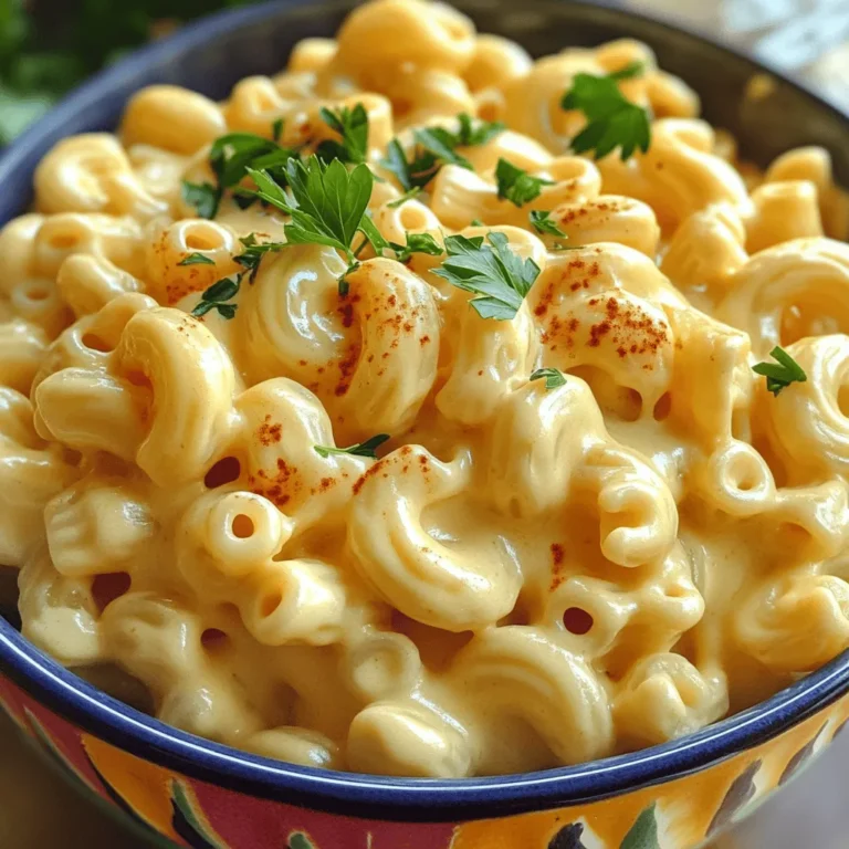 Here’s what you need for a creamy, dreamy mac and cheese: - 1 lb elbow macaroni - 4 cups water - 2 tablespoons unsalted butter, divided - 1 teaspoon garlic powder - 1 teaspoon onion powder - ½ teaspoon smoked paprika - Salt and pepper, to taste - 2 cups sharp cheddar cheese, shredded - 1 cup mozzarella cheese, shredded - ½ cup cream cheese, softened - ½ cup whole milk Gather these ingredients to make your Instant Pot creamy mac and cheese. The elbow macaroni cooks perfectly in the Instant Pot, soaking up all the flavors. The two types of cheese give a rich taste. Cream cheese adds smoothness, while whole milk makes it extra creamy. Each spice, like garlic and paprika, adds a nice touch. Want to make your mac and cheese even better? Try these add-ins: - Cooked bacon for a salty crunch - Steamed broccoli for a healthy twist - Diced tomatoes for freshness - Jalapeños for heat Feel free to mix and match! You can make it just how you like. For the full recipe, check out the detailed cooking steps. Gather all your ingredients. You will need: - 1 lb elbow macaroni - 4 cups water - 2 tablespoons unsalted butter, divided - 1 teaspoon garlic powder - 1 teaspoon onion powder - ½ teaspoon smoked paprika - Salt and pepper, to taste - 2 cups sharp cheddar cheese, shredded - 1 cup mozzarella cheese, shredded - ½ cup cream cheese, softened - ½ cup whole milk Measure everything out before you start. This makes cooking easier and faster. Pour 4 cups of water into your Instant Pot. Add the elbow macaroni, 1 tablespoon of unsalted butter, garlic powder, onion powder, smoked paprika, and a pinch of salt. Stir this mix well to coat the pasta. Now, close the lid and set the valve to sealing. Choose the manual cooking option and set the timer to cook on high pressure for 4 minutes. Once the time is up, do a quick release by moving the valve to venting. Open the lid once the steam has escaped. Add the remaining tablespoon of unsalted butter, shredded cheddar cheese, shredded mozzarella cheese, softened cream cheese, and whole milk. Stir everything together with a spatula until it’s creamy. If it’s too thick, add a little more milk for a smoother texture. Season with salt and pepper to your liking. Stir again to mix in the flavors. For the complete recipe, check out the Full Recipe. Enjoy your creamy mac and cheese! To make your mac and cheese super creamy, use a mix of cheeses. I love combining sharp cheddar and mozzarella. The cheddar gives a bold flavor, while mozzarella adds stretchiness. Cream cheese also helps create a rich texture. If it's too thick, add a splash of whole milk. This will help achieve the creamy consistency you want. Here are some great cheese combos: - Sharp cheddar - Mozzarella - Cream cheese - Gruyere - Fontina Mixing these cheeses gives depth and flavor. Try different amounts to find your favorite mix. You can also add a bit of parmesan for a salty kick. Common mistakes can ruin your dish. First, don't overcook the pasta. Set your timer for 4 minutes. Overcooked pasta becomes mushy. Second, be careful when releasing steam. Always use a kitchen towel for safety. Lastly, remember to season well. Taste your mac and cheese before serving. Add more salt and pepper if needed. For more details, check out the Full Recipe. {{image_4}} You can make your mac and cheese heartier by adding protein. Cooked chicken or crispy bacon works great. Simply chop the cooked chicken or crumble the bacon into pieces. Stir it in after mixing the cheese. This adds flavor and makes it a full meal. For a vegan twist, swap the dairy for plant-based ingredients. Use cashew cream or coconut milk in place of whole milk. Replace the cheese with vegan cheese or nutritional yeast for a cheesy taste. This keeps the dish creamy while making it dairy-free. Add extra flavor by mixing in spices and herbs. A dash of cayenne pepper gives it a kick. Fresh herbs like basil or thyme add brightness. Try Italian seasoning for a different twist. You can also add mustard powder for depth. Experiment to find your favorite mix. For the full recipe, check out [Full Recipe]. To store your creamy mac and cheese, let it cool first. Place it in an airtight container. You can keep it in the fridge for up to three days. Make sure it is sealed tightly to keep it fresh. If you want to enjoy it later, consider freezing it. When you want to reheat mac and cheese, use the microwave or stovetop. If using the microwave, place your serving in a bowl. Add a splash of milk to keep it creamy. Heat it in short bursts, stirring in between. For the stovetop, warm it in a pot over low heat. Stir well and add milk if needed. This helps it regain its creamy texture. To freeze mac and cheese, use an airtight container or freezer bag. Make sure it is cool before you put it in. It can last in the freezer for up to three months. When you are ready to eat it, thaw it overnight in the fridge. Then, reheat using one of the methods above. This way, you can enjoy that yummy flavor again! For the full recipe, check the details above. Yes, you can use gluten-free pasta in this recipe. Just choose your favorite brand. Cook times may vary slightly, so check the package instructions. Gluten-free pasta can be just as creamy and tasty as regular pasta. To spice up your mac and cheese, add cayenne pepper or red pepper flakes. Start with a small amount, like 1/4 teaspoon, and taste as you go. You can also mix in some diced jalapeños for a fresh kick. Adjust it based on your spice level preference. Any Instant Pot model works well for this creamy mac and cheese. I recommend using a model with at least a 6-quart capacity. This size gives enough room for the pasta and water. The Instant Pot Duo or Ultra are popular choices, offering great features for beginners and pros alike. For the full recipe, check the link. This blog has shared everything you need for perfect mac and cheese in your Instant Pot. We covered the needed ingredients, cooking steps, and tips to avoid mistakes. You learned how to make it creamy and flavorful, even with variations. Remember to store leftovers properly for later. Keep experimenting with flavors and ingredients to find what you enjoy. Each recipe can be a new adventure. Enjoy your cooking journey!
