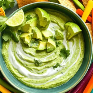 Here are the tasty ingredients you'll need for your Creamy Avocado Ranch Dip: - 2 ripe avocados, peeled and pitted - 1 cup Greek yogurt - 1 packet ranch seasoning mix - 1 tablespoon fresh lime juice - 1 clove garlic, minced - 1/4 cup fresh cilantro, chopped - Salt and pepper to taste - Optional accompaniments: assorted veggie sticks (carrots, celery, bell peppers) or crispy tortilla chips for serving This dip is not just easy to make; it’s also packed with flavor. The ripe avocados give it a creamy texture, while the Greek yogurt adds a tangy taste. The ranch seasoning mix brings in that familiar flavor that everyone loves. Don’t forget the fresh lime juice; it adds a nice zing! You can use fresh cilantro to brighten the dip up, and the minced garlic gives it a savory kick. Adjust the salt and pepper based on your taste. Feel free to serve this dip with crunchy vegetable sticks or crispy tortilla chips. Both pair perfectly, making your snack time fun and healthy. For the full recipe, check out the instructions in our detailed section! Creating the perfect creamy avocado ranch dip is easy and fun. Let's break down each step. - Mash the avocados: Start with two ripe avocados. Cut them in half, remove the pits, and scoop the green flesh into a bowl. Use a fork or potato masher and mash until smooth. - Combine with Greek yogurt: Next, add one cup of Greek yogurt to the mashed avocado. Stir gently. This forms a rich and creamy base that balances the flavor. - Add ranch seasoning and lime juice: Sprinkle the ranch seasoning mix over the avocado and yogurt blend. Then, squeeze in one tablespoon of fresh lime juice. Mix well until everything is blended. - Mix in garlic and cilantro: Take one clove of minced garlic and 1/4 cup of chopped cilantro. Fold these into the mixture. This adds a fresh taste and lovely aroma. - Taste and season with salt and pepper: Give your dip a taste. Add salt and pepper as desired. Adjust these to make the flavor pop. - Chill the dip before serving: For the best flavor, let the dip chill in the refrigerator for about an hour. This helps all the flavors mix well. - Transfer to a serving bowl and garnish: When you’re ready to serve, scoop the dip into a nice bowl. You can garnish with extra cilantro and lime wedges for a bright look. Now you’re all set to enjoy this delicious dip! For the full recipe, check out the details above. To make your dip great, use ripe avocados. Ripe avocados create a smooth and creamy texture. You can tell if they are ripe by gently squeezing them. If they yield slightly, they are ready. Adjust the seasoning to fit your taste. Start with the ranch seasoning mix, then add salt and pepper. Taste as you go. This step helps you create a dip that you love. Chill the dip for at least an hour. Chilling lets the flavors blend well, making it taste even better. It also gives the dip a nice, cool texture. Using a food processor can make your dip creamier. Blend the avocados, yogurt, and seasoning until smooth. This method saves time and enhances the dip's texture. Pairing your dip with veggie sticks adds crunch. Carrots, celery, and bell peppers work well. They add freshness and color to your plate. Choose the best crackers and chips for dipping. Tortilla chips are a great choice because they are sturdy. They hold up well and add an extra crunch to each bite. For more ideas, check out the Full Recipe for different ways to enjoy this dip! {{image_4}} To make a spicy avocado ranch dip, add jalapeños or hot sauce. This twist gives the dip a nice kick. Start by chopping fresh jalapeños. You can adjust the amount based on your heat preference. Stir these into your creamy base after mixing in the ranch seasoning. If you prefer hot sauce, just add a few drops to taste. This variation works great for those who love bold flavors. If you want a dairy-free option, substitute Greek yogurt with a plant-based alternative. Look for unsweetened coconut yogurt or almond yogurt. Both options create a creamy texture. Use the same amount as the Greek yogurt in the recipe. This way, you keep the rich taste while meeting dietary needs. It’s a simple swap that makes the dip accessible to more people. You can also enhance the dip by adding other flavors. Diced tomatoes or green onions work well in this recipe. For tomatoes, chop them finely and mix them in. They add a fresh taste and colorful look. Green onions can be sliced thin and stirred in for a hint of sharpness. Feel free to experiment with different herbs too. The goal is to make the dip your own. For the complete recipe, check out the Full Recipe. To keep your creamy avocado ranch dip fresh, you must store it well. Use an airtight container to prevent air from getting in. This helps keep the dip creamy and tasty. When you're not using the dip, always store it in the refrigerator. The cold will help maintain its flavor and texture. This dip is best enjoyed fresh, but you can store it for 2 to 3 days. After this time, the avocados may start to brown, and the flavors can fade. Make sure to check the dip before serving. If it looks or smells off, it’s best to toss it. For the full recipe, check out the detailed steps earlier in this article. To make this dip vegan, swap Greek yogurt for a plant-based yogurt. Look for unsweetened options to keep it savory. You can also use vegan ranch seasoning. This keeps the creamy texture and tangy flavor intact. Yes, you can use mayonnaise. It will change the flavor slightly. Mayonnaise adds richness, but the dip may be less tangy than with Greek yogurt. If you want a lighter dip, Greek yogurt is better. You can serve this dip with fresh veggie sticks. Carrots, celery, and bell peppers work great. Pita chips or crackers are also good options. You can even use it as a spread on sandwiches or wraps. I do not recommend freezing this dip. The avocado may change texture when thawed. It’s best to enjoy it fresh or store it in the fridge for a few days. This dip is quick to make. It only takes about 10 minutes to prepare. You can enjoy it right away or chill it for better flavor. For the full recipe, check the detailed instructions above. This blog post covered the tasty Creamy Avocado Ranch Dip. You learned the easy steps to make it and the best ingredients to use. We also explored tips for making it even better and offered fun variations. Finally, we discussed how to store it for freshness. Enjoying this dip with veggie sticks or chips makes it a hit at any gathering. I hope you feel ready to whip up this delicious dip and impress your friends!