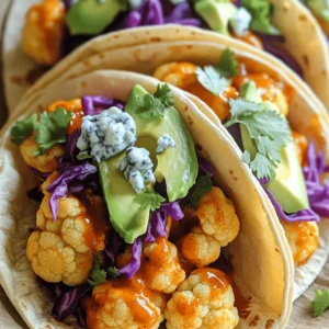 - 1 medium head of cauliflower - 1 cup all-purpose flour - 1 cup water Buffalo cauliflower tacos start with fresh cauliflower. I like to choose a medium head. This size gives you enough florets for a good meal. Next, you need flour and water to make the batter. The flour adds a nice crunch when baked. - 1 teaspoon garlic powder - 1 teaspoon onion powder - 1 teaspoon smoked paprika - Salt and pepper to taste - 1 cup buffalo sauce Flavor is key in these tacos. I add garlic powder, onion powder, and smoked paprika to the batter. These spices give it a rich taste. Don't forget the salt and pepper! Next, you’ll want some buffalo sauce. This sauce gives the cauliflower its signature kick. You can use store-bought or make your own. - 8 small corn or flour tortillas - 1 ripe avocado, sliced - 1 cup shredded red cabbage - 1/2 cup crumbled blue cheese (optional) - Fresh cilantro, chopped for garnish For the tacos, you need small tortillas. I like corn or flour ones, depending on your taste. Avocado adds creaminess, while shredded cabbage adds crunch. You can sprinkle blue cheese on top if you like it. Finally, finish with fresh cilantro for a pop of color and flavor. For the full recipe, check out the detailed instructions to make these tasty tacos. - Start by preheating your oven to 450°F (230°C). This high heat gives the cauliflower a crispy texture. - Line a baking sheet with parchment paper. This helps the cauliflower not stick. - In a medium bowl, mix one cup of all-purpose flour with one cup of water, garlic powder, onion powder, smoked paprika, and a pinch of salt and pepper. Whisk until smooth. - Take each cauliflower floret and dip it into the batter. Make sure each piece is coated well. Shake off the extra batter. - Place the coated florets in a single layer on the lined baking sheet. - Bake the cauliflower for 20 minutes. They should be tender and golden brown at this point. - After 20 minutes, take the baking sheet out of the oven. Toss the baked cauliflower in one cup of buffalo sauce. Make sure every piece is covered. - Put the sauced cauliflower back in the oven and bake for another 10 minutes. This step helps the sauce stick and adds great flavor. - While waiting, warm your tortillas. Heat a dry skillet over medium heat. Warm each tortilla for about 30 seconds on each side. - To assemble your tacos, take a warm tortilla and fill it with a generous amount of the buffalo cauliflower. - Add a few slices of creamy avocado, a handful of shredded red cabbage, and sprinkle crumbled blue cheese if you like. - Finish with fresh chopped cilantro and drizzle some extra buffalo sauce for those who enjoy more heat. For the complete recipe, check out the Full Recipe section. To get that perfect cauliflower texture, focus on the batter. You want it smooth and thick. If it's too thin, add more flour. If it's too thick, add a bit more water. This balance is key for a good coating. When baking, adjust your time based on your oven. Every oven is different. Start with 20 minutes, but check for a golden color. If it looks pale, give it a few extra minutes. Spice up your tacos with different sauces. Try ranch or garlic aioli for a twist. You can even mix buffalo sauce with honey for a sweet touch. Experiment to find your favorite blend. Toppings can change your dish too. Add sliced jalapeños for heat or pickled onions for tang. You can also use diced tomatoes or corn for extra crunch. Pair these tacos with simple sides. A fresh salad or crispy fries work well. You could also serve them with a side of guacamole for a creamy dip. For drinks, consider a cold beer or a fruity soda. A light lemonade can also balance the spice. Make your meal fun and complete with these pairings. For the full recipe, check out the instructions above! {{image_4}} You can swap out cauliflower for tempeh or tofu. These options add great protein. Tempeh has a nutty flavor. Tofu is soft but will soak up all the flavors. Both choices fit perfectly in tacos. For a vegan-friendly meal, just skip the blue cheese. You can use avocado or a vegan cheese instead. This keeps your tacos tasty and plant-based. If you need gluten-free options, use almond flour or chickpea flour instead of all-purpose flour. These will create a great batter. Make sure your tortillas are gluten-free as well. For those on a low-carb diet, try lettuce wraps instead of tortillas. This will keep the meal light and fresh. You won’t miss the carbs, trust me! Don’t be afraid to experiment with spices! Adding cumin or chili powder can boost the flavor. You can also try smoked paprika for a deeper taste. Seasonal vegetables like bell peppers or zucchini can add crunch and color. Toss them in with the cauliflower for a colorful taco. This keeps the dish exciting and full of surprises. For the complete recipe, check out the Full Recipe. To store leftovers, let the tacos cool first. Place them in an airtight container. This helps keep the flavors fresh. Use a glass or plastic container with a tight lid. It prevents moisture from getting in. You can keep them in the fridge for up to three days. When reheating, I recommend using an oven or toaster oven. This keeps the cauliflower crunchy. Preheat your oven to 350°F (175°C). Place the tacos on a baking sheet. Heat them for about 10 minutes. Check to see if they are warm throughout. You can also use a skillet. Heat it on medium-low and warm the tacos for about five minutes. Yes, you can freeze buffalo cauliflower! However, I suggest freezing the cauliflower and tortillas separately. This keeps the texture nice. To freeze, let the cauliflower cool completely. Place it in a freezer bag, squeezing out the air. For the tortillas, stack them and wrap in foil. They can last up to three months in the freezer. When ready to eat, thaw both in the fridge overnight before reheating. To achieve a crispy batter on your cauliflower, start with a great batter mix. Use a mix of flour and water, and whisk until smooth. The key is to coat each floret evenly. Here are some techniques to help: - Use Cold Water: Cold water helps keep the batter light and crispy. - Don't Overcrowd: Bake the florets in a single layer. This allows hot air to circulate around them. - Bake at High Heat: Preheat your oven to 450°F (230°C). High heat crisps the outside while keeping the inside tender. Yes, you can use other vegetables! Some great substitutes include: - Broccoli: It has a similar texture and holds up well with the batter. - Zucchini: Cut into strips and coated, it can add a nice twist. - Mushrooms: They soak up the buffalo sauce well and give a meaty texture. Feel free to experiment with your favorites! For the best flavor, I love using Frank's RedHot sauce. It has a great balance of heat and flavor. If you want to try making your own, here’s a simple recipe: - Combine 1 cup of hot sauce, 1/2 cup of melted butter, and a splash of vinegar. - Adjust to taste by adding more butter for richness or more hot sauce for extra heat. If you want to tone down the heat, here are some easy tips: - Use Less Sauce: Coat the cauliflower lightly with buffalo sauce. - Add Creamy Elements: Include avocado or sour cream as toppings. These will help cool the spice. - Choose Milder Sauce: Try a milder hot sauce or mix your buffalo sauce with ketchup or honey to sweeten it up. Now, you're ready to enjoy your buffalo cauliflower tacos! For the full recipe, check the detailed cooking instructions above. Buffalo cauliflower tacos offer a tasty and fun meal. You learned how to prepare crispy cauliflower, mix flavors, and assemble your tacos. Feel free to customize your toppings and sauces to fit your taste. These tacos are easy to store and reheat, making them perfect for any meal. Whether you're feeding friends or enjoying a solo dinner, this recipe brings joy to your table. Dive into your kitchen and enjoy making these delicious tacos!