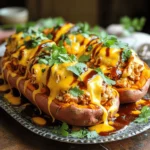 - 4 medium-sized sweet potatoes - 2 cups of cooked and shredded chicken - 1 cup of BBQ sauce (your choice: store-bought or homemade) - 1 cup of corn kernels (can be fresh, frozen, or canned) - ½ cup of red onion, finely diced - ½ cup of shredded cheddar cheese (optional, for extra creaminess) - Salt and pepper, to taste - ¼ cup of fresh cilantro, chopped Sweet potatoes are the star in this dish. They add sweetness and nutrition. You can use any type of BBQ sauce you like. Homemade sauce can add a personal touch. Corn kernels bring a nice crunch to the filling. Red onion adds a sharp flavor that balances the sweetness. Shredded cheddar cheese gives a creamy finish if you choose to use it. Seasoning with salt and pepper boosts all the flavors. Fresh cilantro adds a burst of color and taste. These ingredients come together to create a filling that will impress everyone. 1. Preheat your oven to 400°F (200°C). 2. Wash the sweet potatoes under running water. 3. Use a fork to prick each potato. This helps steam escape. 4. Place the sweet potatoes on a baking sheet. 5. Bake them for 45-60 minutes. The potatoes should be soft enough to pierce with a fork. 1. In a bowl, mix the shredded chicken with BBQ sauce. 2. Adjust the sauce to your taste for sweetness and tanginess. 3. Heat a small skillet on medium heat. 4. Add the finely diced red onion and sauté for about 3-4 minutes. 5. Once the onion is soft, mix it with the BBQ chicken. 6. Stir in the corn kernels and season with salt and pepper. 1. After baking, let the sweet potatoes cool for a few minutes. 2. Slice each potato in half lengthwise. 3. Use a fork to mash part of the insides. 4. Spoon the BBQ chicken mixture into each half. 5. If you like, sprinkle shredded cheddar cheese on top. 6. Return the stuffed potatoes to the oven for 5-10 minutes. 7. Remove from the oven and garnish with chopped cilantro. How to choose the best sweet potatoes Select sweet potatoes that feel firm and heavy. Look for smooth skin without dark spots. A good sweet potato should be free from blemishes. Go for medium-sized ones for easy stuffing. Adjusting BBQ sauce for flavor Taste your BBQ sauce before using it. If you like it sweeter, add honey or brown sugar. For more tang, mix in a little vinegar. Adjust until the flavor suits your taste. Baking tips for evenly cooked sweet potatoes Preheat your oven to 400°F (200°C). Wash and prick the sweet potatoes with a fork. This helps them cook evenly. Bake them for 45-60 minutes. Check with a fork to see if they are tender. Alternative cooking methods You can use a microwave for quicker cooking. Prick the sweet potatoes and place them on a microwave-safe dish. Microwave on high for about 5-10 minutes. Flip halfway through for even cooking. Serving suggestions Arrange your stuffed sweet potatoes on a large platter. This makes for a beautiful display. You can serve them as a main dish or a side. Adding garnishes for visual appeal Drizzle some extra BBQ sauce on top for color. Finish with freshly chopped cilantro for a vibrant touch. This adds flavor and makes the dish pop. {{image_4}} You can switch up the protein in BBQ chicken stuffed sweet potatoes. If you like pulled pork, it works great. Use shredded pork mixed with your favorite BBQ sauce. Beef is another option. Use shredded beef for a heartier taste. For a meatless version, try using black beans. They add protein and fiber. You can also use grilled mushrooms for a savory flavor. Chickpeas are another great option. They add a nice texture and pair well with BBQ sauce. Add a twist to your dish by using different spices. A pinch of smoked paprika or cumin can elevate the flavor. You might also try hot sauce for a kick. Mixing in some garlic powder adds depth too. Cheese lovers can enjoy different types of cheese. Swap cheddar for pepper jack for heat. Or try blue cheese for a bold taste. Cream cheese can make the filling extra creamy. Just mix it with your BBQ chicken before stuffing. To balance the meal, serve BBQ chicken stuffed sweet potatoes with a fresh salad. A simple green salad or coleslaw works well. You can also try corn on the cob for a sweet touch. Baked beans add a hearty side that pairs nicely. For drinks, a cold iced tea or lemonade complements the dish perfectly. If you prefer something stronger, try a light beer. A fruity mocktail can also be a fun choice for everyone to enjoy. To keep leftovers fresh, let them cool first. Place the stuffed sweet potatoes in an airtight container. Store them in the fridge for up to three days. This method keeps the flavors intact and the sweet potatoes moist. To reheat, use the oven for best results. Preheat it to 350°F (175°C). Place the stuffed sweet potatoes on a baking sheet. Heat for about 15-20 minutes. You can also use a microwave. Microwave on high for 2-3 minutes. Check to see if they are hot all the way through. For long-term storage, freeze the stuffed sweet potatoes. Wrap each potato tightly in plastic wrap, then place them in a freezer bag. They can last for up to three months in the freezer. When ready to eat, thaw in the fridge overnight. Reheat them in the oven or microwave as mentioned above. Bake sweet potatoes for about 45-60 minutes at 400°F (200°C). Check for tenderness with a fork. If the fork slides in easily, they are done. Baking times can vary based on potato size. Always wash and prick them before baking to let steam escape. Yes, you can use other sauces. Try teriyaki, buffalo, or ranch dressing. Each sauce adds its own flavor. You can even mix sauces for a unique taste. Just make sure it works well with chicken. BBQ Chicken Stuffed Sweet Potatoes are quite healthy. Sweet potatoes are rich in fiber, vitamins, and minerals. They provide energy and are good for your digestion. Chicken adds protein, which helps build muscles. When you add corn and cilantro, you get more nutrients. This dish is balanced and filling, making it a great meal choice. BBQ Chicken Stuffed Sweet Potatoes offer a simple and tasty meal. We explored the key ingredients like sweet potatoes, chicken, and BBQ sauce, plus various tips for cooking and presentation. This dish is versatile, letting you tweak flavors and protein choices to suit your taste. In the end, these stuffed sweet potatoes are not just filling; they are fun to make. Try them today. Enjoy the blend of flavors!