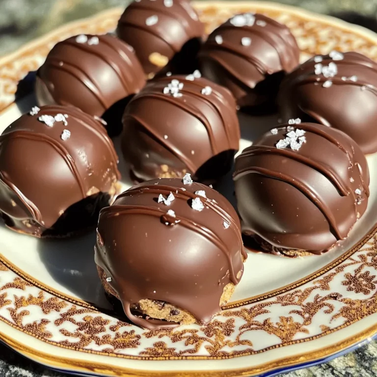 To make these tasty bites, you need a few key items. Here’s what you will need: - 1 cup all-purpose flour - 1/2 teaspoon baking soda - 1/4 teaspoon salt - 1/4 cup unsalted butter, softened - 1/4 cup brown sugar, tightly packed - 1/4 cup granulated sugar - 1 teaspoon pure vanilla extract - 1 cup semi-sweet chocolate chips - 2 tablespoons milk (any kind) - Coating: 1 cup dark chocolate chips These ingredients come together to create a rich and creamy dough. The combination of butter, sugars, and flour is what gives these bites their signature texture. You can add some fun twists to your cookie dough bites. Here are some ideas: - Chopped nuts for crunch - Sprinkles for a splash of color - Peanut butter for a nutty flavor - Sea salt for a sweet and salty mix Feel free to get creative! Each addition can change the flavor and add a new layer of fun. If you have dietary needs, you can still enjoy these bites. Try these swaps: - Use gluten-free flour for a gluten-free option - Replace butter with coconut oil for dairy-free bites - Use maple syrup instead of granulated sugar for a natural sweetener These alternative ingredients make it easy for everyone to enjoy this treat while keeping their dietary preferences in mind. Start by gathering your dry ingredients. In a medium bowl, whisk together the all-purpose flour, baking soda, and salt. This mix is key for the right texture. Make sure to combine them well. Set this bowl aside for later. Next, take a large mixing bowl. Add softened butter, brown sugar, and granulated sugar. Use an electric mixer on medium speed. Beat the mixture for about 2 to 3 minutes until it's smooth and fluffy. This step makes your bites light and tasty. Now, pour in the vanilla extract and milk into the butter mix. Stir until everything blends well. The mixture should be smooth and creamy. Then, take the flour mix and add it slowly to the wet ingredients. Mix gently until just combined. Do not overmix, or the bites may become dense. Time to shape your dough! Use a cookie scoop or tablespoon to portion out the dough. Roll each piece into a ball, about 1 inch in diameter. Place these dough balls on a baking sheet lined with parchment paper. This will help them not stick. Then, put the baking sheet in the freezer for about 30 minutes. This step is important for easy coating later. While the dough balls chill, melt your dark chocolate chips. Use a microwave-safe bowl and heat in 30-second increments. Stir between each time until the chocolate is smooth. Once the dough balls are firm, dip each one into the melted chocolate. Ensure they are fully coated. Use a fork to lift them out and let the excess chocolate drip back. Return the chocolate-covered dough bites to the parchment-lined baking sheet. Refrigerate them for about 15 to 20 minutes. This allows the chocolate to harden. For a fun presentation, arrange the bites on a decorative plate. Drizzle with a bit of melted chocolate and sprinkle with sea salt for added flavor. Enjoy your sweet treat! When making chocolate chip cookie dough bites, a few common mistakes can ruin your treats. First, don't skip the chilling step. Chilling helps the dough firm up, making it easier to dip. Second, avoid overmixing the dough. Overmixing can lead to tough bites instead of soft ones. Lastly, ensure your butter is softened, not melted. Melted butter changes the dough's texture, making it too runny. For a soft and chewy texture, be gentle when mixing. Use a spatula to fold in the chocolate chips. This prevents breaking down the dough. Also, remember to chill the dough balls after shaping. This step is key for a nice bite that holds its shape. If you want a richer flavor, let the dough sit for a few hours before shaping. Storing leftover cookie dough is easy. Place any unused dough in an airtight container. It can last in the fridge for up to a week. For longer storage, freeze the dough balls. Just freeze them on a baking sheet first, then transfer to a bag. They will stay fresh for about three months. When ready to enjoy, thaw them in the fridge before dipping. {{image_4}} You can easily make these bites vegan. Just swap the butter for vegan butter or coconut oil. Use plant-based milk, like almond or soy. For the chocolate chips, pick dairy-free options. These changes keep all the yummy flavors but make them vegan-friendly. To make gluten-free cookie dough bites, use gluten-free flour. I recommend almond flour or a gluten-free blend. The taste stays great, and the texture remains soft. Just follow the same steps in the recipe. Your bites will still be delicious and safe for those who need gluten-free treats. You can add fun flavors to your cookie dough bites. Try mixing in peanut butter or almond butter for a nutty twist. You can also toss in chopped nuts, dried fruit, or even sprinkles. Each addition gives a unique taste and texture. Feel free to experiment with different flavors to find your favorite combination! To keep your chocolate chip cookie dough bites fresh, store them in an airtight container. Make sure they cool completely before placing them in the container. If you stack them, use parchment paper between layers to prevent sticking. Keep them in the fridge for up to a week. This helps them maintain their soft texture. You can freeze these bites for later enjoyment. After you shape the dough into balls, place them on a baking sheet. Freeze them until firm, then transfer to a freezer bag. Remove as much air as possible to avoid freezer burn. They can last up to three months in the freezer. When you want to eat them, just thaw in the fridge overnight. These cookie dough bites taste best fresh, but they can stay good for a bit. In the fridge, they last about a week. For longer storage, freezing is best. If you want to warm them, pop them in the microwave for 10-15 seconds. This makes them soft again, just like fresh! Yes, you can eat cookie dough bites raw! I use heat-treated flour to make them safe. This step removes any harmful bacteria. It’s the perfect way to enjoy the sweet taste without worry. To make cookie dough bites healthier, try these tips: - Use coconut oil instead of butter. - Replace white sugar with maple syrup or honey. - Add nuts or dried fruit for extra nutrition. These changes keep the flavor while cutting down on sugar and fat. You can find pre-made cookie dough bites at many grocery stores. Look in the frozen dessert aisle. Brands like Doughp and Edoughble offer ready-to-eat options. Always check the labels for health info and flavors. If you want to skip butter, use these substitutes: - Coconut oil for a nutty flavor. - Applesauce for a lower-fat option. - Nut butters for creaminess. These alternatives change the taste, but they work well in cookie dough bites. To keep your cookie dough bites fresh, store them in an airtight container. They stay good in the fridge for up to a week. For longer storage, freeze them for up to three months. Just thaw them in the fridge before enjoying! You learned about making delicious chocolate chip cookie dough bites. We covered essential and optional ingredients, and many ways to customize them. You now know how to prepare the dough and shape it right. I shared tips to avoid mistakes and ensure great texture. These bites are simple and fun to make. Enjoy experimenting with flavors and variations. With the right storage, they can last a while too. Dive in and start creating your own tasty treats!