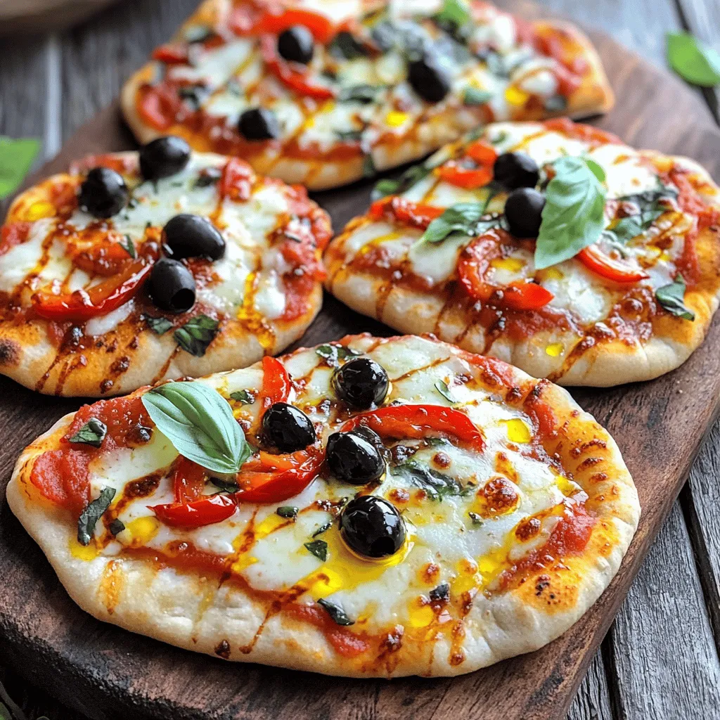 - 4 pieces of naan bread Naan bread serves as the base for your pizza. It’s soft and easy to handle. You can use store-bought naan to save time. Or, if you’re feeling adventurous, you can make your own from scratch! - 1 cup pizza sauce - 1 cup shredded mozzarella cheese - 1/2 cup roasted red peppers, sliced - 1/4 cup black olives, sliced - Salt and pepper to taste - 1/4 cup fresh basil leaves, chopped The toppings make your naan pizza unique. The pizza sauce adds a rich flavor. Mozzarella cheese brings gooey goodness. Roasted red peppers offer a sweet touch. Black olives add a salty contrast. Finally, fresh basil brightens every bite. Don’t forget to season with salt and pepper to your liking. - 2 tablespoons olive oil - 4 cloves garlic, minced - 1 teaspoon red chili flakes (adjust to taste) This garlic chili oil is the star of the show. You mix minced garlic with olive oil and chili flakes. This mix brings warmth and flavor to your naan. You can adjust the chili flakes based on your heat preference. It’s a simple step that adds depth to your meal. First, preheat your oven to 425°F (220°C). This step is key for a crispy crust. While the oven heats up, you can prepare the other ingredients. This makes your cooking process smooth and quick. In a small bowl, mix four cloves of minced garlic with two tablespoons of olive oil. Add one teaspoon of red chili flakes for heat. This blend creates a tasty garlic chili oil. Let it sit for a few minutes. This allows the flavors to blend well together, making it more delicious. Take four pieces of naan bread and place them on a baking sheet. Use a brush to apply the garlic chili oil on each naan. Spread about 1/4 cup of pizza sauce on top of each piece. Leave a small edge for the crust. Then, sprinkle one cup of shredded mozzarella cheese over the sauce. Add sliced roasted red peppers and black olives for tasty toppings. Season with salt and pepper to your liking. Now it’s time to bake! Place the naan pizzas in the preheated oven. Bake them for 10 to 12 minutes. You want the cheese to bubble and turn light golden. Once done, take them out and let them cool for a minute. Finally, sprinkle fresh basil on top for a bright flavor. Enjoy your delicious chili garlic naan pizza! To get a crispy crust on your naan pizza, start with a hot oven. Preheat it to 425°F (220°C). This high heat helps the naan crisp up nicely. Brush the garlic chili oil on both sides of the naan. This adds flavor and helps with crispiness. If you like it extra crispy, bake it a bit longer. Just keep an eye on it to avoid burning. You can mix and match toppings to create your own flavor. Try adding fresh spinach, artichokes, or even grilled chicken. For a spicy kick, add more chili flakes. If you want a creamy element, sprinkle some ricotta or feta cheese on top. Remember to balance flavors. Pair rich toppings with fresh herbs like basil or cilantro for a bright taste. Make your naan pizza look great when serving. Use a wooden board to present it nicely. Drizzle some extra garlic chili oil over the top for a pop of flavor. Add a small bowl of fresh basil leaves on the side. This adds color and makes it fun to serve. You can also slice the pizzas into small pieces for easy sharing. {{image_4}} You can easily make this naan pizza vegetarian. Just skip the black olives if you prefer. Add more veggies like bell peppers, mushrooms, or spinach. These will give you great taste and color. You can also use artichokes or zucchini for a fun twist. Each bite will burst with fresh flavors. If you love heat, add more chili flakes. You can also top your pizza with slices of jalapeños or banana peppers. These spicy additions will make your pizza even more exciting. Consider adding a drizzle of sriracha right before serving for a fiery finish. Adjust the spice to your taste and enjoy the kick! Feel free to swap out the pizza sauce. Use pesto, hummus, or even a spicy harissa. Each sauce brings a new flavor. When it comes to cheese, try feta, goat cheese, or even a vegan cheese option. Mixing different cheeses can create a unique melt that is simply delightful. Get creative and have fun with your choices! To keep your leftover naan pizzas fresh, let them cool first. Place them in an airtight container. You can also wrap each pizza in plastic wrap. Store them in the fridge for up to three days. If you want to keep them longer, consider freezing them. When you reheat naan pizzas, use an oven or toaster oven. Preheat it to 350°F (175°C). Place the pizza on a baking sheet. Heat for about 10 minutes. This will keep the crust crispy and the cheese melty. You can also use a microwave, but it may make the crust soft. If you have extra naan, freeze it for later. Wrap each piece in plastic wrap. Then, place them in a freezer bag. This way, they won’t stick together. You can freeze naan for up to three months. When you're ready, just thaw them in the fridge overnight. Yes, you can use store-bought naan. It saves time and effort. Look for naan that is fresh and fluffy. You can find it in most grocery stores. This makes your cooking easy and quick. The best toppings for naan pizza are: - Shredded mozzarella cheese - Sliced roasted red peppers - Black olives - Fresh basil leaves - Pizza sauce - Additional options like pepperoni or mushrooms Feel free to mix and match. Choose toppings you love. This pizza is great for using leftovers too. To make naan pizza vegan, follow these steps: 1. Use vegan naan or make your own. 2. Replace mozzarella cheese with vegan cheese or omit it. 3. Use a pizza sauce without dairy. You can also load it with veggies. This way, you get a tasty, vegan naan pizza. In this post, we explored how to make tasty naan pizza. We covered ingredients like naan, toppings, and garlic chili oil. I shared step-by-step instructions for baking them to perfection. Tips and tricks helped you achieve a crispy crust and presented them beautifully. We also discussed fun variations and how to store your leftovers. Make delicious naan pizza at home for family and friends. You can easily adjust flavors to suit any taste. Enjoy your cooking!