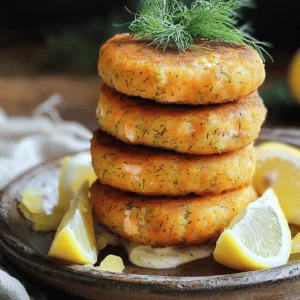 Here’s what you need to make Lemon Dill Salmon Cakes: - 1 lb fresh salmon fillets, skin removed - 1/2 cup Panko breadcrumbs - 1/4 cup plain Greek yogurt - 1 large egg, lightly beaten - 2 tablespoons fresh lemon juice - 1 tablespoon lemon zest - 2 tablespoons fresh dill, finely chopped - 1 clove garlic, minced - Salt and pepper, to taste - 2 tablespoons olive oil These ingredients create a burst of flavor. The fresh salmon gives a rich taste. Panko breadcrumbs add a nice crunch. Greek yogurt keeps the cakes moist and creamy. Lemon juice and zest bring a bright note. Dill adds a fresh, herby flavor. Garlic gives the cakes a savory touch. Use salt and pepper to season to your liking. Olive oil is perfect for frying to a golden brown. 1. Preheating the oven: Start by preheating your oven to 375°F (190°C). This helps cook the salmon evenly. 2. Baking salmon fillets: Place the salmon fillets on a baking sheet lined with parchment paper. Bake them for about 15 minutes. You want the fish to look opaque and flake easily with a fork. 3. Flaking salmon: Let the salmon cool slightly after baking. Then, transfer it to a large mixing bowl. Use a fork to flake the salmon into small pieces. 1. Combining the flaked salmon with other ingredients: In the bowl with the flaked salmon, add the Panko breadcrumbs, Greek yogurt, beaten egg, lemon juice, lemon zest, chopped dill, and minced garlic. 2. Ensuring moisture and consistency: Add salt and pepper to taste. Mix everything well. You want a moist mixture that can still hold its shape. 1. Shaping the salmon mixture into patties: With clean hands, divide the mixture into equal portions. Shape each portion into a patty about 3 inches in diameter and 1/2 inch thick. 2. Yielding a specific number of cakes: You should get around 8 patties from this mixture, depending on how you shape them. 1. Heating the oil in a skillet: In a non-stick skillet, heat 2 tablespoons of olive oil over medium heat until it shimmers. 2. Cooking times and flipping tips: Carefully place the salmon cakes in the skillet. Cook for about 4-5 minutes on each side. They should turn golden brown and crispy. Flip them gently to keep their shape. - Presentation and garnishing ideas: Once cooked, place the salmon cakes on a paper towel-lined plate to drain excess oil. Serve warm with lemon wedges. You can place them on a bed of mixed greens for a colorful touch. Stack the cakes for a beautiful presentation and add a sprig of fresh dill on top. Drizzle with extra lemon juice for a burst of flavor. To get a crispy outside for your salmon cakes, use Panko breadcrumbs. They make the cakes crunchy and golden. Make sure your oil is hot before adding the cakes. This helps them crisp up fast. Avoid dryness by not overcooking them. A good rule is to cook them for 4 to 5 minutes on each side. If they seem too dry, add a bit more yogurt to the mix next time. Herbs and spices can take your salmon cakes to the next level. Try adding parsley or chives along with the dill. They add freshness and depth to the flavor. The lemon is key too. It brightens the dish and balances the richness of the salmon. Always use fresh lemon juice and zest for the best taste. You can bake or grill these cakes if you want healthier options. To bake, set your oven to 375°F (190°C) and cook for about 15 minutes. For grilling, use a medium heat and oil the grill grates well. This prevents sticking. When using a skillet, keep the heat medium to avoid burning. Always flip the cakes gently to keep them intact. {{image_4}} You can easily swap fresh salmon for canned or smoked salmon. Canned salmon works well when you are short on time. It offers a good flavor and saves prep time. Smoked salmon adds a unique, rich taste. Just ensure you break it into small pieces before mixing it in. Instead of Greek yogurt, you can use sour cream or even cottage cheese. Each brings a different flavor and texture. Sour cream adds a tangy taste, while cottage cheese offers a lighter feel. Both options keep your salmon cakes moist. To change up the taste, you can add fresh herbs like parsley or chives. These herbs add a fresh twist. They brighten the flavor and give your cakes a lovely color. You can also mix in spices like paprika or cayenne. Paprika adds warmth, while cayenne gives a nice kick. Adjust the amount based on your spice preference. You can pair your salmon cakes with various sides. A crisp salad or grains like quinoa work great. They add texture and a balanced plate. For a fun twist, turn the salmon cakes into sliders or appetizers. Just use smaller patties and serve them on mini buns. This style is perfect for parties or casual gatherings. Store leftover salmon cakes in an airtight container. This keeps them fresh and safe. They stay good for about 3 days in the fridge. To reheat, use a skillet or microwave. This helps keep their texture nice. You can freeze salmon cakes for later. To do this, place them in a single layer on a baking sheet. Freeze for one hour, then transfer them to a freezer bag. They keep well for up to 3 months. When ready to eat, thaw them in the fridge overnight. Cook them in a skillet until warm and crispy. Enjoy your delicious meal anytime! To keep your salmon cakes from falling apart, you need to bind the ingredients well. Here are some tips: - Use Panko breadcrumbs for a better hold. - Add Greek yogurt for moisture and binding. - Use a beaten egg to help the mixture stick together. - Don’t skip the chilling step. Refrigerate the cakes for 30 minutes before cooking. This helps them firm up. Mix the ingredients until just combined. Overmixing can make them dry. Yes, you can bake the salmon cakes. This method is healthier and still tasty. Here’s how: - Preheat your oven to 375°F (190°C). - Place the formed cakes on a lined baking sheet. - Brush them lightly with olive oil. - Bake for about 20 minutes, flipping halfway for even cooking. Baking gives you a crispy texture without the oil. These salmon cakes pair well with several sides. Here are some great options: - A fresh green salad with lemon vinaigrette. - Roasted vegetables for a warm side. - Quinoa or rice for a filling option. - Tartar sauce or a yogurt dip adds a nice touch. These sides complement the lemon and dill flavors perfectly. Leftovers can last for up to 3 days in the fridge. To store them: - Place them in an airtight container. - Make sure they are completely cooled before sealing. Reheat them in the oven or skillet for the best taste. Always check for any signs of spoilage before eating. In this post, we explored a delicious lemon dill salmon cake recipe. You learned about key ingredients like fresh salmon, Greek yogurt, and herbs. We also covered simple steps for mixing, shaping, and cooking the cakes. With tips for perfect texture and variations for added flavor, you can customize these cakes to suit your taste. Remember to store leftovers properly for best freshness. Enjoy making these tasty salmon cakes and share them with friends!