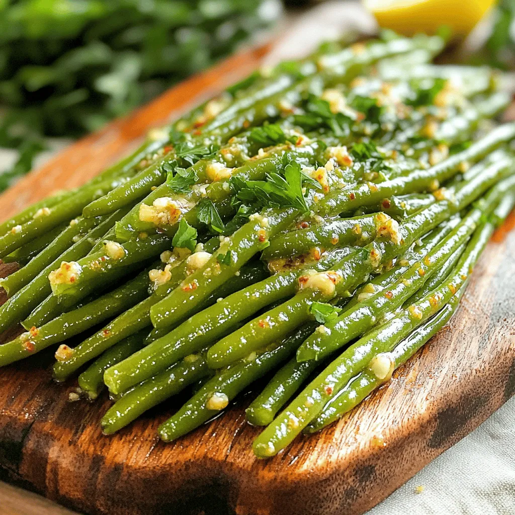 - 1 lb fresh green beans, trimmed Start with fresh green beans. Look for vibrant, firm beans. Trim the ends for even cooking. This will help them cook well in the air fryer. - 3 tablespoons unsalted butter, melted - 4 cloves garlic, finely minced - 1 teaspoon onion powder - 1 teaspoon smoked paprika - ½ teaspoon sea salt - ¼ teaspoon freshly ground black pepper - 1 tablespoon freshly squeezed lemon juice Next, we create the garlic butter sauce. Melt the butter in a bowl. Add minced garlic, onion powder, smoked paprika, sea salt, and black pepper. Stir until well mixed. This sauce gives the beans a rich flavor. - 2 tablespoons grated Parmesan cheese (optional) - Fresh parsley, finely chopped (for garnish) For a tasty twist, use grated Parmesan cheese on top. It adds a nice creaminess. Also, finely chopped parsley makes the dish look fresh and colorful. You can add these at the end for extra flavor and presentation. These ingredients come together to make a simple yet delicious dish. You will love the crispy texture and the rich garlic taste. First, melt 3 tablespoons of unsalted butter. I prefer using unsalted butter for better control of salt. Next, finely mince 4 cloves of garlic. Combine both in a large mixing bowl. Add 1 teaspoon of onion powder and 1 teaspoon of smoked paprika. Then, sprinkle in ½ teaspoon of sea salt and ¼ teaspoon of black pepper. Mix everything well to create a rich garlic butter sauce. You want all the flavors to blend nicely. Take 1 pound of fresh green beans and trim the ends. Place the trimmed beans in the same bowl. Pour the garlic butter sauce over them. Toss the green beans gently but well, making sure each bean is coated. This step is key to infusing flavor into the beans. Preheat your air fryer to 375°F (190°C). This usually takes about 5 minutes. While it heats up, arrange the coated green beans in the air fryer basket. Spread them in a single layer to help them cook evenly. If your air fryer is small, cook the beans in batches. Now, air fry the green beans for 8-10 minutes. Shake the basket halfway through cooking to ensure even crispiness. You want them to turn golden brown and crunchy. Once done, remove them from the air fryer. Drizzle fresh lemon juice over the hot beans for a bright finish. If you like, sprinkle grated Parmesan cheese on top. Finally, garnish with finely chopped parsley for a fresh touch. Enjoy your crispy garlic butter green beans! To get the best crispiness, choose fresh green beans. Trim the ends for even cooking. The garlic butter mix is key. Make sure every bean gets coated. A single layer in the air fryer helps too. If they overlap, they won’t crisp well. Preheating your air fryer is essential. Set it to 375°F (190°C) for five minutes. When you add the green beans, arrange them in a single layer. Shake the basket halfway through cooking. This step ensures all sides cook evenly and get that crunch. Store leftover green beans in an airtight container. Keep them in the fridge for up to three days. To reheat, use the air fryer for a few minutes. This method helps regain that crispy texture. Avoid the microwave, as it can make them soggy. {{image_4}} If you want a lighter dish, swap the garlic butter for olive oil. Use about 2 tablespoons of extra virgin olive oil. It gives a nice flavor and is heart-healthy. You can also try using a plant-based butter. This keeps the dish vegan while still tasting great. You can play with spices to change the flavor. Instead of onion powder, try garlic powder for a stronger garlic taste. Add a pinch of cayenne pepper for heat. If you like herbs, try dried thyme or oregano. They add a lovely earthy touch. Want to make it more filling? Add nuts or seeds. Toasted almonds or walnuts offer a delightful crunch. You can also add cooked bacon bits for a savory twist. For a richer dish, consider stirring in cherry tomatoes or bell peppers. They add color and extra nutrients. You can store leftover green beans in an airtight container. This keeps them fresh for up to three days in the fridge. Let them cool to room temperature first. This helps avoid condensation that can make them soggy. To reheat, use the air fryer again. Preheat it to 350°F (175°C). Place the beans in the basket and cook for about 3-5 minutes. This restores their crunch. You can also use a skillet on medium heat. Just toss them for a few minutes until warm. You can freeze these green beans for later use. Blanch them first in boiling water for two minutes. Then, cool them in ice water. Drain and pack them in freezer bags. They can last up to three months in the freezer. When ready to use, cook them straight from frozen, adding a few more minutes to the air fryer time. You should cook green beans for 8 to 10 minutes. This time gives them a nice crunch while keeping them tender. Remember to shake the basket halfway through. This helps them cook evenly and get crispy. Yes, you can use frozen green beans. Just add a couple of extra minutes to the cooking time. Make sure to thaw and drain them well. This helps prevent sogginess and ensures they crisp up nicely. If you don't have Parmesan, try using nutritional yeast for a cheesy flavor. You can also use a different hard cheese, like Pecorino Romano. Both options will still add a nice taste to your dish. To keep green beans crisp, follow these tips: - Make sure they are dry before adding the garlic butter sauce. - Don’t overcrowd the air fryer basket. - Shake the basket halfway through cooking to promote even cooking. These steps help maintain their crunch and vibrant color. You learned how to make tasty air-fried green beans. We covered fresh ingredients and garlic butter seasoning. You now know the best ways to prepare and coat the green beans. Plus, tips for crispiness and storage will help you keep leftovers fresh. You also discovered various flavors to try, like healthier options and different spices. Now, enjoy creating your unique dishes with air-fried green beans. Don’t hesitate to experiment and make this recipe your own!