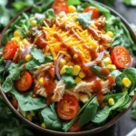 - 2 cups cooked chicken breast, shredded - 4 cups mixed greens (spinach, romaine, and arugula) - 1 cup cherry tomatoes, halved - 1 cup corn kernels (fresh or frozen) - 1/2 cup red onion, thinly sliced - 1 cup shredded cheddar cheese - 1/2 cup BBQ sauce - 1/2 cup ranch dressing - 1/4 cup fresh cilantro, chopped (optional) - Salt and freshly ground black pepper, to taste For the BBQ Ranch Chicken Salad, the ingredients play a key role. Start with cooked chicken breast, shredded to bite-sized pieces. This chicken brings protein and heartiness. Mixed greens give the salad a fresh crunch. I love to use a mix of spinach, romaine, and arugula. Each green adds its own flavor and texture. Next up are the cherry tomatoes. Halving them allows their juicy sweetness to burst in your mouth. The corn kernels add a nice pop of sweetness, too. You can use fresh corn or frozen corn, which works well. Don't forget the red onion. Thin slices give a sharp bite that balances the salad. And then there's the shredded cheddar cheese. It adds both creaminess and richness that everyone loves. For the dressings, choose your favorite BBQ sauce. The tangy flavors mix well with the ranch dressing. The ranch adds a creamy, tangy kick. Finally, a sprinkle of fresh cilantro can add a burst of flavor, but it’s optional. I like to add salt and black pepper to enhance all the tastes. With these ingredients, you create a colorful and tasty salad that can please any crowd. - Combine shredded chicken with BBQ sauce. - Toss gently to coat. Start by taking your cooked chicken breast and shredding it. I like to use my hands or two forks to shred it into nice, bite-sized pieces. Then, pour the BBQ sauce over the chicken in a large bowl. Mix it well to ensure every piece is coated. This step truly makes the chicken flavorful and juicy. - Layer mixed greens in a large serving bowl. - Distribute BBQ chicken mixture over greens. Now it’s time to build your salad. Grab a large serving bowl and add your mixed greens. I prefer a mix of spinach, romaine, and arugula for a nice texture and taste. Once the greens are ready, take your BBQ chicken mixture and spoon it over the top. Spread it evenly to give you that delicious flavor in every bite. - Arrange cherry tomatoes, corn, and red onion on top. - Sprinkle with cheddar cheese. - Drizzle ranch dressing and season. Next, let’s enhance the salad. Start by adding halved cherry tomatoes, corn kernels, and thinly sliced red onion on top of the chicken. These toppings add great color and crunch. After that, sprinkle a generous amount of shredded cheddar cheese over everything. Then, grab your ranch dressing and drizzle it all over the salad. Finish by seasoning with salt and fresh black pepper to taste. If you like, add chopped cilantro for an extra burst of flavor. Mix it all gently or keep it layered for a beautiful presentation. Enjoy your BBQ Ranch Chicken Salad! You can boost the taste of your BBQ Ranch Chicken Salad with simple tweaks. Start by using homemade BBQ sauce. Making your own sauce lets you pick the flavors you love. You can add more sweetness, heat, or tang as you like. It’s a fun way to be creative! Next, think about the ranch dressing. Adjust the amount to fit your taste. If you love creamy flavors, add more ranch. If you prefer a lighter touch, use less. The goal is to make it just right for you. When serving this salad, presentation can wow your guests. Use a large bowl for sharing. This makes the colorful layers stand out. You can also serve it in individual bowls. This gives each guest a personal touch. For a fun twist, garnish the salad with extra cilantro. A light drizzle of ranch dressing on top adds flair. This makes it look inviting and ready to eat! If you have dietary needs, there are easy swaps. For a gluten-free option, ensure your BBQ sauce and ranch dressing are gluten-free. You can also use lettuce wraps instead of greens for a low-carb meal. To make it dairy-free, swap the cheese for a vegan option. You can also use a dairy-free ranch dressing to keep the creamy taste. These adjustments let everyone enjoy this delicious salad! {{image_4}} You can easily switch up the protein in your BBQ Ranch Chicken Salad. If you want a lighter option, try grilled shrimp. Shrimp adds a nice seafood twist. You can also use tofu for a vegetarian choice. Tofu soaks up flavors well, making it tasty. Lastly, beans are a great option too. Black beans or chickpeas can make the salad filling and nutritious. To boost the flavor, consider adding more ingredients. Avocado brings creaminess and healthy fats. It makes each bite richer. Bell peppers add crunch and color. They come in many shades, so feel free to mix them. If you like heat, jalapeños are perfect. They add a spicy kick that pairs well with BBQ sauce. While ranch dressing is classic, you can explore other options. Blue cheese dressing offers a sharp taste that contrasts nicely with BBQ. A vinaigrette can lighten the dish. It adds tang and freshness, which can be really refreshing. Try different dressings to find your favorite mix. To keep your BBQ Ranch Chicken Salad fresh, store it properly. First, place any leftover salad in a clean container. A glass or plastic container with a tight lid works best. Avoid using metal containers, as they can affect the taste. Make sure to separate the BBQ chicken from the greens if possible. This keeps the salad from getting soggy. When stored well, your salad will stay fresh for about three days in the fridge. After that, the quality declines. You may notice the greens wilting or becoming mushy. For the best taste, eat the salad within this time frame. If you notice any bad smell or color change, throw it away. If you want to enjoy the chicken warm, here are some tips. Place the chicken in a microwave-safe dish. Heat it in short bursts of 30 seconds until hot. Stir between intervals to ensure even heating. Do not reheat the salad itself, as the greens will not hold up well. Instead, add the warm chicken back to the salad after reheating. This way, you get a nice warm salad without ruining the fresh ingredients. Making BBQ Ranch Chicken Salad is quick and easy. You will need just 15 minutes of prep time. The total time also stays at 15 minutes, which makes this perfect for a busy day. Yes, you can prepare this salad in advance. For the best taste, mix the chicken and sauce ahead. Store the salad in the fridge without the dressing. Add the ranch dressing just before serving. This way, the greens stay fresh and crisp. BBQ Ranch Chicken Salad pairs well with many sides. You can serve it with tortilla chips for a nice crunch. A bowl of fruit or a simple vegetable platter also makes a great match. If you want a heartier meal, add some garlic bread or grilled corn on the side. BBQ Ranch Chicken Salad is a healthy choice. It has lean chicken, fresh veggies, and lots of flavor. Each serving is filling and packed with nutrients. The salad offers protein from the chicken and fiber from the greens. Use low-fat ranch dressing to cut extra calories. Overall, it’s a tasty way to enjoy good nutrition! In this post, we explored how to make a delicious BBQ Ranch Chicken Salad. We covered key ingredients, step-by-step instructions, and useful tips. You can customize the salad to fit your taste or dietary needs. Storing leftovers properly will keep your salad fresh. Overall, this salad is quick to make and perfect for any gathering. Enjoy creating your own version with your favorite flavors!