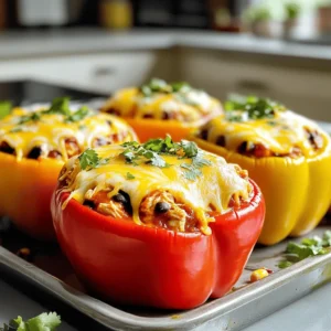 To make Chicken Enchilada Stuffed Peppers, gather these tasty ingredients: - 4 large bell peppers (pick your favorite color) - 2 cups cooked and shredded chicken - 1 cup enchilada sauce (mild or spicy) - 1 cup black beans, rinsed and drained - 1 cup corn (canned or frozen) - 1 teaspoon ground cumin - 1 teaspoon garlic powder - 1/2 teaspoon onion powder - 1 cup shredded cheese (cheddar or a blend) - 1/4 cup fresh cilantro, chopped (for garnish) - Salt and pepper to taste - Olive oil for drizzling You will need some simple supplies to prepare your dish: - A baking dish - A mixing bowl - A spoon for mixing - A knife for cutting the peppers - A cutting board These tools will help you create your stuffed peppers: - Measuring cups and spoons - Aluminum foil (to cover the baking dish) - Oven mitts (for safety) - A spatula (for serving) Each item plays a role in making your cooking easy and fun. Having everything ready makes the process smooth. Enjoy your cooking adventure! Start by preheating your oven to 375°F (190°C). Next, take four large bell peppers. You can choose any bright color you like. Cut off the tops and remove the seeds and membranes. This creates a hollow space for the filling. Drizzle a little olive oil on the outside of the peppers. This adds flavor and keeps them moist. Place the peppers upright in a baking dish. In a large mixing bowl, combine two cups of shredded chicken with one cup of enchilada sauce. You can pick mild or spicy sauce based on your taste. Add one cup of rinsed black beans and one cup of corn. Sprinkle in one teaspoon of ground cumin, one teaspoon of garlic powder, and half a teaspoon of onion powder. Season with salt and pepper to taste. Mix everything well until you have a tasty filling. Spoon the chicken mixture into each prepared pepper. Press down gently to pack the filling inside. Top each pepper with a generous amount of shredded cheese. Cover the baking dish with foil to keep in moisture. Bake in the oven for 25 minutes. Then, remove the foil and bake for another 10-15 minutes. The cheese should be bubbling and golden brown when done. Let the dish cool for a few minutes before serving. Finish with a sprinkle of chopped cilantro for extra flavor. To make your chicken enchilada stuffed peppers shine, choose fresh, firm peppers. Look for peppers that feel heavy for their size. Cut off the tops carefully, and remove all seeds and membranes. This step helps the filling taste better. Drizzle olive oil on the outside of the peppers for extra flavor. Pack the filling tightly inside each pepper. This helps them hold their shape while baking. Serve your stuffed peppers on a colorful platter for a great look. They taste great with a side of sour cream or guacamole. Fresh cilantro adds a nice touch on top. You can also serve them with a simple green salad or some rice. These sides balance the meal well and bring out the flavors in the peppers. One common mistake is overcooking the peppers. Bake them just long enough to soften, but not too much. Another mistake is not seasoning the filling enough. Taste your mixture before stuffing the peppers. Lastly, avoid using too much cheese on top. While cheese is delicious, too much can make them greasy. {{image_4}} You can easily make these stuffed peppers meat-free. Swap the chicken for more beans or lentils. Use 2 cups of black beans and add some chopped mushrooms for texture. You can also add more corn for sweetness. This keeps the dish hearty and filling without meat. If you want to change the protein, consider using shredded beef or pork. These meats bring great flavor and pair well with the enchilada sauce. You can also use shredded turkey as a lighter option. For a twist, try using tofu. Press and crumble the tofu, then mix it in with the filling. To take the flavors up a notch, add spices like chili powder or paprika. You can also mix in diced tomatoes for added moisture. For a fresh kick, try adding jalapeños or chopped green onions. A squeeze of lime juice right before serving brightens the dish. You can even play with different cheeses like pepper jack for extra heat. To keep your stuffed peppers fresh, first let them cool. Place them in an airtight container. You can store them in the fridge for up to three days. If you want to enjoy them later, proper storage is key. When you're ready to enjoy the leftovers, you can reheat them easily. Preheat your oven to 350°F (175°C). Place the stuffed peppers in a baking dish. Cover them with foil to keep the moisture in. Bake for about 20 minutes or until they are hot throughout. You can also use the microwave for a quick heat-up, but the oven keeps them nice and crispy. You can freeze these stuffed peppers for later meals. First, let them cool completely. Wrap each pepper in plastic wrap, then place them in a freezer-safe bag. They can last up to three months in the freezer. When you are ready to eat, thaw them in the fridge overnight. Reheat them as mentioned above for a quick meal. Yes, you can use fresh chicken. Just cook the chicken first. Boil, grill, or bake it until fully done. Then shred it for your filling. This will add a fresh taste to your dish. Make sure to season it well. The heat level depends on your sauce choice. If you use mild enchilada sauce, the dish is not spicy. For a kick, choose a spicy sauce. You can also add jalapeños for more heat. Adjust to your taste for a perfect balance. You can use salsa or tomato sauce if you lack enchilada sauce. A blend of diced tomatoes and spices also works great. Add chili powder, cumin, and garlic for more flavor. This keeps your dish tasty and satisfying. In this post, we explored how to make Chicken Enchilada Stuffed Peppers. We covered the key ingredients, tools, and steps needed for a tasty dish. You learned tips for perfect stuffing, serving ideas, and ways to avoid common mistakes. We also discussed variations, storage methods, and answered common questions. Now, you can create a fun meal that fits your taste. Enjoy making these tasty stuffed peppers!