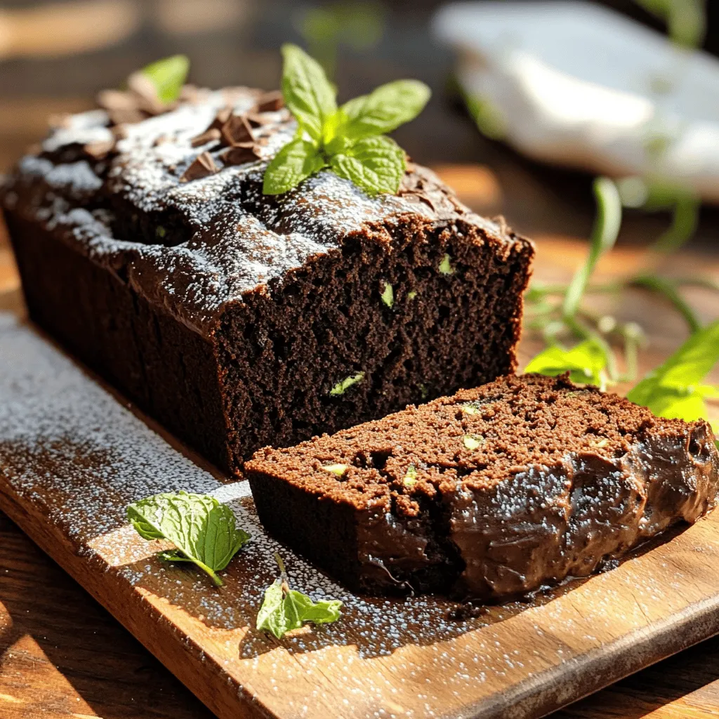- 1 cup finely grated zucchini - 1 cup all-purpose flour - 1/2 cup unsweetened cocoa powder - 1/2 cup granulated sugar - 1/2 cup packed brown sugar - 2 large eggs - 1/3 cup vegetable oil - 1 teaspoon vanilla extract - 1 cup semi-sweet chocolate chips The main ingredients are key for flavor and texture. The finely grated zucchini adds moisture. It helps keep the bread soft and tender. The cocoa powder gives a rich chocolate taste. The granulated and brown sugars add sweetness and depth. Eggs act as a binder, helping hold everything together. Vegetable oil makes the bread moist without adding a strong flavor. Vanilla extract enhances the overall taste. Semi-sweet chocolate chips add bursts of chocolate goodness in every bite. - Nuts or seeds (e.g., walnuts, pecans) - Dried fruits (e.g., raisins, cranberries) You can add nuts for a crunchy texture. Walnuts or pecans work well here. Dried fruits like raisins or cranberries add a sweet touch. These add-ins can make your bread even more delicious and unique. - Loaf pan (9x5 inch) - Mixing bowls - Whisk and spatula - Grater for zucchini Using the right tools makes baking easier. A 9x5 inch loaf pan shapes the bread well. Mixing bowls are essential for combining ingredients. A whisk helps blend dry and wet items smoothly. A spatula is key for scraping bowls clean. Lastly, a grater makes preparing zucchini fast and easy. - Grate 1 medium zucchini into a bowl. - Sprinkle with a pinch of salt. - Let it sit for about 10 minutes. This helps draw out excess moisture. - In a large bowl, combine: - 1 cup all-purpose flour - 1/2 cup unsweetened cocoa powder - 1 teaspoon baking soda - 1/2 teaspoon baking powder - 1/4 teaspoon salt - 1/2 teaspoon ground cinnamon - Whisk until there are no lumps. - In another bowl, whisk together: - 1/2 cup granulated sugar - 1/2 cup packed brown sugar - 2 large eggs - 1/3 cup vegetable oil - 1 teaspoon vanilla extract - Mix until smooth and creamy. - Squeeze the zucchini to remove extra moisture. - Fold it into the wet mixture gently. - Gradually add the wet mixture to the dry ingredients. - Stir lightly until just combined. Do not overmix. - Pour the batter into a greased 9x5 inch loaf pan. - Bake at 350°F for 50-60 minutes. - Check doneness by inserting a toothpick. It should come out clean or with a few crumbs. To make your double chocolate zucchini bread just right, avoid overmixing the batter. Mixing too much can make it dense and tough. Mix until you see no dry flour. Also, check that your baking powder and baking soda are fresh. Old leavening agents can ruin the rise and texture. Add a pinch of espresso powder to boost the chocolate flavor. It adds depth without tasting like coffee. You can also try different types of chocolate chips. Dark chocolate or white chocolate can change the taste. For a lovely look, dust the top of your bread with powdered sugar. Chocolate shavings also make it extra fancy. If you want a fun twist, serve a slice with a scoop of ice cream on the side. This adds creaminess and makes it a great dessert. {{image_4}} To make this bread vegan, I swap the eggs for flaxseed meal or applesauce. Use 1 tablespoon of flaxseed meal mixed with 2.5 tablespoons of water for each egg. This mix acts like an egg. You can also use plant-based milk like almond or oat milk instead of regular milk. For oil, choose a vegetable or coconut oil. This keeps the bread moist and tasty. If you want a gluten-free treat, replace the all-purpose flour with a gluten-free blend. Many brands offer blends that work well in baking. Look for one that includes xanthan gum, as it helps mimic the texture of regular flour. This way, you can enjoy your double chocolate zucchini bread without gluten. For a fun twist, add a hint of orange zest. This gives your bread a bright, citrus flavor that pairs nicely with chocolate. Another fun option is to incorporate peppermint extract. This gives the bread a festive touch, perfect for the holidays. Just a few drops will do, so start small and taste as you go! To keep your Double Chocolate Zucchini Bread fresh, wrap it in plastic wrap. This method keeps the bread moist. You can store it at room temperature for about three days. If you want to keep it longer, refrigerate it. This will help maintain its flavor and texture for up to a week. If you have extra bread, freezing is a great option. Wrap it tightly in plastic wrap, then place it in a freezer bag. This prevents freezer burn and keeps the bread fresh. To enjoy later, simply remove it from the freezer. Let it thaw in the fridge overnight or leave it at room temperature for a few hours. This way, you get the best taste and texture. When you want to enjoy your bread again, you can reheat it. Use a microwave for quick heating. Heat for about 15-20 seconds for a slice. If you prefer the oven, preheat it to 350°F (175°C). Place the bread on a baking sheet and warm it for about 10 minutes. This keeps the bread moist and brings back its fresh flavor. Enjoy every bite! To keep your zucchini bread from being soggy, salting and draining the zucchini is key. When you grate the zucchini, sprinkle a pinch of salt on it and let it sit for about 10 minutes. This draws out excess water, which helps the bread stay moist but not wet. After resting, squeeze the zucchini to remove more moisture. Next, check your ingredient ratios. Use the right amounts of flour and sugar in relation to the zucchini. If you use too much zucchini, it may add extra moisture. Stick to the recipe's ratios for the best results. Yes, you can use frozen zucchini! Just make sure to thaw it first and drain any excess water. You can place the zucchini in a clean kitchen towel and squeeze it to get rid of the liquid. This helps maintain the bread's texture. Frozen zucchini can work well in recipes like this. It might even be a great way to use up leftover zucchini from your garden. If you don’t have cocoa powder, you can try carob powder as a substitute. It has a similar taste and works well in sweet recipes. You can also adjust sweetness levels if you use carob, as it can taste sweeter than cocoa. Another option is to use a mix of flour and sugar, but this will change the flavor and color of your bread. Double chocolate zucchini bread is rich, moist, and easy to make. You learned about the key ingredients like grated zucchini, cocoa powder, and chocolate chips. We discussed detailed steps, tips for texture, and fun variations. Don’t hesitate to add nuts or experiment with flavors. Remember, proper storage and reheating make all the difference. Enjoy this delicious treat, knowing it’s a great way to include veggies in your diet. Happy baking!