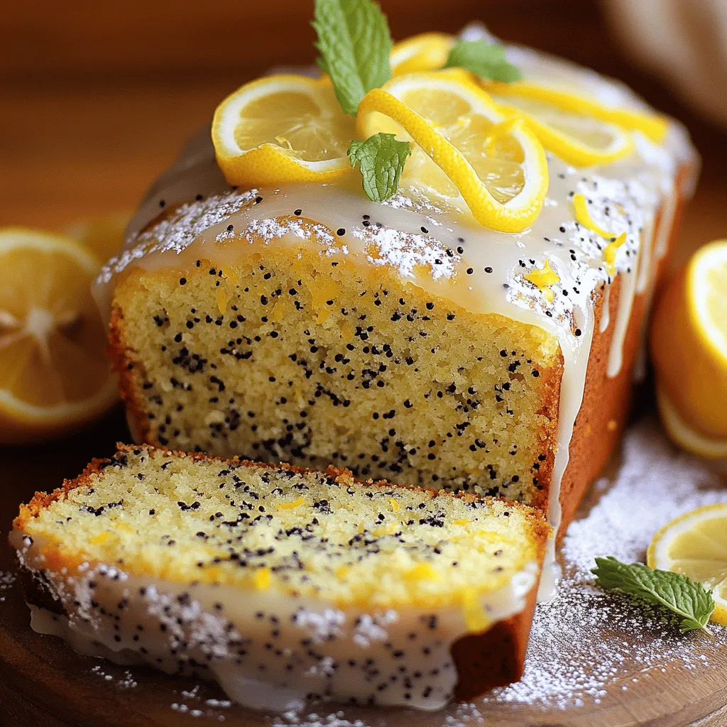 To make a Lemon Poppy Seed Loaf, gather these simple items: - 1 ½ cups all-purpose flour - 1 teaspoon baking powder - ½ teaspoon baking soda - ½ teaspoon salt - ½ cup unsalted butter, softened - 1 cup granulated sugar - 2 large eggs - 2 tablespoons poppy seeds - 2 tablespoons freshly grated lemon zest - ¼ cup freshly squeezed lemon juice - ½ cup buttermilk - 1 teaspoon pure vanilla extract The key ingredients in this loaf create a bright, fresh taste: - Lemon zest: It adds a strong lemon flavor that brightens the loaf. - Lemon juice: This gives a tangy taste and balances the sweetness. - Poppy seeds: These add a nice crunch and a unique flavor. - Buttermilk: It keeps the loaf moist and tender. Choosing quality brands can improve your baking. Here are my favorites: - All-purpose flour: King Arthur or Bob's Red Mill for consistent results. - Unsalted butter: Land O'Lakes offers a rich flavor. - Granulated sugar: Domino has a fine texture that works well in baking. - Buttermilk: Look for brands like Organic Valley for fresh flavor. These ingredients are easy to find at your local store or online. Use fresh lemons for the best zest and juice. 1. First, preheat your oven to 350°F (175°C). 2. Next, grease a 9x5-inch loaf pan. Line the bottom with parchment paper. 3. In a medium bowl, whisk together the flour, baking powder, baking soda, and salt. Set this mix aside. 4. In a large bowl, cream the softened butter and sugar with an electric mixer. Mix until light and fluffy. This takes about 3 to 4 minutes. 5. Add the eggs one by one, mixing well after each addition. 6. Now, stir in the lemon zest and lemon juice. Blend until smooth. 7. Gradually add the dry mixture to the wet mix. Alternate with the buttermilk. Start with the flour and end with it. Mix gently until just combined. 8. Finally, fold in the poppy seeds, making sure they spread evenly. 1. Pour the batter into the prepared loaf pan. Smooth the top with a spatula. 2. Bake in the oven for 55 to 65 minutes. Check for doneness with a toothpick. It should come out clean or with a few moist crumbs. 3. Once done, take the loaf out of the oven. Let it cool in the pan for about 10 minutes. 1. Carefully transfer the loaf to a wire rack to cool completely. 2. For serving, slice the loaf and place it on a decorative platter. 3. Dust the top with powdered sugar or drizzle a lemon glaze for extra flair. 4. Add lemon slices and fresh mint leaves for a pop of color and aroma. To get the best texture for your lemon poppy seed loaf, follow these tips: - Use room temperature ingredients for even mixing. - Measure flour correctly. Use a spoon to fill your measuring cup, then level it off. - Don’t overmix the batter; mix until just combined. This keeps the loaf light and fluffy. Here are some common mistakes that can ruin your loaf: - Forgetting to preheat the oven can lead to uneven baking. - Not lining the pan properly may cause sticking, making it hard to remove the loaf. - Using old baking powder or baking soda may prevent your loaf from rising well. You can easily boost the flavor of your loaf with these ideas: - Add a pinch of salt to balance the sweetness. - Use fresh lemon juice and zest for a brighter taste. - Consider adding nuts or dried fruit for a fun texture and taste. With these tips, you can create a lemon poppy seed loaf that is not only simple but also bursting with flavor! {{image_4}} You can make a gluten-free version of this loaf. Use a gluten-free flour blend instead of all-purpose flour. Look for a blend that contains xanthan gum. It helps to mimic the texture of regular flour. Follow the same steps from the original recipe. The flavor will still shine through. If you prefer muffins, this recipe works great! Simply pour the batter into a muffin tin instead of a loaf pan. Fill each cup about two-thirds full. Bake for 18-20 minutes, watching closely. You can still use the same ingredients and steps as the loaf. These muffins make a perfect grab-and-go snack. You can jazz up your lemon poppy seed loaf with fun add-ins. Try adding fresh blueberries or raspberries for a fruity twist. Chopped nuts, like walnuts or pecans, add a nice crunch. You can also mix in some dried cranberries for extra sweetness. For a richer flavor, add a teaspoon of almond extract or lemon oil. These ideas let you customize your loaf just how you like it! To keep your lemon poppy seed loaf fresh, wrap it tightly in plastic wrap. You can also use aluminum foil. This prevents it from drying out. Store it at room temperature in a cool, dry place. If you live in a warm area, refrigerate it. This helps keep it moist and tasty. If you want to save some for later, freezing works great. First, let the loaf cool completely. Then, wrap it in plastic wrap. Next, place it in a freezer bag. This keeps it safe from freezer burn. It can last up to three months in the freezer. When you’re ready, just thaw it in the fridge overnight. The loaf stays fresh for about 3-4 days at room temperature. If you keep it in the fridge, it can last up to a week. To reheat, simply slice what you need. Warm it in the microwave for about 10-15 seconds. This brings back its soft texture. Enjoy it warm for a delightful treat! You can check if your loaf is done by using a toothpick. Insert it in the center of the loaf. If it comes out clean or with a few moist crumbs, your loaf is ready. This usually takes about 55 to 65 minutes at 350°F (175°C). If you see wet batter on the toothpick, bake a little longer. Always trust your nose too. A lovely lemon smell fills your kitchen when it is close to being done. Yes, you can use lemon extract. However, fresh lemon juice gives a brighter flavor. If using extract, use about 1 tablespoon. You might want to cut back on the sugar a bit, as extract can be more potent. I always prefer fresh lemon juice for the best taste in my recipes. It truly makes the loaf shine! This loaf pairs well with many items. Here are a few ideas: - A cup of tea or coffee - Fresh berries like strawberries or blueberries - A dollop of whipped cream or Greek yogurt - A light lemon glaze for extra sweetness - Slices of lemon or mint for garnish These options elevate the experience and add a fun twist to your meal! Enjoy experimenting with flavors that make you smile. 1. Preheat your oven to 350°F (175°C). Grease a 9x5-inch loaf pan. Line the bottom with parchment paper for easy removal after baking. 2. Mix dry ingredients. In a medium bowl, whisk together 1 ½ cups all-purpose flour, 1 teaspoon baking powder, ½ teaspoon baking soda, and ½ teaspoon salt. Set this aside. 3. Cream butter and sugar. In a large bowl, beat ½ cup unsalted butter and 1 cup granulated sugar with an electric mixer. Mix until light and fluffy, about 3-4 minutes. 4. Add eggs. Add 2 large eggs, one at a time. Mix well after each addition. 5. Incorporate lemon. Stir in 2 tablespoons of freshly grated lemon zest and ¼ cup of freshly squeezed lemon juice until fully mixed. 6. Combine wet and dry. Gradually add the dry flour mix to the wet mix, alternating with ½ cup of buttermilk. Start and end with the flour. Mix gently until combined. 7. Fold in poppy seeds. Gently fold in 2 tablespoons of poppy seeds until they are evenly mixed. 8. Pour batter. Transfer the batter into the prepared loaf pan. Smooth the top with a spatula. 9. Bake. Place the pan in the oven and bake for 55-65 minutes. Check with a toothpick; it should come out clean or with a few moist crumbs. 10. Cool down. Remove the loaf from the oven. Let it cool in the pan for 10 minutes. Then, move it to a wire rack to cool completely. This recipe makes about 10 slices. Each slice contains approximately: - Calories: 180 - Fat: 7g - Carbohydrates: 27g - Protein: 3g - Sugar: 10g For a lovely presentation, slice the loaf and arrange it on a nice platter. - Add a dusting of powdered sugar. - Drizzle with lemon glaze. Mix powdered sugar and lemon juice for a zesty topping. - Garnish with lemon slices and mint leaves. This adds color and freshness. This blog post covered all you need to know about making a lemon poppy seed loaf. We explored key ingredients for great flavor, detailed step-by-step instructions for baking, and shared tips to avoid common mistakes. You can also try fun variations, like muffins or gluten-free options. Remember to store your loaf properly to keep it fresh. With these insights, you’re ready to bake a tasty treat. Enjoying your lemon poppy seed loaf will be the best reward for your efforts. Happy baking!