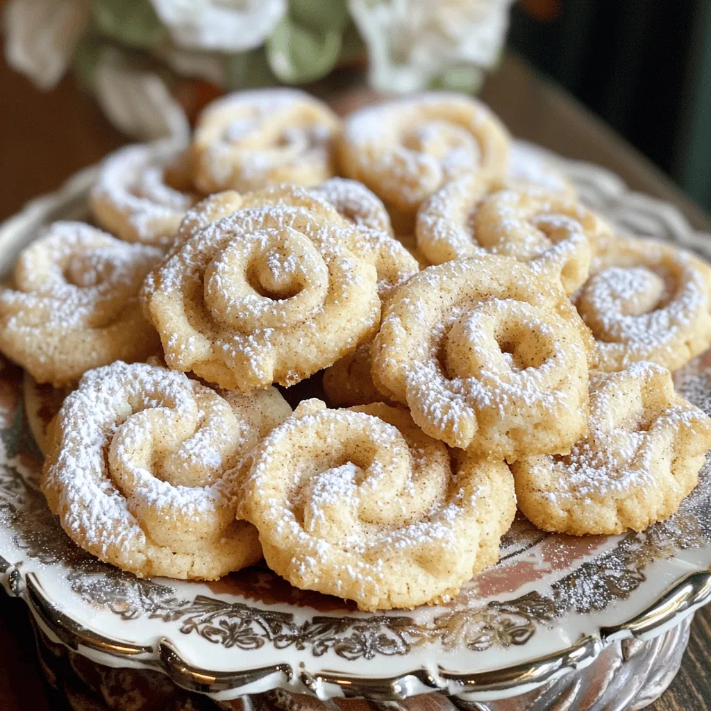 To make these tasty cookies, you need a few key ingredients: - 1 cup unsalted butter, softened - 1 cup granulated sugar - 1 large egg, at room temperature - 1 teaspoon pure vanilla extract - 2 cups all-purpose flour - 1 teaspoon baking powder - 1/2 teaspoon salt - 2 teaspoons ground cinnamon - 1/4 teaspoon freshly grated nutmeg (or ground nutmeg) - 1/2 cup powdered sugar (for rolling the cookies) These ingredients create a soft, sweet dough. The butter gives it a rich flavor. The sugar adds sweetness and helps the cookies spread. You can add more flavor to your cookies in fun ways. Consider these options: - A pinch of cayenne pepper for a spicy kick - Chopped nuts for crunch and texture - Chocolate chips for added sweetness These extras can make your cookies unique. Just remember to keep balance in flavors. Choosing the right ingredients is key for great cookies. Here are my tips: - Use high-quality butter for better taste. - Look for fresh spices, as they enhance flavor. - Choose all-purpose flour that feels soft and fine. When you pick fresh ingredients, your cookies will taste much better. Always check the expiration dates on your baking items. Freshness matters! First, preheat your oven to 350°F (175°C). This helps the cookies bake evenly. Next, line a baking sheet with parchment paper. This keeps the cookies from sticking. In a large bowl, cream together 1 cup of softened butter and 1 cup of granulated sugar. Use a hand mixer on medium speed for 3-4 minutes until light and fluffy. Then, crack in 1 large egg and add 1 teaspoon of pure vanilla extract. Beat until smooth and well mixed. In another bowl, whisk together 2 cups of all-purpose flour, 1 teaspoon of baking powder, 1/2 teaspoon of salt, 2 teaspoons of ground cinnamon, and 1/4 teaspoon of freshly grated nutmeg. Slowly add these dry ingredients to the butter mixture. Mix gently until just combined. Avoid overmixing; you want a soft dough. Use a tablespoon or cookie scoop to portion the dough. Roll each piece into a ball with your hands. In a shallow dish, mix 1/2 cup of powdered sugar with 1 teaspoon of ground cinnamon. Roll each dough ball in this mix until they are fully coated. Place the coated cookie balls on the prepared baking sheet, leaving about 2 inches between each ball. This space allows them to spread while baking. Gently press down on each ball to flatten them a bit. Bake in your preheated oven for 10-12 minutes. Look for lightly golden edges to know they are done. Once baked, take the cookies out of the oven. Let them cool on the baking sheet for 5 minutes. After that, move them to a wire rack to cool completely. For a fun touch, arrange them on a decorative plate. Dust with extra powdered sugar for a nice finish. You can also serve these cookies with warm chocolate dipping sauce. It adds a rich flavor that everyone will love! To get that churro-like texture, focus on your dough's consistency. You want it soft but not sticky. When mixing, stop as soon as the flour blends in. Overmixing makes the cookies tough. Also, remember to roll the dough balls gently. The coating of cinnamon and sugar adds a nice crunch. One common mistake is not preheating your oven. Always preheat to 350°F (175°C) before baking. This helps cookies rise and bake evenly. Another mistake is spacing the cookies too close. They need room to spread. Pressing down too hard on the dough balls can also ruin their shape. A light touch is best. Here are some tools that help you bake perfect cookies: - Mixing bowls - Hand mixer or stand mixer - Measuring cups and spoons - Parchment paper for lining the baking sheet - Cookie scoop or tablespoon for even portions - Wire rack for cooling cookies Using the right tools can make your baking easier and more fun! {{image_4}} You can give your churro-inspired cookies a tasty twist! Try adding chocolate chips or caramel bits into the dough. Use about 1 cup of chocolate chips. Fold them into the dough after mixing the dry ingredients. For caramel, chop it into small pieces and do the same. These sweet additions make each bite rich and fun. If you need a gluten-free option, swap the all-purpose flour. Use a gluten-free flour blend instead. Ensure it has a good mix of starches and proteins. You might need to add a bit more liquid, so keep an eye on the dough. This way, everyone can enjoy these tasty cookies! Seasonal flavors can make these cookies special. For fall, add pumpkin spice or extra cinnamon. In winter, try a touch of peppermint extract. For spring, lemon zest can brighten the flavor. These little changes can make your cookies perfect for any holiday party! To keep your churro-inspired cookies fresh, store them in an airtight container. This helps prevent air from making them hard. Place parchment paper between layers to avoid sticking. Keep the container in a cool, dry place, away from sunlight. This way, your cookies will stay soft and tasty for days. You can freeze churro-inspired cookies for later enjoyment. First, let the cookies cool completely. Then, place them in a single layer on a baking sheet. Freeze them for about an hour. Once firm, transfer the cookies to a freezer bag or container. Be sure to label it with the date. They will stay good for up to three months. Churro-inspired cookies last about one week at room temperature. To keep them fresh longer, store them in the fridge. This can extend their life to about two weeks. Always check for any signs of spoilage, like mold. Enjoy your cookies while they are at their best! Yes, you can use brown sugar. It adds a deeper flavor and moisture. The cookies will be chewier and a bit darker. Just replace it in equal amounts. This swap often enhances the taste, giving it a rich, caramel note. If your dough feels sticky, chill it in the fridge for 30 minutes. This helps firm it up, making it easier to handle. You can also sprinkle a little flour on your hands when rolling the dough. This will help prevent sticking without changing the texture too much. To reduce sweetness, cut back on granulated sugar. Try using three-quarters of a cup instead of a full cup. You can also skip the powdered sugar coating or use less. Adding a pinch of salt can balance sweetness too. This way, you still enjoy that cinnamon flavor without too much sugar. You now know how to make churro-inspired cinnamon cookies. We discussed key ingredients and tips for perfect texture. You learned how to bake and cool your cookies. I also shared useful variations and storage tips to keep them fresh. With these insights, you can enjoy these tasty treats anytime. Embrace creativity and make them your own! Happy baking!