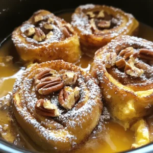 - 1 can (16 oz) refrigerated cinnamon rolls, cut into quarters - 6 large eggs - 1 cup whole milk - 1 teaspoon pure vanilla extract - 1 teaspoon ground cinnamon - 1/2 teaspoon ground nutmeg - 1/2 cup pure maple syrup - 1/2 cup chopped pecans (optional for added texture) - 1/2 cup powdered sugar (for drizzling) You can add 1/2 cup of raisins or chocolate chips. Both bring sweetness and chewiness. For a twist, try adding orange zest for a bright flavor. It pairs well with the cinnamon. For a lighter dish, use egg whites instead of whole eggs. Almond milk works as a great low-calorie milk substitute. If you want to reduce sugar, you can use a sugar substitute like stevia or monk fruit. These swaps keep the taste while making it healthier. Start by greasing the inside of your slow cooker. You can use cooking spray or butter. This step keeps the dish from sticking. A well-greased pot makes serving much easier. Don’t skip this part! In a large bowl, whisk together six large eggs. Add in one cup of whole milk. Then, mix in one teaspoon of pure vanilla extract. Next, add one teaspoon of ground cinnamon and half a teaspoon of nutmeg. Make sure to blend it all until smooth. This mixture gives the dish its rich flavor. Open the can of cinnamon rolls. Cut each roll into quarters. Layer these pieces evenly at the bottom of the greased slow cooker. Pour the egg mixture over the cinnamon roll pieces. Ensure that every piece is well-coated. Gently press down on the rolls. This helps them soak up the egg mixture. Drizzle half a cup of pure maple syrup over the top. If you want, sprinkle half a cup of chopped pecans for some crunch. Cover the slow cooker with its lid. Cook on low for about four hours. Check for doneness with a toothpick. It should come out clean when the center is set. After cooking, turn off the slow cooker. Let it cool for a few minutes before serving. Drizzle powdered sugar over the top for a sweet finish. Enjoy your warm, gooey treat! To keep your Slow Cooker Cinnamon Roll French Toast from sticking, grease the pot well. Use cooking spray or butter on the inside. Make sure to coat all sides. This step is key. It helps the cinnamon rolls lift out easily once cooked. To soak the cinnamon rolls evenly, layer them flat in the slow cooker. Cut each roll into quarters and spread them out. Pour the egg mixture over them slowly. Press down gently to help the rolls absorb the egg. This ensures every piece gets that rich flavor. Serve your French toast with fresh fruit on the side. Berries or sliced bananas add color and taste. You can also add crispy bacon or sausage for a savory touch. Drizzle extra maple syrup over the top for sweetness. A dollop of whipped cream makes it feel special. Enjoy it warm to get the full flavor! {{image_4}} One fun way to change this dish is by adding seasonal flavors. For fall, try a pumpkin spice version. Just add 1 cup of pumpkin puree to the egg mixture. Also, include 2 teaspoons of pumpkin pie spice instead of cinnamon. This twist brings warmth and comfort to your breakfast table. You can also play with toppings and mix-ins to make this dish your own. Try adding fresh berries, like blueberries or strawberries, on top after cooking. They add a nice tartness. You could also swap the pecans for walnuts or almonds for a different crunch. For extra sweetness, drizzle chocolate syrup on top. If you have dietary needs, don’t worry! You can make this dish gluten-free by using gluten-free cinnamon rolls. Many brands offer tasty options that work well. For a dairy-free version, swap whole milk with almond or oat milk. Use a dairy-free cream cheese frosting in place of powdered sugar for a rich finish. These adjustments keep the dish delicious for everyone! To keep your Slow Cooker Cinnamon Roll French Toast fresh, store it in an airtight container. Make sure it cools down completely before you put it away. This dish can last in the fridge for up to three days. If you want to keep it longer, freezing is a great option. When you are ready to enjoy leftovers, reheating is simple. Place the desired portion on a microwave-safe plate. Heat it in the microwave for about 30 seconds to 1 minute. Check if it’s warm enough. You can also reheat it in the oven at 350°F for about 10-15 minutes, covered with foil. If you want to freeze your Slow Cooker Cinnamon Roll French Toast, cut it into portions first. Wrap each piece tightly in plastic wrap, then place them in a freezer bag. It can stay in the freezer for up to two months. To enjoy, simply thaw in the fridge overnight before reheating. Yes, you can use frozen cinnamon rolls. Just thaw them first. Cut the rolls into quarters, as you would with fresh ones. This will help them soak up the egg mixture better. Keep in mind that cooking time may vary slightly. To check if it’s done, insert a toothpick into the center. If it comes out clean, it is ready. You should see that the center is no longer jiggly. The edges may brown slightly, which is normal. You can serve this dish with fresh fruit, like berries or bananas. Whipped cream adds a nice touch too. A drizzle of extra maple syrup can make it even sweeter. If you want more crunch, add crispy bacon or sausage on the side. You can make a delicious Slow Cooker Cinnamon Roll French Toast with just a few simple steps. Start with the right ingredients and layers them well. Use tips to avoid sticking and get even soaking. Explore fun variations to suit your tastes. Lastly, store any leftovers properly for later enjoyment. This dish is easy, fun, and sure to please everyone at your table. Enjoy cooking and sharing this delightful treat!