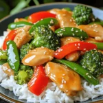 To make Honey Garlic Chicken Stir Fry, gather these fresh ingredients: - 1 lb boneless, skinless chicken breast - 2 tablespoons honey - 3 tablespoons soy sauce - 4 cloves garlic, minced - 1 tablespoon fresh ginger, grated - 1 bell pepper, sliced - 1 cup broccoli florets - 1 cup snap peas - 2 tablespoons vegetable oil - 1 teaspoon sesame oil - Salt and black pepper - Sesame seeds for garnish - Cooked rice or noodles for serving These ingredients come together to create a vibrant and tasty meal. The chicken provides protein, while the vegetables add color and crunch. Honey and soy sauce form a sweet and savory base. Garlic and ginger bring warmth and depth of flavor. Make sure your chicken is cut into bite-sized pieces for even cooking. Fresh vegetables keep the dish light and healthy. You can swap out any of these veggies based on your personal taste or what you have on hand. Using these ingredients, you can create a dish that is not only delicious but also packed with nutrients. Enjoy cooking! - Combine honey, soy sauce, garlic, and ginger in a bowl. - Whisk until blended. Making the sauce is super easy. Start by mixing honey, soy sauce, minced garlic, and fresh ginger in a bowl. Using a whisk, blend these ingredients well. This sauce adds a sweet and savory kick to your stir fry. - Heat vegetable oil in a skillet or wok. - Add chicken, season, and stir-fry until golden brown. Next, heat vegetable oil in a large skillet or wok over medium-high heat. Once the oil is hot, add the bite-sized chicken pieces. Sprinkle a little salt and black pepper on the chicken. Stir-fry it for about 5 to 7 minutes until the chicken turns golden brown and is fully cooked. - Push chicken to one side. - Place bell pepper, broccoli, and snap peas in the skillet. - Stir-fry until vegetables are vibrant and slightly tender. Now, push the chicken to one side of the skillet. This makes room for the veggies. Add sliced bell pepper, broccoli florets, and snap peas. Stir-fry these for about 3 to 4 minutes. You want them to be bright and just tender, keeping some crunch. - Pour honey garlic sauce over chicken and vegetables. - Stir and cook for additional 2-3 minutes. After the veggies are ready, pour your honey garlic sauce over the chicken and veggies. Stir everything gently so that the sauce coats all the pieces. Cook for another 2 to 3 minutes. This allows the sauce to thicken and flavor the mix. - Drizzle sesame oil and toss to combine. - Serve hot over rice or noodles. Finally, drizzle sesame oil over your stir fry. Toss everything together to mix well. Serve it hot over a bed of rice or noodles. For a fun touch, sprinkle some sesame seeds on top. Enjoy your delicious meal! - Use high heat for better stir-frying results. This helps the chicken cook fast and stay juicy. - Ensure chicken is cut evenly for uniform cooking. Small pieces cook more evenly, giving you tasty bites. - Add crushed red pepper for heat. This simple step adds a nice kick to the dish. - Include additional vegetables like carrots or snap peas. These add color and crunch to your stir fry. - Use shallow bowls for serving. This allows the bright colors of your meal to shine through. - Garnish with sesame seeds and fresh herbs. A sprinkle of these makes your dish look and taste great! {{image_4}} You can make this dish even more fun! Try swapping chicken for tofu or shrimp. Both options add a different taste and texture. You can also load up on veggies. Consider adding mushrooms or zucchini for extra crunch and color. These changes keep the meal fresh and exciting. Want to change the flavor? Experiment! Use teriyaki or sweet chili sauce instead of honey garlic. These sauces add a sweet and savory twist. You can also squeeze in some citrus juice. Lemon or lime gives a nice tang that brightens the dish. If you need a gluten-free meal, it's simple! Just use gluten-free soy sauce or tamari. These options taste great and fit your needs. You can also swap noodles for rice. This way, you keep it gluten-free while enjoying a hearty meal. Store any leftovers in an airtight container in the fridge. This keeps your food fresh and safe. For the best taste, consume it within 3 days. After that, the flavors may fade. You can freeze Honey Garlic Chicken Stir Fry. Use a sealed container for this. It will stay good for up to 2 months. When you're ready to eat, thaw it overnight in the refrigerator. This way, it warms up evenly. To reheat your stir fry, use a skillet over medium heat. This method helps keep the chicken and veggies tasty. You can also use a microwave. Heat until warmed through, stirring occasionally to ensure even heating. To spice it up, add red pepper flakes or a dash of sriracha to the sauce. This adds heat without changing the sweet flavor. You can start with a small amount and taste as you mix. Adjust until it suits your taste. Yes! You can use frozen vegetables directly in the skillet. There’s no need to thaw them first. This makes quick dinners even easier. Just toss them in with the chicken and cook until they are hot and tender. This dish pairs well with cooked rice, noodles, or even lettuce wraps. Rice soaks up the sauce nicely. Noodles add a fun twist, while lettuce wraps give a crunchy bite. Choose what you like best! Prep time is about 10 minutes. The total cooking time is around 20 minutes. This makes it a quick meal option for busy days. You can have dinner ready in under half an hour! Yes! Honey Garlic Chicken Stir Fry is great for meal prep. It keeps well in the fridge for several days. You can also freeze it for up to two months. Just reheat when you're ready to enjoy it! Here’s how to make Honey Garlic Chicken Stir Fry. This dish is easy and full of flavor. - 1 lb boneless, skinless chicken breast, cut into bite-sized pieces - 2 tablespoons honey - 3 tablespoons soy sauce - 4 cloves garlic, minced - 1 tablespoon fresh ginger, grated - 1 bell pepper (red or yellow), sliced into thin strips - 1 cup broccoli florets, washed - 1 cup snap peas, trimmed - 2 tablespoons vegetable oil (for frying) - 1 teaspoon sesame oil (for finishing) - Salt and freshly ground black pepper to taste - Sesame seeds for garnish - Cooked rice or noodles for serving 1. Mix honey, soy sauce, garlic, and ginger in a bowl. Whisk them well to blend. 2. Heat vegetable oil in a large skillet or wok over medium-high heat. 3. Add chicken pieces. Season with salt and black pepper. Stir-fry for 5-7 minutes, until golden brown. 4. Push chicken to one side of the skillet. Add bell pepper, broccoli, and snap peas. Stir-fry for 3-4 minutes. 5. Pour the honey garlic sauce over chicken and vegetables. Stir gently for 2-3 minutes to coat. 6. Drizzle sesame oil over the stir fry and toss again to mix well. 7. Serve hot over rice or noodles. Top with sesame seeds for extra crunch. - Prep Time: 10 minutes - Total Time: 20 minutes - Servings: 4 This meal is quick to make and tastes great! You can enjoy it with friends or family. This blog post provides a simple and tasty recipe for Honey Garlic Chicken Stir Fry. You learned about the key ingredients, easy cooking steps, and helpful tips. Plus, I offered variations for different diets and tastes. Remember, this dish is quick to make and perfect for meal prep. With practice, you can make it your own. Enjoy creating a delicious stir fry that your friends and family will love!