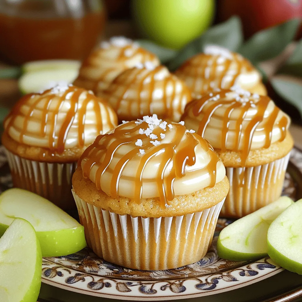 - 1 ½ cups all-purpose flour - 1 cup granulated sugar - ½ cup packed light brown sugar - 1 teaspoon baking powder - ½ teaspoon baking soda - ½ teaspoon fine sea salt - 1 teaspoon ground cinnamon - ½ teaspoon ground nutmeg - ½ cup unsalted butter, softened - 2 large eggs, at room temperature - 1 cup apple cider (non-alcoholic) - 1 teaspoon pure vanilla extract - ½ cup caramel sauce - Flaky sea salt for topping Use fresh, high-quality ingredients for the best flavor. I love using fresh apple cider, as it adds a rich taste. You can find it in many stores during fall. The spices, like cinnamon and nutmeg, give warmth to each bite. Make sure your butter and eggs are at room temperature. This helps them mix in better. The caramel sauce is key for those sweet bursts. You can make your own or buy it. If you want to get creative, consider using different types of caramel. Flaky sea salt adds a lovely crunch and balances the sweet. It’s important for that perfect salted caramel flavor. When you gather all the ingredients, you set yourself up for success. Each component plays a role in creating a moist, flavorful cupcake. Trust me; these cupcakes will impress anyone who tries them! To make your cupcakes light and fluffy, avoid overmixing. Mix just until combined. This keeps them airy and soft. For even baking, fill each liner about ¾ full. This allows room for rising without spilling over. To boost flavor, use a caramel soaking technique. After baking, poke holes in the tops of each cupcake. This lets the caramel sauce soak in. The ideal room temperature for ingredients is key, too. Let butter and eggs sit out for about 30 minutes. This helps everything mix better and rise well. - Storing at room temperature: Keep the cupcakes in an airtight container. They stay fresh for about 3 days. If you want to add a slice of bread, it helps keep them moist. - Refrigeration tips: If you need them longer, place them in the fridge. They last about a week but may dry out. Before serving, let them sit at room temperature for better texture. - How to freeze properly: First, let the cupcakes cool completely. Wrap each one tightly in plastic wrap. Then, place them in a freezer-safe bag. They can stay frozen for up to 3 months. - Thawing suggestions: When you're ready to eat them, take them out of the freezer. Leave them in the fridge overnight or on the counter for a few hours. Avoid microwaving, as it can change the texture. - How long do these cupcakes stay fresh? They stay fresh for 3 days at room temperature and up to a week in the fridge. - Can I use different types of apple cider? Yes! You can use spiced or even hard cider for a unique flavor. - Is it possible to make these cupcakes gluten-free? Absolutely! Use a gluten-free flour blend. Just ensure it has a binding agent. - How can I make homemade caramel sauce for the cupcakes? Combine sugar, butter, and cream in a pan. Cook until smooth and golden. - Why did my cupcakes turn out dense? Overmixing can cause this. Mix until just combined to keep them light. - What to do if the caramel isn't soaking in? Make sure to poke holes deep enough in the cupcakes for the caramel to seep in. {{image_4}} This blog post covered all you need to know for perfect cupcakes. You explored the right ingredients, mixing methods, and baking tips. Remember, use fresh ingredients for better taste. Avoid overmixing to keep them fluffy. Adding your favorite toppings can make them special. For storage, keep them at room temp or freeze them for later. You can now enjoy delicious cupcakes any time you want! Happy baking!