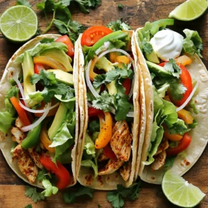 - 2 boneless, skinless chicken breasts, thinly sliced - 2 tablespoons Cajun seasoning (adjust to taste) - 8 small corn or flour tortillas - 1 bell pepper (red, yellow, or green), thinly sliced - 1 medium onion, thinly sliced - 1 cup shredded romaine or iceberg lettuce - ½ cup fresh tomatoes, diced - 1 ripe avocado, sliced - ¼ cup fresh cilantro, chopped - 1 tablespoon extra virgin olive oil - ¼ cup sour cream or plain Greek yogurt - Lime wedges, for serving When I make Spicy Cajun Chicken Tacos, I focus on fresh and bold flavors. The chicken is the star, and Cajun seasoning gives it a nice kick. I prefer using boneless, skinless chicken breasts for easy cooking and slicing. The colorful bell pepper adds crunch. I like to use different colors for a vibrant plate. Onions add sweetness when cooked, and they pair well with the spice. Fresh lettuce and diced tomatoes bring a refreshing bite, while slices of avocado add creaminess. I always finish my tacos with a sprinkle of cilantro for a fresh touch. Olive oil helps cook the chicken and veggies perfectly. The tortillas hold everything together. I choose either corn or flour based on my mood. Finally, a dollop of sour cream or Greek yogurt adds coolness. Lime wedges are a must for that zesty finish! To start, take the thinly sliced chicken breasts and place them in a bowl. Add 2 tablespoons of Cajun seasoning. You can adjust this to match your taste. Mix the chicken well until every piece is coated. This step is key for bold flavor. Next, heat 1 tablespoon of olive oil in a large skillet over medium-high heat. Once the oil shimmers, add the seasoned chicken. Cook for 5-7 minutes, stirring often. You want the chicken to turn golden-brown and be fully cooked. This ensures it stays juicy and tender. After the chicken is cooked, add the thinly sliced bell pepper and onion to the skillet. Stir this mix often and cook for 3-4 minutes. You want the vegetables to soften and caramelize a little. This adds sweetness and texture to your tacos. While the chicken and veggies cook, it’s time to warm the tortillas. For a crispy edge, use a dry skillet over medium heat. Heat each tortilla for about 30 seconds on both sides. If you prefer soft tortillas, microwave them for 15 seconds. Both methods work well! Now, it's time to build your tacos. Lay warm tortillas flat on a clean surface. Add a generous spoonful of the chicken and veggie mixture to the center of each tortilla. Make sure not to overfill them, so they are easy to handle. Finally, top each taco with shredded lettuce, diced tomatoes, and avocado slices. Add a dollop of sour cream or Greek yogurt for creaminess. Sprinkle fresh cilantro on top for a nice finish. Serve the tacos right away, with lime wedges on the side. Squeezing lime juice over the tacos adds a burst of flavor that you will love! You can make the spice level just right for you. Start with the Cajun seasoning. Use two tablespoons for a good kick. If you want it milder, use less seasoning. Add a pinch of cayenne if you like more heat. Taste the chicken as you cook. This way, you can adjust to your liking. Serve these tacos right after making them. Warm tortillas hold the chicken better. If you wait too long, they can get soggy. Keep toppings separate until serving. This keeps everything crisp and fresh. When ready, pile on the toppings. This makes each taco look great and taste even better! Having the right tools helps a lot. Use a good skillet for cooking the chicken. A sharp knife makes slicing veggies easy. I recommend a spatula for stirring. This keeps everything mixed well. Don't forget tongs for flipping tortillas. These tools save time and make cooking smooth. {{image_4}} You can swap chicken for other meats. Try shrimp, beef, or pork. Each adds a unique twist to the dish. If you opt for shrimp, cook them for just a few minutes. Thinly sliced beef or pork works well too; cook until golden brown. Adjust the Cajun seasoning to match the protein you choose. To create a veggie taco, start with mushrooms or zucchini. These veggies add great texture and flavor. You can also use beans for protein. Black beans or chickpeas are filling and tasty. Season the veggies with Cajun spices just like the chicken. Sauté them until soft and mix with your favorite toppings. Enhance your tacos with fun toppings. Add diced jalapeños for heat or pickled onions for tang. Crumbled feta or queso fresco can add creaminess. Fresh corn or pineapple will give a sweet contrast. Lime juice brightens every bite. Mix and match toppings for a taco party! To keep leftover tacos fresh, store them in an airtight container. Place the chicken mixture and toppings in separate containers. This helps maintain flavor and texture. Use the chicken within three days for best taste. You can also keep the tortillas in a sealed bag. To reheat your tacos, use a skillet on medium heat. Add a drop of oil for better flavor. Heat the chicken and veggies for about five minutes, stirring often. Warm tortillas separately for 30 seconds in the skillet. This method keeps them soft and tasty. Yes, you can freeze the chicken mixture. Place it in a freezer-safe bag. Remove as much air as possible before sealing. The mixture stays good for up to three months. When ready to use, thaw it in the fridge overnight. Then, reheat as mentioned above. You can serve spicy Cajun chicken tacos with several tasty sides: - Mexican rice - Black beans - Corn salsa - Guacamole - Chips and queso These sides add flavor and make the meal more filling. These tacos are quick to make! - Prep Time: 10 minutes - Cook Time: 15 minutes Total Time: 25 minutes. You can enjoy these tacos in less than half an hour! Yes, you can adjust the spice level. - Use less Cajun seasoning. - Choose a milder brand. - Add more toppings like sour cream to balance the heat. This makes the dish more friendly for sensitive taste buds. Both corn and flour tortillas work well for tacos. - Corn tortillas have a nice, nutty flavor. - Flour tortillas are soft and chewy. Choose based on your taste and texture preference. Yes, there are great gluten-free tortillas. Look for brands made from: - Almond flour - Coconut flour - Rice flour These options let everyone enjoy the tacos without worries. In this post, we explored making spicy Cajun chicken tacos. We covered the key ingredients, from chicken breasts to fresh veggies and condiments. I shared step-by-step cooking instructions, tips for customizing spice levels, and ways to keep your tacos fresh. You can also find fun variations and storage tips for leftovers. Enjoy your cooking adventure, and remember to get creative with your taco toppings! Cooking should be fun and flavorful.