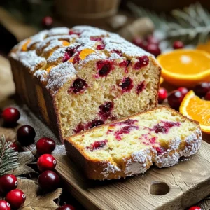 - all-purpose flour - fresh cranberries - granulated sugar - baking powder - salt - ground cinnamon - ground nutmeg - unsalted butter - large eggs - freshly squeezed orange juice - orange zest - pure vanilla extract - chopped walnuts (optional) Using precise measurements is key for great results. For this recipe, you need: - 2 cups all-purpose flour - 1 cup fresh cranberries, coarsely chopped - 1/2 cup granulated sugar - 1 tablespoon baking powder - 1/2 teaspoon salt - 1/2 teaspoon ground cinnamon - 1/4 teaspoon ground nutmeg - 1/2 cup unsalted butter, melted and slightly cooled - 2 large eggs, at room temperature - 1/2 cup freshly squeezed orange juice - Zest from 1 medium-sized orange - 1 teaspoon pure vanilla extract - 1/2 cup chopped walnuts (optional) Room temperature ingredients mix better. This makes your bread light and fluffy. Cold butter or eggs can lead to lumps and uneven baking. If you want gluten-free bread, you can use gluten-free flour blends. These work well in most recipes. Just ensure they have a binding agent like xanthan gum. If fresh cranberries are hard to find, you can use dried cranberries. They add sweetness and flavor. Just chop them up and soak them in warm water for a few minutes. This will help them plump up before mixing them into the batter. Start by preheating your oven to 350°F (175°C). This heat will help the bread rise well. While the oven warms up, grease a 9x5 inch loaf pan using butter or cooking spray. Greasing ensures the bread won’t stick when it’s done baking. In a large bowl, add 2 cups of all-purpose flour, 1 cup of coarsely chopped fresh cranberries, 1/2 cup of granulated sugar, 1 tablespoon of baking powder, 1/2 teaspoon of salt, 1/2 teaspoon of ground cinnamon, and 1/4 teaspoon of ground nutmeg. Use a whisk to mix these dry ingredients together. This helps to break up any lumps and mix everything evenly. Sifting the flour is also important. It makes the bread lighter and fluffier. In another bowl, whisk together 1/2 cup of melted unsalted butter (let it cool a bit), 2 large eggs, 1/2 cup of freshly squeezed orange juice, the zest of one medium orange, and 1 teaspoon of pure vanilla extract. This mixture should be smooth and well combined. Make sure your eggs and butter are at room temperature. This helps the mixture blend better. Now, pour the wet mixture into the bowl with the dry ingredients. Use a spatula or a wooden spoon to gently fold the two mixtures together. Be careful not to overmix. It’s okay if a few lumps remain. Next, fold in the chopped cranberries and walnuts, if you choose to add them. This step is key, as it ensures the fruit and nuts are evenly spread throughout the batter. Once mixed, transfer the batter to your greased loaf pan. Smooth the top with a spatula for an even finish. Place it in the oven and bake for 50 to 60 minutes. Check for doneness by inserting a toothpick in the center. If it comes out clean, your bread is ready. Look for a golden brown top to know it’s baked perfectly. After baking, remove the bread from the oven and let it cool in the pan for about 10 minutes. Then, transfer it to a wire rack to cool completely. For slicing, make sure the bread is fully cooled. Use a serrated knife for the best cuts. If you want to impress, dust the top with powdered sugar and garnish with fresh cranberries and orange slices. To keep your cranberry orange breakfast bread moist, use fresh ingredients. Fresh cranberries add great flavor and moisture. Make sure your butter is slightly cooled, not hot. Hot butter can cook the eggs and make the bread dry. Avoid dryness by not overmixing your batter. Gently fold the ingredients together. A few lumps are okay. Bake the bread until golden brown, then let it cool. Cooling helps keep moisture locked in. You can boost flavor by adding spices. Try using ground ginger or cardamom for a warm kick. A splash of almond extract brings a lovely nutty flavor. Feel free to mix in different nuts or fruits. Chopped pecans or almonds work well. Dried fruits like apricots or raisins can add sweetness too. Experiment to find your favorite combo! Presentation matters! Once your bread cools, slice it into thick pieces. Dust the top with powdered sugar for a sweet touch. This makes it look extra special. Garnish each slice with fresh cranberries and orange slices. This adds color and makes your dish pop. Serve warm with butter or cream cheese for a delicious treat! {{image_4}} For those following a vegan diet, you can easily swap the eggs for flaxseed meal. Combine 1 tablespoon of flaxseed meal with 2.5 tablespoons of water. Let it sit for a few minutes to thicken. This mix acts like an egg and binds your bread well. You can also replace the butter with coconut oil or vegan butter. These options keep the bread rich and tasty without using animal products. For sugar-free modifications, consider using a sugar substitute like stevia or erythritol. These sweeteners can provide the same sweetness without the sugar. Want to change things up? You can add dried fruits, like apricots or raisins. These add chewiness and sweetness. Chocolate chips also work well if you crave something sweet. They melt in the bread and create gooey pockets of goodness. You can also vary the citrus zest. Try lemon or lime instead of orange. Each zest gives a unique flavor twist. You can mix and match to find your favorite. Incorporating local flavors can make your bread special. For example, add maple syrup for a taste of New England. You might also try spices like cardamom for a Middle Eastern twist. Experiment with seasonal ingredients, too. In fall, add pumpkin puree for a cozy flavor. In spring, mix in fresh herbs like rosemary or thyme. These changes not only enhance taste but also keep your breakfast bread exciting and fresh. To keep your cranberry orange breakfast bread fresh, use an airtight container. Glass or plastic containers work well. If you want to store it at room temperature, wrap it tightly in plastic wrap. This helps to keep moisture in. If you prefer, you can also store it in the fridge. It will last longer there but may become a bit dry. Freezing this bread is easy and keeps it fresh. Slice the bread first, so you can take out just what you need later. Wrap each slice in plastic wrap. Then, place the wrapped slices in a freezer bag. Remove as much air as possible to avoid freezer burn. When you are ready to eat, thaw the bread at room temperature. For the best texture, you can warm it in the oven for a few minutes. Cranberry orange breakfast bread lasts about 3 to 4 days at room temperature. In the fridge, it can last up to a week. If you freeze it, the bread can last for about 3 months. Watch for signs of spoilage, like mold or a hard texture. If it smells off or looks dry, you should throw it away. Yes, you can use frozen cranberries. They will work well in this recipe. However, frozen cranberries may be a bit softer when baked. This can change the texture slightly. To use frozen cranberries, do not thaw them first. Just toss them into the batter while still frozen. This helps keep the bread from getting soggy. To slice the bread evenly, use a serrated knife. This type of knife works best for bread. Start at one end and gently saw through the loaf. Use a light touch to avoid squishing the bread. Aim for slices that are about an inch thick. This gives you a nice balance of crust and soft center. Absolutely! You can add spices like ginger or cardamom for more flavor. Try using a teaspoon of ground ginger for warmth. For a cozy touch, add half a teaspoon of cardamom. You can also skip the nutmeg and just use cinnamon if you prefer a simpler taste. This bread is perfect for breakfast or brunch. Serve it with butter or cream cheese. You can also pair it with yogurt and fresh fruit. It also goes well with a hot cup of coffee or tea. For a fun twist, try it with a scoop of vanilla ice cream for dessert. There are a few common reasons your bread might not rise. First, check the baking powder. If it's old, it might not work well. Also, make sure your oven is at the right temperature. An oven that is too cool can lead to flat bread. Lastly, don’t overmix the batter. Overmixing can make the bread dense and heavy. In this post, we explored how to make delicious cranberry orange bread. We covered each ingredient and its role. You learned proper measurements, mixing techniques, and baking tips. With helpful tricks, you can ensure moist bread and enhance flavors. Variations allow flexibility for diets and preferences. Remember to store your leftovers properly to enjoy later. Baking bread can be fun and rewarding. Embrace your creativity and enjoy every slice. Happy baking!