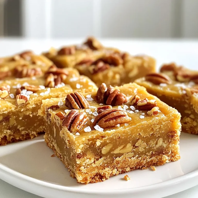 - 1 cup unsalted butter (2 sticks), browned for rich flavor - 1/2 cup pure maple syrup, for sweetness - 3/4 cup granulated sugar, to balance the sweetness - 1/2 teaspoon salt, enhances the flavors - 2 cups all-purpose flour, the base of the shortbread - 1/2 cup finely chopped toasted pecans, for crunch and depth - 1 teaspoon vanilla extract, for warmth and aroma - Optional: Sea salt for a finishing touch Each ingredient in these bars plays a key role. The unsalted butter provides fat, which makes the bars rich. Browning the butter adds a deep, nutty flavor that sets these bars apart. Maple syrup brings sweetness and a hint of earthiness. Granulated sugar rounds out the flavor and helps the bars crisp up nicely. Salt is essential; it enhances all the other tastes. All-purpose flour gives structure, while toasted pecans add crunch and a lovely nutty taste. Finally, vanilla extract adds warmth and aroma, making each bite comforting and inviting. You can substitute the unsalted butter with coconut oil for a dairy-free option. If you need a different sweetener, try honey or agave syrup. Use whole wheat flour instead of all-purpose flour for added fiber. If you don't have pecans, walnuts or almonds work well too. For a nut-free version, simply leave out the nuts. Just be aware that this will change the texture slightly. 1. Preheat the Oven: Set your oven to 350°F (175°C). Line an 8x8 inch baking pan with parchment paper. Make sure the paper hangs over the edges. This will help you lift the bars out later. 2. Brown the Butter: In a medium saucepan, melt the unsalted butter over medium heat. Stir it often. Watch it turn a nice golden brown. This takes about 5 minutes. The nutty smell is a great sign. Once it’s browned, take it off the heat and let it cool for a few minutes. 3. Mix the Wet Ingredients: In a large bowl, combine the cooled browned butter, maple syrup, granulated sugar, and salt. Whisk these together until smooth and well-mixed. 4. Incorporate Vanilla: Add the vanilla extract to your mixture. Stir it in well. This adds warmth and a great smell to the batter. 5. Add Dry Ingredients: Gradually mix in the all-purpose flour. Gently stir until just combined. This helps keep the shortbread soft. Then, fold in the finely chopped toasted pecans. Make sure they are evenly spread throughout the batter. 6. Prepare for Baking: Pour the batter into the lined baking pan. Spread it out evenly with a spatula. 7. Bake: Place the pan in the oven. Bake for 20 to 25 minutes. The edges should be lightly golden. Use a toothpick to check the center. If it comes out clean, the bars are done. 8. Cool the Bars: After baking, take the pan out of the oven. Let the bars cool in the pan for about 10 minutes. Then, use the parchment paper to lift the bars out. Transfer them to a wire rack to cool completely. 9. Optional Finishing Touch: Before cutting, sprinkle a light pinch of sea salt on top. This will enhance the flavors. Cut into squares and serve. Enjoy the mix of brown butter, maple, and pecans in each bite. When making Brown Butter Maple Pecan Shortbread Bars, I see some common errors. First, do not rush the browning of the butter. If you cook it too fast, it may burn. Always keep an eye on the color. Second, avoid overmixing the dough. This makes bars tough instead of tender. Lastly, let the bars cool before cutting. This helps them set and keeps them from crumbling. To make brown butter, melt the unsalted butter over medium heat in a saucepan. Stir it often. Watch for a golden color and nutty smell. This takes about five minutes. Once it reaches that stage, remove it from the heat. Let it cool slightly before mixing with other ingredients. This step adds deep flavor to your bars. For the best texture, chop your pecans finely. Use a sharp knife and a cutting board. If you have a food processor, you can pulse them for a quick chop. Make sure not to chop too small; you still want some crunch. Toast the pecans in a dry pan for a few minutes. This step brings out their rich flavor and makes your bars even better. {{image_4}} You can get creative with this recipe. Adding chocolate is a fun twist. Just mix in 1 cup of chocolate chips with the pecans. You can also swap out the pecans for other nuts. Try walnuts or almonds for a different crunch. Each nut adds its own flavor and texture. If you need a gluten-free option, you can replace all-purpose flour with a gluten-free blend. Make sure the blend has a 1:1 ratio to all-purpose flour. This keeps the texture similar. Also, check if your maple syrup is gluten-free, as most brands are. Seasonal flavors can make these bars even more special. In fall, add a teaspoon of cinnamon or nutmeg. This adds warmth that pairs perfectly with maple. In winter, consider using ginger or cardamom for a festive touch. These spices will enhance the flavor profile and make your bars stand out. To keep your Brown Butter Maple Pecan Shortbread Bars fresh, store them in an airtight container. This helps to lock in moisture and flavor. I recommend placing parchment paper between layers of bars to prevent sticking. You can also wrap them tightly in plastic wrap for extra protection. These bars will stay fresh for about one week at room temperature. If you want them to last longer, consider refrigerating them. In the fridge, they can stay good for up to two weeks. Just remember to bring them back to room temperature before serving for the best taste. Freezing is great for long-term storage. To freeze, cut the bars into squares first. Then, place them in a single layer on a baking sheet. Once frozen solid, transfer them to a freezer-safe bag or container. They will keep well for up to three months. When you’re ready to enjoy them, simply thaw them at room temperature. Brown butter is regular butter that you cook until it turns golden brown. This process gives it a nutty flavor that is rich and delicious. To make it, melt unsalted butter in a medium saucepan over medium heat. Stir it often. After a few minutes, you will see it bubble and then turn brown. You will smell a nutty aroma. Once it is brown, take it off the heat and let it cool for a few minutes. Yes, you can use other sweeteners. Honey is a great substitute for maple syrup. You can also try agave syrup or brown sugar. Each sweetener will change the flavor a bit, but they will still taste good. Just make sure to adjust the amount based on how sweet you want your bars to be. You can tell the bars are done when the edges are lightly golden. Insert a toothpick into the center. If it comes out clean, they are ready. Bake them for 20-25 minutes at 350°F (175°C). Keep an eye on them to avoid burning. Let them cool before slicing for the best texture. This blog post covered the key ingredients and their importance in your recipe. We explored step-by-step instructions to make the baking process clear. You learned tips for avoiding common mistakes, achieving perfect brown butter, and chopping pecans. We also discussed variations to fit your taste and dietary needs, plus how to store your delicious treats effectively. Remember, making shortbread bars is simple and fun. Enjoy your baking journey!