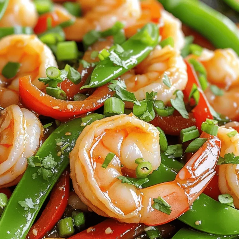 - 1 lb large shrimp, peeled and deveined - 2 tablespoons vegetable oil - 1 medium onion, sliced thin - 3 cloves garlic, minced - 1 inch piece of fresh ginger, grated - 1 red bell pepper, sliced into strips - 1 cup snow peas, trimmed and ends snapped off - 1/4 cup green onions, finely chopped - 1/4 cup low-sodium soy sauce - 2 tablespoons brown sugar (packed) - 1 tablespoon cornstarch - 1 teaspoon sesame oil - Fresh cilantro leaves for garnish The main ingredients create a vibrant, colorful dish. The large shrimp form the base, giving you a sweet and tender bite. The onion, garlic, and ginger add depth and warmth to the flavor. The red bell pepper and snow peas bring fresh crunch and color. For the sauce, the low-sodium soy sauce keeps it savory without being too salty. Brown sugar gives a touch of sweetness, while cornstarch thickens the sauce, making it cling perfectly to the shrimp and veggies. A splash of sesame oil adds a lovely nutty flavor. Lastly, fresh cilantro leaves are a great touch. They brighten the dish and add a hint of freshness. You can skip them if you prefer, but I recommend trying them. Each ingredient works together to create a dish that’s better than takeout! - Combine soy sauce, brown sugar, and cornstarch in a bowl; whisk until smooth. This sauce is key to the flavor. It balances salty and sweet notes. Use low-sodium soy sauce if you want it lighter. The cornstarch helps thicken the sauce later on. - Heat vegetable oil in a skillet; sauté onions until soft. Start by heating the oil over medium-high. The oil should shimmer before adding onions. Cook the onions for about 2-3 minutes. You want them soft and translucent. - Add garlic and ginger, cooking until fragrant. Next, add your minced garlic and grated ginger. Stir them in for about 30 seconds. This step adds a nice aroma and depth to your dish. Be careful not to burn them. - Add shrimp to the skillet; cook until pink and opaque. Now, it’s shrimp time! Toss in the peeled and deveined shrimp. Cook for about 2-3 minutes. They should turn bright pink and opaque. This shows they are cooked through. - Incorporate red bell pepper and snow peas; stir-fry for tender-crisp texture. Add your sliced red bell pepper and snow peas next. Stir-fry for about 2 minutes. You want them to stay crunchy, adding great texture to the meal. - Pour the sauce into the skillet; cook until thickened. Now, pour that prepared sauce into the skillet. Stir everything to coat well. Let it cook for 1-2 minutes. The sauce should thicken and become glossy. - Drizzle with sesame oil and add green onions; toss to combine. Finally, drizzle some sesame oil over the top. Add your chopped green onions and toss everything gently. This step adds a fresh taste and bright color to your dish. To avoid tough shrimp, cook them just right. Here are some key tips: - Look for color change: Shrimp turn pink and opaque when cooked. - Use high heat: A hot skillet cooks shrimp fast and keeps them tender. - Timing is key: Cook shrimp for only 2-3 minutes until done. - Avoid overcrowding: Cook in batches if needed for even cooking. Fresh ingredients make a big difference in taste. Here’s how to choose the best: - Shrimp: Look for shrimp with a firm texture and a mild smell. Fresh shrimp should not have a strong fishy odor. - Vegetables: Choose bright, crisp vegetables. For bell peppers, look for smooth skin, and for snow peas, choose ones that snap easily. - Onions and Garlic: Select firm onions and plump garlic cloves without soft spots. To elevate your dish, try these simple tips: - Add spices: A pinch of red pepper flakes adds heat. - Include fresh herbs: Cilantro or basil will brighten flavors. - Experiment with sauces: A splash of oyster sauce or hoisin sauce can add depth. - Try citrus: A squeeze of lime or lemon juice can brighten the dish. These tips will help you make your Mongolian shrimp better than takeout. Enjoy your cooking! {{image_4}} You can easily swap shrimp for other proteins. Chicken works great. Use boneless, skinless chicken thighs or breasts. Just cut them into bite-sized pieces. Cook them until they are no longer pink. Tofu is also a fantastic choice. Use firm tofu, cut into cubes. Sauté it until golden. Beef is another option. Thinly slice flank steak or sirloin and cook until tender. Each protein adds its own flavor and texture. Feel free to mix up the veggies in this dish. Broccoli florets add a nice crunch. Carrots, sliced thin, bring a sweet note. Snap peas or bell peppers can also shine in this recipe. You can even try bok choy for a unique twist. Make sure to keep the vegetables crisp for a great bite. Want to make this dish gluten-free? Swap out the soy sauce for tamari. Tamari has a similar taste but is gluten-free. You can also use coconut aminos as a soy sauce alternative. Be sure to check labels on any sauces you use. This way, you can enjoy a delicious meal without worry. Store your leftover Mongolian shrimp in an airtight container. This keeps it fresh. Place it in the fridge within two hours of cooking. It will last for 2 to 3 days. When you’re ready to eat, just check for any off smells or changes in texture. To freeze Mongolian shrimp, let it cool completely first. Then, transfer it to a freezer-safe bag. Remove as much air as possible to prevent freezer burn. This dish can stay frozen for up to three months. Label the bag with the date, so you remember when you made it. Reheat your shrimp in a skillet over medium heat. Add a splash of water or broth to keep it moist. Stir gently to ensure even heating. You can also use a microwave, but cover it to keep moisture in. Heat it in short bursts, stirring in between, until hot. Enjoy your meal just like the first time! Yes, you can prepare Mongolian shrimp in advance. Start by cooking the shrimp and vegetables. Let them cool before storing. Keep the dish in an airtight container in the fridge for up to two days. When you are ready to eat, just reheat it in a pan over medium heat. Add a splash of water or soy sauce to help it heat evenly. This makes it quick and easy for busy nights! Mongolian shrimp pairs well with many sides. Here are some great ideas: - Jasmine rice - Fried rice - Noodles - Steamed broccoli - Stir-fried vegetables - Egg rolls These options add variety and make your meal more filling. This recipe is not very spicy. The flavors come from garlic, ginger, and soy sauce. If you want some heat, try adding red pepper flakes or sliced jalapeños. You can control the spice by adding little by little until it suits your taste. Yes, you can use frozen shrimp. Just make sure to thaw them first. You can do this by placing them in the fridge overnight or running them under cold water for about 10 minutes. After thawing, pat them dry with paper towels before cooking. This helps them cook evenly and prevents extra water from affecting the sauce. This blog post covered how to make a delicious Mongolian shrimp dish. You learned about the main ingredients, sauce components, and cooking steps. I shared helpful tips for perfecting the shrimp and selecting fresh veggies. You also discovered variations with different proteins and ways to store your leftovers. Mongolian shrimp is easy to make and full of flavor. With these steps, you can create a dish that impresses friends and family. Enjoy cooking!