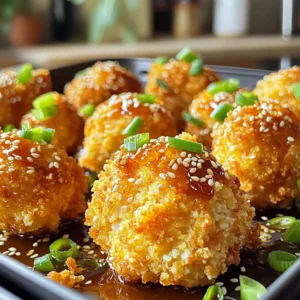 - Chicken and Coatings - 1 lb (450g) boneless, skinless chicken breasts, cut into bite-sized pieces - 1/2 cup panko breadcrumbs for extra crunch - 1/4 cup cornstarch - Flavoring Components - 1 teaspoon garlic powder - 1 teaspoon onion powder - 1 teaspoon ground ginger - 1/2 teaspoon black pepper - 1/2 teaspoon salt - 1 large egg, beaten - 2 tablespoons sesame oil - 3 tablespoons soy sauce - 2 tablespoons honey - 1 tablespoon rice vinegar - 1 tablespoon sesame seeds - Garnishes - 2 green onions, finely chopped for garnish The chicken breasts give this dish its protein and tender texture. The panko breadcrumbs add a nice crunchy layer. Cornstarch helps the coating stick and adds a crisp layer when cooked. Garlic and onion powders add a savory depth. Ground ginger gives a warm, zesty kick. Lastly, the green onions brighten the dish, making it look fresh and appealing. Each ingredient plays a key role in making your Air Fryer Sesame Chicken Bites delicious and fun to eat! Preparing the Chicken First, take 1 pound of boneless, skinless chicken breasts. Cut them into bite-sized pieces. Make sure each piece is similar in size. This helps them cook evenly. Making the Coating In a medium bowl, mix together 1/4 cup of cornstarch, 1 teaspoon of garlic powder, 1 teaspoon of onion powder, 1 teaspoon of ground ginger, 1/2 teaspoon of black pepper, and 1/2 teaspoon of salt. Stir well to combine. This mix will give the chicken a flavorful crunch. Coating the Chicken Bites In another bowl, beat 1 large egg until smooth. Dip each chicken piece into the egg, letting any extra drip off. Next, coat the chicken in the cornstarch mix, pressing gently. Finally, roll each piece in 1/2 cup of panko breadcrumbs for that extra crunch we love. Preheating the Air Fryer Set your air fryer to 375°F (190°C). Preheating helps the chicken cook evenly and get crispy. Cooking the Chicken Bites Once hot, place the chicken bites in the air fryer basket in a single layer. Lightly spray the chicken with cooking spray for that crunchy texture. Cook for 10-12 minutes. Shake the basket halfway through to ensure even cooking. The chicken should look golden brown when done. Preparing the Sesame Sauce While the chicken cooks, make the sesame sauce. In a small saucepan, mix 2 tablespoons of sesame oil, 3 tablespoons of soy sauce, 2 tablespoons of honey, and 1 tablespoon of rice vinegar. Heat it on low, stirring until warm. Add 1 tablespoon of sesame seeds and mix well. This sauce will add a sweet touch to your chicken bites. Using panko breadcrumbs is key to getting that great crunch. Panko is lighter than regular breadcrumbs. It creates a crispier bite. Make sure to coat each piece of chicken well, pressing the crumbs into the meat. This helps them stick during cooking. Spraying with cooking spray gives the chicken an extra layer of crisp. A light mist before cooking works wonders. It helps the panko brown evenly in the air fryer. This simple step can make a big difference in texture. Marinating your chicken can boost the flavor. You can marinate it in soy sauce and sesame oil for about 30 minutes. This adds depth to the taste. Feel free to add garlic or ginger to the marinade for more zing. Adjusting sauce ingredients can also change the flavor profile. If you like it sweeter, add more honey. For a bit of heat, try adding a dash of chili paste. This allows you to customize the sauce to fit your taste. {{image_4}} Substituting Chicken You can swap chicken for turkey or tofu. Both options work well. Turkey gives a similar taste. Tofu offers a plant-based choice. Cut them into bite-sized pieces like chicken. Follow the same coating and cooking steps. Offering Gluten-Free Options If you need gluten-free choices, use gluten-free breadcrumbs. You can find these at most stores. Cornstarch is already gluten-free. This keeps the dish tasty and safe for everyone. Accompanying Dishes Serve your sesame chicken bites with rice or noodles. They pair well with steamed broccoli or stir-fried veggies too. This adds color and nutrition to your meal. You can also try a fresh salad for some crunch. Pairing with Sides For sides, consider sweet and sour sauce or a spicy dip. These sauces enhance the flavor of the bites. You can also add some sesame seeds on top for extra crunch. Enjoy your meal with friends and family! Refrigeration Tips To keep your sesame chicken bites fresh, store them in an airtight container. Place a paper towel at the bottom to absorb moisture. This helps maintain their crunch. They will stay good in the fridge for up to three days. Freezing Instructions If you want to store them longer, freeze the chicken bites. First, let them cool completely. Then, arrange them in a single layer on a baking sheet. Freeze until solid, then transfer to a freezer bag. They can last up to three months in the freezer. Best Methods for Reheating When it’s time to eat, reheat the chicken bites in the air fryer for best results. Preheat it to 350°F (175°C). Cook for about 5-7 minutes, until hot and crispy. You can also use an oven set to 375°F (190°C). Maintaining Crispiness To keep the bites crispy, avoid using a microwave. Microwaving can make them soggy. If you must use a microwave, place a paper towel under the chicken to absorb steam. Enjoy your flavorsome bites just as they were meant to be! Can I use chicken thighs instead of breasts? Yes, you can use chicken thighs! They tend to be juicier and more flavorful. Just cut them into bite-sized pieces like you would with chicken breasts. How can I make this recipe spicier? To add heat, mix in red pepper flakes or chili powder with the coating. You could also add a splash of sriracha to the sesame sauce for a spicy twist. What can I serve with Sesame Chicken Bites? These bites pair well with steamed rice or a fresh salad. You can also serve them with dipping sauces like sweet chili sauce or extra sesame sauce for added flavor. This article shared how to make delicious Sesame Chicken Bites. We covered the key ingredients, from the chicken itself to flavorful coatings and garnishes. You learned step-by-step instructions for preparing and cooking the bites in an air fryer. I provided tips for achieving the perfect texture and enhancing flavor. We also explored variations and serving suggestions to suit your taste. Lastly, I included essential storage and reheating tips. Enjoy your cooking journey and share these tasty bites with friends and family. They will love it!