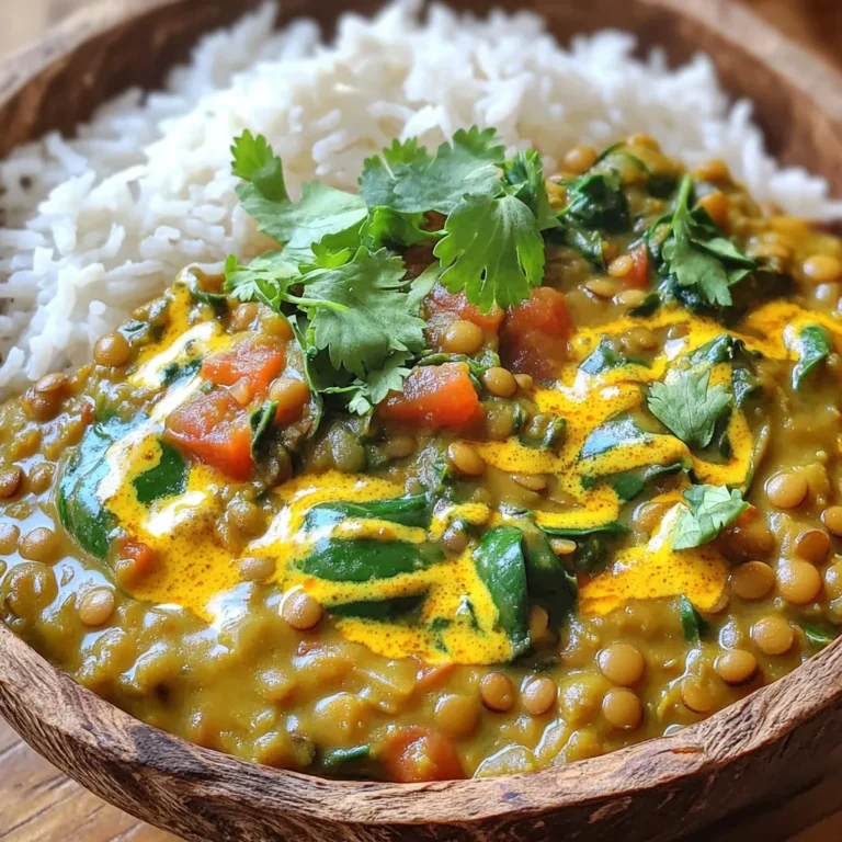 - 1 cup green or brown lentils - 1 can (14 oz) full-fat coconut milk - 3 cups low-sodium vegetable broth - 1 medium onion - 3 cloves garlic - 1 tablespoon fresh ginger - 2 medium tomatoes - 2 cups fresh spinach - 1 tablespoon curry powder - 1 teaspoon cumin - 1 teaspoon turmeric - 1 teaspoon chili powder When you gather your ingredients, start with the lentils. I love using green or brown lentils. They hold their shape well and add great texture. Next, grab a can of full-fat coconut milk. This will give your curry a rich, creamy base. For liquid, use low-sodium vegetable broth. It adds depth without being too salty. Now, let's talk about flavor. You'll need one onion, three garlic cloves, and a tablespoon of fresh ginger. These aromatics make the dish smell amazing. Don't forget the tomatoes! Two medium ones will add freshness. You'll also want two cups of fresh spinach. It wilts down nicely and gives a pop of green. Finally, the spices! You'll need a tablespoon of curry powder, plus cumin, turmeric, and chili powder. Each brings its own unique taste, making your curry flavor-packed. Once you have everything ready, you're set to make a delightful meal. - Step 1: Sauté onions, garlic, and ginger First, heat 2 tablespoons of olive oil in a medium skillet over medium heat. Add 1 medium onion, finely chopped. Cook for about 5 minutes. The onion should be soft and clear. Next, add 3 cloves of minced garlic and 1 tablespoon of finely grated ginger. Stir for 1-2 minutes until it smells great. - Step 2: Add to the slow cooker Once the onion mix is ready, move it to your slow cooker. - Step 3: Transfer ingredients to the slow cooker Now, add 1 cup of rinsed green or brown lentils. Pour in 1 can of full-fat coconut milk and 3 cups of low-sodium vegetable broth. Also, toss in 2 medium diced tomatoes. - Step 4: Mixing in spices and seasonings Sprinkle 1 tablespoon of curry powder, 1 teaspoon of ground cumin, 1 teaspoon of turmeric, and 1 teaspoon of chili powder into the pot. Add a pinch of salt and black pepper. Mix everything well to blend the flavors. - Step 5: Set cooking time and heat Cover the slow cooker. Set it to cook on low for 6-8 hours or on high for 3-4 hours. The dish is ready when the lentils are soft and flavorful. - Step 6: Incorporate spinach before serving About 30 minutes before serving, mix in 2 cups of roughly chopped fresh spinach. It will wilt nicely into the curry. Before you serve, taste the dish and adjust the salt and pepper if needed. Enjoy this creamy delight! To get that rich, creamy texture, use full-fat coconut milk. This type of coconut milk adds depth and smoothness to your curry. It makes every bite feel indulgent. Sautéing the aromatics is also key. When you cook the onion, garlic, and ginger first, you unlock their full flavor. This step enhances the overall taste of your dish. Before serving, always taste the curry. Adjust the seasoning as needed. Adding more salt or pepper can really make a difference. You can also try other spices to boost flavor. A pinch of cinnamon or a dash of cayenne can add a unique twist. Experimenting with spices keeps your curry exciting each time you make it. For the best texture, follow the cooking time closely. On low heat, let it cook for 6-8 hours. If you set it on high, aim for 3-4 hours. Your lentils should be tender but not mushy. To ensure this, check them near the end of the cooking time. If they need more time, let them cook a bit longer. {{image_4}} You can change lentils if you want. Try red lentils for a softer texture. Split peas work too and add a nice twist. If you need dairy-free options, use coconut milk. It gives creaminess without dairy. You can also add almond milk for a lighter touch. Want to change up the taste? Add veggies like bell peppers or carrots. They bring color and nutrition. You can also swap spices. Use Thai curry paste for a different flavor. Or, keep it classic with Indian spices. Each choice gives a new vibe to your dish. Serve your curry with tasty sides. Rice is a great choice to soak up the sauce. Naan bread is perfect for scooping up every bite. Quinoa adds a healthy grain option, too. For garnishing, sprinkle coconut flakes on top. Lime wedges add a nice zing. Fresh cilantro brightens the dish and makes it pop. To keep your Slow Cooker Creamy Coconut Lentil Curry fresh, store leftovers in airtight containers. This helps prevent any odors from your fridge from getting in. In the fridge, the curry lasts about 4 to 5 days. Freezing is a great way to save your curry for later. Let the curry cool completely before transferring it to freezer-safe containers. Make sure to leave some space at the top, as it will expand when frozen. You can keep it frozen for up to 3 months. To reheat, thaw it overnight in the fridge. Then, heat it on the stove or in the microwave until it’s hot all the way through. I love preparing ingredients ahead of time. Chop your onions, garlic, and ginger, and store them in the fridge. You can also rinse and soak the lentils the night before. Portioning the curry into single servings makes for easy weeknight meals. Just reheat and enjoy! Cooking in a slow cooker is simple. You can cook on low for 6-8 hours. If you are short on time, set it to high for 3-4 hours. The lentils should be tender and flavorful when done. Yes, you can use canned lentils. Canned lentils save time and are ready to eat. However, they may have less flavor than dried lentils. Dried lentils absorb the spices better and add depth. If you choose canned, rinse them to reduce sodium. This recipe is both vegan and gluten-free. All ingredients, like coconut milk and lentils, fit those diets. Always check labels to ensure there are no hidden gluten ingredients. Enjoy knowing your meal is friendly for various dietary needs! This recipe combines simple ingredients into a tasty dish. We covered the main elements, cooking steps, and helpful tips. You can swap ingredients or spices to suit your taste. Store leftovers wisely for later meals. This curry adapts to your needs, providing easy options for everyone. Enjoy making this dish in your slow cooker for a flavorful, healthy meal. I hope you feel inspired to try it out!