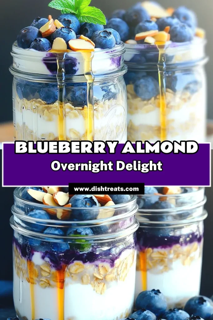 Start your day right with Blueberry Almond Bliss Overnight Oats! This delicious and nutritious recipe combines rolled oats, fresh blueberries, creamy Greek yogurt, and crunchy almonds for a perfect breakfast. Simply mix your ingredients, refrigerate overnight, and enjoy a delightful meal in the morning. It’s the ideal grab-and-go option! Click to explore this tasty recipe and transform your mornings! #OvernightOats #HealthyBreakfast #BlueberryRecipes #MealPrep