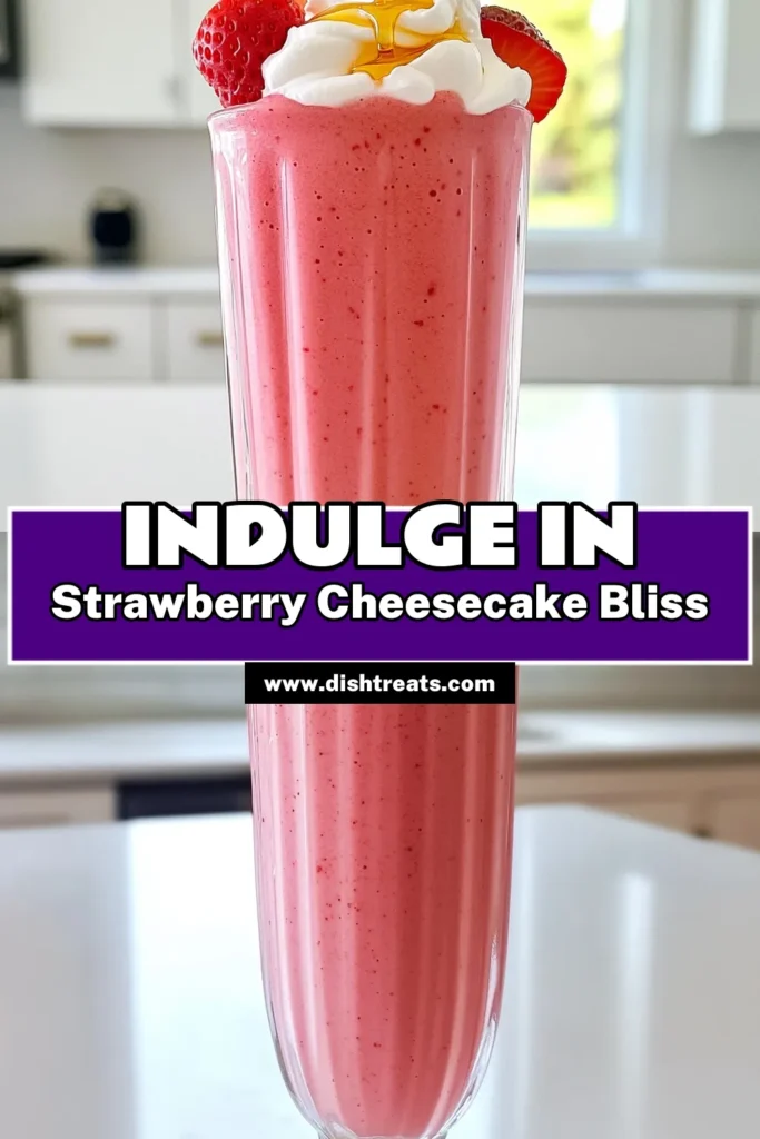 Indulge in a deliciously refreshing Berry Bliss Strawberry Cheesecake Smoothie! Perfect for breakfast or a satisfying snack, this smoothie is packed with fresh strawberries, creamy Greek yogurt, and a touch of honey for sweetness. With just a few simple ingredients and easy steps, you can whip up this delightful treat in under 10 minutes. Dive into the recipe now and sip your way to bliss! #StrawberrySmoothie #HealthyRecipes #SmoothieLove #BerryBliss