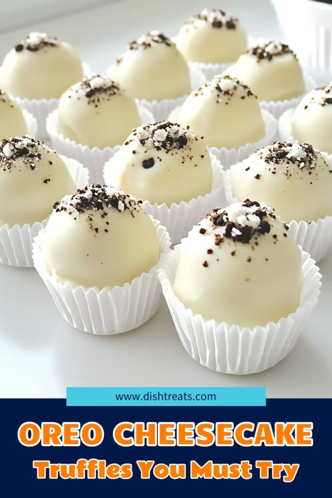 Indulge your sweet tooth with these irresistible Oreo Cheesecake Truffles! Made with crushed Oreos, cream cheese, and a creamy white chocolate coating, these delightful treats are perfect for any occasion. Easy to make and sure to impress, they’re a chocolate lover’s dream. Click to discover the full recipe and create your own batch of these delicious truffles today! #OreoCheesecakeTruffles #DessertRecipes #ChocolateLovers #EasyTreats