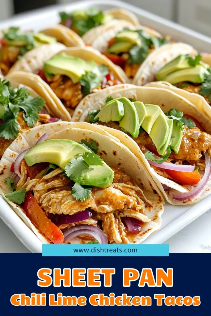 Spice up your dinner with these mouthwatering Chili Lime Chicken Tacos on a Sheet Pan! This easy recipe combines juicy chicken thighs, vibrant veggies, and zesty spices, all roasted to perfection. In just 45 minutes, you'll have a flavorful meal that’s perfect for any night. Don't miss out—click through to discover how to create these tasty tacos that everyone will love! #TacoTuesday #SheetPanMeals #HealthyRecipes #ChickenTacos