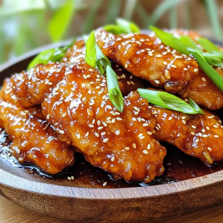 - 1 pound chicken breast, sliced into strips - 1/4 cup soy sauce - 2 tablespoons honey - 1 tablespoon rice vinegar - 1 tablespoon sesame oil - 2 cloves garlic, finely minced - 1 teaspoon fresh ginger, grated - 1 tablespoon cornstarch - 1 tablespoon cold water - 1 teaspoon sesame seeds - 2 green onions, thinly sliced You need fresh chicken breast for this dish. Slice it into strips. Using chicken breast gives a nice texture. The soy sauce adds saltiness and umami. Honey brings sweetness to balance the salt. For a twist, use low-sodium soy sauce. Next, rice vinegar adds a little tang. Sesame oil gives a lovely nutty flavor. Garlic and ginger bring a strong taste. Minced garlic adds depth, while fresh ginger adds zest. You will also need cornstarch. It helps thicken the sauce. Mixing it with cold water makes a slurry. This adds a nice glossy finish. For garnishes, sesame seeds add crunch. Green onions give freshness and color. They elevate the dish. If you want to impress, use them generously. To start, gather your ingredients. You will need soy sauce, honey, rice vinegar, sesame oil, minced garlic, and fresh ginger. In a medium bowl, combine these ingredients. Whisk them together until the mixture is smooth and the honey dissolves. This marinade will give your chicken a tasty flavor. Next, place your chicken strips in the bowl with the marinade. Make sure each piece is fully coated. Cover the bowl and refrigerate for at least 30 minutes. For the best taste, try to marinate for up to 2 hours. This time allows the chicken to soak up all the yummy flavors. When your chicken is ready, take it out of the marinade. Preheat your air fryer to 400°F (200°C). This takes about five minutes. Then, arrange the chicken strips in a single layer in the basket. Avoid overcrowding them for even cooking. Air fry the chicken for 10-12 minutes. Flip the strips halfway through to ensure they cook evenly. You want them golden and fully cooked for the best taste! I love using low-sodium soy sauce for this dish. It gives the chicken a great taste without being too salty. You can also add extra ginger for a nice kick. Just grate a bit more fresh ginger and mix it into the marinade. This adds zest and enhances the flavor profile. Do not overcrowd the air fryer basket. This step is key. If you pile the chicken, it won’t cook evenly. Instead, place the strips in a single layer. For a crispy texture, flip the chicken halfway through cooking. This ensures all sides get that golden crunch we love. Pair your teriyaki chicken with steamed rice or fresh veggies. These sides complement the dish well and add balance. For presentation, serve the chicken strips on a decorative plate. Add extra green onion slices on top for color and crunch. This makes the dish look as good as it tastes! {{image_4}} You can swap out chicken for tofu or shrimp. Both add unique flavors. If you choose shrimp, keep the cooking time short. They cook fast, only needing about 6-8 minutes. For tofu, cut it into strips and press it to remove extra water. Marinate it just like chicken. To add some heat, try mixing in chili flakes. A pinch goes a long way! You can also play with herbs, like adding fresh basil or cilantro. These herbs brighten the dish. If you want more depth, add a splash of orange juice. It gives a zesty twist to the teriyaki sauce. Serve your teriyaki chicken strips over fluffy rice or noodles. Rice absorbs the sauce well, making each bite tasty. For a lighter option, wrap the strips in lettuce. This adds crunch and freshness. Pair your meal with steamed veggies for balanced nutrition. You can even create a fun rice bowl with all your favorite toppings! After enjoying your air fryer teriyaki chicken strips, store leftovers properly. First, let the chicken cool down. Then, place the strips in an airtight container. You can use glass or plastic containers. For longer storage, you can freeze the chicken. Wrap it tightly in foil or freezer bags. This helps keep the chicken fresh. To reheat your chicken strips, the air fryer works best. Set it to 375°F (190°C). Heat for about 5-7 minutes. This keeps the chicken crispy. You can also use an oven. Preheat to 350°F (175°C) and heat for 10-15 minutes. Avoid using a microwave, as it makes the chicken soggy. In the fridge, leftover chicken lasts about 3-4 days. If you freeze it, the chicken can last up to 3 months. Always check for signs of spoilage. Look for any off smells, discoloration, or slimy texture. If you see any of these, it’s best to throw it away. Yes, you can! If you don't have an air fryer, you can use a regular oven. Preheat your oven to 400°F (200°C). Place the marinated chicken strips on a baking sheet lined with parchment paper. Bake for about 15-20 minutes, flipping halfway through. You want the chicken to be golden and cooked through. Another option is to pan-fry the strips in a skillet over medium heat. Cook for about 5-7 minutes on each side until they're crispy and cooked well. Marinate the chicken for at least 30 minutes. This helps the chicken soak up all the yummy flavors. For the best taste, try marinating for up to 2 hours. If you have time, it makes a real difference. Just remember not to marinate for too long, as the soy sauce can make the chicken too salty. If you want to swap out honey, you have a few good options. You can use maple syrup or agave nectar. Both options add sweetness, but the flavor will change a bit. Maple syrup gives a richer taste, while agave is milder. You can also use brown sugar mixed with a bit of water if you're in a pinch. Each choice will give you a tasty chicken, so feel free to experiment! This blog post shared a tasty teriyaki chicken recipe. Start with simple ingredients like chicken, soy sauce, and honey. We walked through marinating, air frying, and serving tips. You can change the recipe by using tofu or shrimp instead. Remember, proper storage keeps leftovers fresh, and reheating tips help maintain texture. I hope you feel confident to try this dish. Enjoy your cooking and get creative with it!