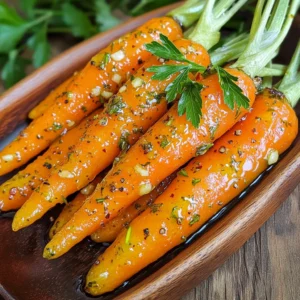 To create this tasty dish, you need these key items: - 1 pound baby carrots, peeled and trimmed - 4 cloves garlic, minced - 3 tablespoons extra virgin olive oil - 1 tablespoon fresh rosemary, finely chopped - 1 tablespoon fresh thyme, finely chopped - 1 teaspoon honey - Salt and freshly ground black pepper, to taste - Fresh parsley, chopped for garnish These ingredients work together to give the carrots great flavor. The garlic adds a punch, while the herbs bring warmth. You can also try these extras to boost taste: - Lemon juice for brightness - Red pepper flakes for a kick - Balsamic vinegar for sweetness Using these optional ingredients can change the dish’s flavor profile. Experimenting can lead to new favorites. If you lack any ingredients, here are some swaps: - Use regular carrots instead of baby carrots. - Try dried herbs if fresh ones are not available. - Swap olive oil for another oil like avocado oil. These substitutions can still deliver great results. Don’t be afraid to get creative with what you have on hand. Start by preheating your oven to 425°F (220°C). This heat will help the carrots roast nicely. Next, take 1 pound of baby carrots. Peel and trim them to get rid of any rough edges. In a large bowl, mix the carrots with 4 cloves of minced garlic. Add 3 tablespoons of extra virgin olive oil for flavor and moisture. Now, you’ll want to add 1 tablespoon of finely chopped rosemary and 1 tablespoon of finely chopped thyme. These herbs will give the dish a fresh taste. Don't forget the honey—1 teaspoon will add a touch of sweetness. Finally, season your mixture with salt and freshly ground black pepper. Toss everything well with your hands or a spatula until each carrot gets a good coat of the tasty mix. Spread the carrots on a baking sheet lined with parchment paper. Make sure they are in a single layer. This step is key for even cooking and caramelization. Now, it's time to roast! Place the baking sheet in your hot oven. Roast the carrots for 25 to 30 minutes. Halfway through, give them a gentle toss. This helps them cook evenly. You want them tender and beautifully browned when they're done. When the carrots finish roasting, take them out of the oven. Transfer them to a nice serving dish. To make them pop, sprinkle some freshly chopped parsley on top. This adds color and a fresh flavor. Enjoy your garlic herb roasted carrots as a side dish. They pair well with meats or grains. They are not just tasty; they look great on the table! To get perfectly roasted carrots, start with fresh baby carrots. Peel and trim them for even cooking. Make sure your oven is hot, around 425°F (220°C). This high heat helps caramelize the sugars. Spread the carrots in a single layer on the baking sheet. This prevents steaming. Toss them halfway through to ensure even browning. Keep an eye on them to avoid burning. Aim for a golden brown color for the best flavor. Garlic herb roasted carrots go well with many dishes. Try serving them with roasted chicken or grilled fish. They also pair nicely with quinoa or rice. For a fresh twist, add a squeeze of lemon juice. Fresh herbs like dill or cilantro can enhance the flavor too. Don't forget to season with salt and pepper to taste. These simple additions can elevate your dish. You need a few key tools to make this dish. A large mixing bowl is essential for combining the ingredients. A baking sheet lined with parchment paper helps with cleanup. Use a sharp knife for chopping herbs and garlic. A spatula or your hands works well for tossing the carrots. If you have a meat thermometer, it can help ensure even cooking. These tools make the process easier and more efficient. {{image_4}} You can change up the herbs for new flavors. Try using fresh dill or oregano instead of rosemary and thyme. Basil adds a nice touch, especially in summer. Each herb brings its own taste and aroma to the dish. Experiment with combinations to find what you love best. Want to add more depth? You can mix in a little brown sugar or maple syrup for sweetness. Add a splash of balsamic vinegar for tanginess. You can also toss in some chopped nuts like walnuts or pecans for crunch. These additions create a balance of flavors that makes the dish pop. This recipe is already vegan and gluten-free. You can enjoy it without worry. If you need a nut-free option, just skip the nuts. Use the same ingredients for a delicious and safe dish. Garlic herb roasted carrots fit many diets, making them a great choice for gatherings. To store leftover garlic herb roasted carrots, first let them cool down. Place them in an airtight container. You can keep them in the fridge for up to three days. Make sure to label the container with the date. This helps you remember when you made them. When you are ready to enjoy your leftovers, preheat your oven to 350°F (175°C). Spread the carrots on a baking sheet. Heat them for about 10-15 minutes, or until warm. This method keeps the carrots crispy and tasty. You can also microwave them for 1-2 minutes, but the oven gives better results. If you want to freeze roasted carrots, first let them cool completely. Place them in a freezer-safe bag, removing as much air as you can. They will last for up to three months in the freezer. When you are ready to eat them, thaw in the fridge overnight. Reheat in the oven for the best texture and taste. Yes, you can use regular carrots. Just cut them into similar sizes for even cooking. Baby carrots are tender and sweet, but regular ones work too. Peel them first for the best texture. Garlic Herb Roasted Carrots pair well with many dishes. Try them with roasted chicken or grilled fish. They also go great with quinoa or rice. Add a fresh salad for a complete meal. Leftovers last about three to four days in the fridge. Store them in an airtight container. Reheat them in the oven to keep them crispy. Yes, you can prepare the carrots ahead of time. Toss them with the herbs and oil. Store them in the fridge for up to 24 hours. Roast them just before serving for the best flavor. Garlic herb roasted carrots are simple and tasty. We explored key ingredients and optional add-ins for more flavor. The step-by-step guide showed how to prep, roast, and serve these carrots. I shared useful tips for roasting perfection and creative variations, plus storage and reheating advice. These carrots fit many diets and make any meal special. Try different herbs or spices to make the dish your own. Enjoy delicious roasted carrots with ease!