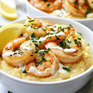 - 1 cup stone-ground grits - 1 pound large shrimp, peeled and deveined - 3 tablespoons unsalted butter, divided - 4 cloves garlic, minced - 1/2 cup heavy cream The foundation of this dish lies in its main ingredients. Stone-ground grits bring a rich texture. They cook slowly, allowing flavors to develop. For the shrimp, I prefer large, fresh ones. They soak up the sauce and keep their bite. Unsalted butter is crucial for flavor control. Garlic adds depth and aroma. Lastly, heavy cream gives the dish a silky finish. - 1 teaspoon smoked paprika - 1 teaspoon dried thyme - 1 teaspoon dried oregano - Juice of 1 lemon - 1/4 cup fresh parsley, finely chopped Seasonings elevate this dish. Smoked paprika adds a hint of warmth. Dried thyme and oregano provide herbal notes. Lemon juice brightens the entire dish. Fresh parsley not only adds color but also freshness. Together, these flavors create a balanced, savory experience. - 4 cups water or chicken broth The choice of cooking liquid is key. Water is simple and works well. Chicken broth adds more flavor, making the grits richer. I often use broth for a creamier taste. This choice enhances the overall dish, making it more satisfying. {{ingredient_image_2}} 1. Boiling water or broth: Start by bringing 4 cups of water or chicken broth to a boil in a medium pot. Use broth for a richer taste. 2. Whisking in the stone-ground grits: Slowly add 1 cup of stone-ground grits to the boiling liquid. Whisk it in well to stop lumps. 3. Cooking time and consistency check: Once it boils again, turn down the heat. Cook for 20-25 minutes, stirring often. Check if the grits are creamy. If they get too thick, add more liquid. 1. Sautéing garlic in butter: In a skillet, melt 2 tablespoons of unsalted butter over medium heat. Add 4 minced garlic cloves and cook for 1-2 minutes. Make sure the garlic doesn’t brown. 2. Adding shrimp and seasoning: Add 1 pound of peeled and deveined shrimp to the skillet. Season with 1 teaspoon smoked paprika, 1 teaspoon dried thyme, 1 teaspoon dried oregano, salt, and pepper. 3. Cooking time to achieve perfect shrimp: Cook the shrimp for 2-3 minutes, turning them halfway. They should turn pink and opaque when done. 1. Adding heavy cream and lemon juice: Lower the heat and stir in 1/2 cup of heavy cream. Let it simmer for 2 minutes. Squeeze in the juice of 1 lemon for brightness. 2. Blending grits for creaminess: Once the grits are done, mix in the last tablespoon of butter. Season with salt and pepper. Blend until smooth and creamy. 3. Plating instructions for presentation: Serve the grits in shallow bowls. Top with the shrimp mixture. Sprinkle with 1/4 cup finely chopped fresh parsley for a fresh touch. - Importance of stone-ground grits: Stone-ground grits offer a rich, nutty taste. They give a better texture than quick-cooking grits. Always choose stone-ground for the best results. - Adjusting consistency with liquid: If your grits get too thick, add more water or broth. Stir gently to blend. Aim for a creamy feel; it should not be too runny or too stiff. - Common mistakes to avoid: Avoid cooking grits over high heat. This can make them clump together. Stir often to prevent sticking. - Tips on marinating shrimp: Marinate shrimp for about 30 minutes. Use olive oil, garlic, and lemon juice. This brings out the shrimp's natural taste. - Alternative spices and herbs: Try adding old bay seasoning or fresh basil. They can add unique flavors to your dish. Don't be afraid to experiment! - Cooking shrimp to prevent toughness: Cook shrimp just until they turn pink. Overcooking can make them rubbery. Remove them from heat as soon as they are opaque. - Elegant plating techniques: Use shallow bowls for a nice presentation. Spoon the grits first, then top with shrimp. This makes a beautiful layer effect. - Using garnishes for visual appeal: Fresh parsley adds color and freshness. A slice of lemon on the side brightens the plate. - Accompanying side dishes: Serve with a simple salad or crusty bread. This complements the meal and adds balance. Pro Tips Use Fresh Shrimp: Whenever possible, opt for fresh shrimp over frozen for the best flavor and texture. Adjust Creaminess: If you prefer creamier grits, gradually add more broth or cream until you reach your desired consistency. Flavor Boost: For an extra boost of flavor, consider adding a dash of hot sauce to the shrimp mixture before serving. Herb Variations: Feel free to experiment with fresh herbs like dill or chives for a unique twist on the traditional recipe. {{image_4}} You can make this dish lighter. Use low-fat milk instead of heavy cream. This keeps the creaminess while cutting calories. For a vegan option, replace shrimp with sautéed mushrooms or tofu. Use plant-based butter for a delicious twist. You can also swap out grits for quinoa or cauliflower rice. These choices keep the meal tasty and light. Different regions have unique styles. Southern-style grits are soft and creamy, while coastal versions might add a hint of spice. You can try adding local seafood like crab or scallops for a fresh flavor. Spices vary too; Cajun seasoning can give your dish a kick. Each twist highlights local tastes and makes the meal special. Fresh produce can enhance your dish. In spring, add asparagus or peas for a pop of color. Summer is great for tomatoes or corn, giving a sweet touch. In fall, try butternut squash for a warm flavor. Winter herbs like rosemary or sage can also bring a cozy warmth. Using seasonal ingredients keeps your dish vibrant and fresh. To keep shrimp and grits fresh, store them in separate containers. Use airtight containers to prevent odors and moisture. Grits can thicken in the fridge, so add a little water when reheating. Shrimp should stay in their own container to keep the flavors intact. Remember to eat leftovers within three days for the best taste. When you reheat shrimp and grits, you want to keep them creamy and tasty. For grits, the stovetop is best. Add a splash of water or broth to help them smooth out. Stir often over low heat until warm. For shrimp, you can use the microwave, but be careful not to overcook. Heat in short intervals, checking often. If you want to freeze garlic herb shrimp and grits, do it right. Place the grits and shrimp in separate freezer-safe bags or containers. This helps keep their taste and texture. For best results, eat them within three months. When you’re ready, thaw overnight in the fridge. Reheat gently on the stovetop to enjoy their full flavor. For this recipe, large shrimp work best. They have a nice texture. You can use fresh or frozen shrimp. Fresh shrimp taste great but may not always be easy to find. Frozen shrimp are often just as good. Always check for quality. Look for shrimp that smell fresh and have a firm texture. Yes, you can prepare some parts in advance. The grits can be made ahead and stored. If you do this, keep them in the fridge. To reheat, add a splash of water or broth. The shrimp should be cooked fresh for best taste. You can prep the garlic and seasonings early. To adjust the spice level, try adding chili powder or fresh peppers. This can give your dish a nice kick. You can start with a little and add more to taste. Also, adjust the seasoning with salt and pepper. Make the dish suit your taste buds! Garlic herb shrimp and grits is a tasty dish rich in flavor. We covered key ingredients, cooking methods, and helpful tips. You can customize this dish with variations and perfect your plating technique. Remember to store leftovers properly for later enjoyment. Whether you cook it for a special meal or a cozy night in, this dish promises satisfaction. Explore it, make it your own, and share the joy it brings. Enjoy your cooking adventure!