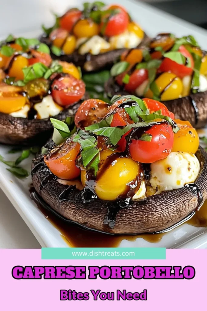 Indulge in these delicious Caprese stuffed portobellos for an easy vegetarian recipe perfect for any occasion. This stuffed mushroom recipe features large portobello mushrooms filled with fresh mozzarella, cherry tomatoes, and basil, all baked to perfection. Discover how to make these baked portobello mushrooms that are not only tasty but also stunning on the plate. Try this flavorful dish today! #CapreseStuffedPortobellos #StuffedMushroomRecipe #PortobelloMushroomCaprese #EasyVegetarianRecipes