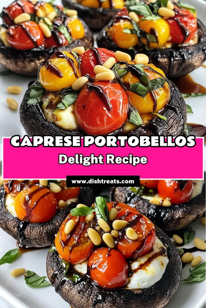 Discover the deliciousness of Caprese stuffed portobellos, an easy vegetarian appetizer perfect for any occasion. These portobello mushroom recipes feature fresh mozzarella and cherry tomatoes, creating healthy stuffed mushrooms everyone will love! With simple ingredients and straightforward steps, you’ll enjoy this delightful dish in just 40 minutes. Try this mozzarella stuffed mushrooms recipe today and impress your guests! Save this for later. #HealthyRecipes #VegetarianAppetizers #StuffedMushrooms #PortobelloMushrooms