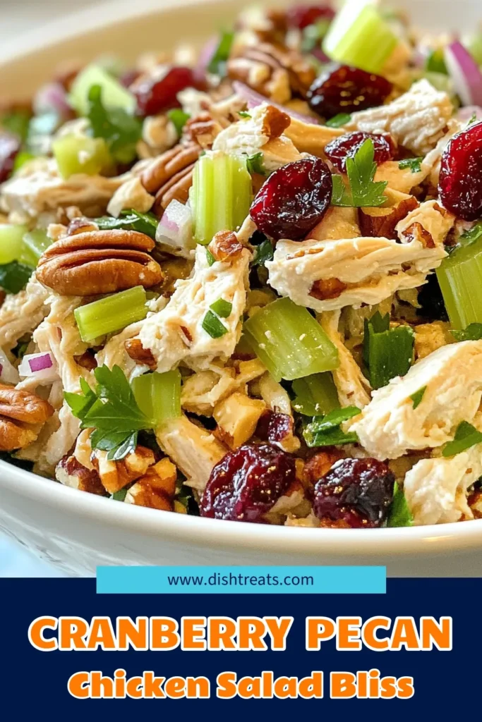 Discover the perfect blend of flavors with our Cranberry Pecan Chicken Salad! This healthy chicken salad recipe combines tender chicken, dried cranberries, and crunchy pecans, all tossed in a creamy Greek yogurt dressing. It's an easy salad with chicken that's ideal for lunch or a light dinner. Refresh your meal routine with this delightful cranberry salad with nuts. Save this recipe for your next gathering! #HealthyRecipes #ChickenSalad #SaladRecipes #CranberryPecanSalad