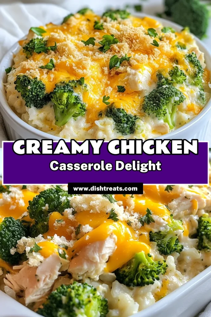 Looking for an easy chicken dinner? Try this creamy chicken casserole packed with flavor! Our creamy herb chicken casserole features tender chicken, vibrant broccoli, and savory spices, all baked to perfection. With gooey cheddar cheese and a crunchy topping, this herb chicken recipe is sure to impress. Perfect for weeknight meals, get the recipe now and enjoy a hearty casserole with broccoli that your family will love! #CreamyChickenCasserole #EasyChickenDinner #BakedChickenCasserole #HerbChickenRecipe