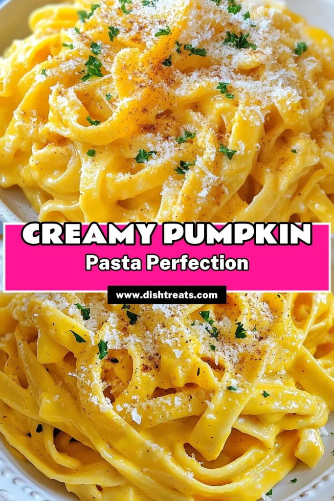 Indulge in this creamy pumpkin Alfredo pasta recipe that celebrates fall flavors! This easy pumpkin pasta dish combines fettuccine pasta with pumpkin and a rich Alfredo sauce, perfect for cozy dinners. With just a few simple ingredients and quick prep, you'll love this delicious dish all season long. Don’t forget to save this recipe for your next family meal! #CreamyPumpkinPasta #FallPastaRecipes #PumpkinAlfredo #EasyPastaDish